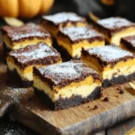 - 1 cup unsweetened cocoa powder - 1 cup all-purpose flour - 1 cup granulated sugar - ½ cup brown sugar, packed - ½ cup unsalted butter, melted - 3 large eggs - 1 teaspoon vanilla extract - ½ teaspoon baking powder - ¼ teaspoon salt - 1 cup pumpkin puree - 8 oz cream cheese, softened - ½ cup powdered sugar - 1 teaspoon pumpkin pie spice Each ingredient plays a key role in making these brownies rich and tasty. For instance, the cocoa powder gives a deep chocolate flavor while the pumpkin puree adds moistness and a hint of spice. The combination of granulated and brown sugar creates a balance of sweetness and texture. You can swap some ingredients if needed. Use almond flour for a gluten-free option. Coconut sugar can replace granulated sugar for a healthier choice. Greek yogurt works well instead of cream cheese for a lighter version. Feel free to play with spices, like adding cinnamon or nutmeg, to customize the flavor. Check the full recipe for exact measurements and instructions. Start by preheating your oven to 350°F (175°C). This temperature helps the brownies bake evenly. Next, grab a 9x9-inch baking pan. Grease it with butter or cooking spray. Then, line the bottom with parchment paper. This makes it easy to lift out the brownies later. In a large bowl, whisk together ½ cup of melted unsalted butter, 1 cup of granulated sugar, and ½ cup of brown sugar. Mix until the mixture is smooth. Next, add 3 large eggs, one at a time. Make sure to mix well after each egg. Stir in 1 teaspoon of vanilla extract. In a separate bowl, combine 1 cup of unsweetened cocoa powder, 1 cup of all-purpose flour, ½ teaspoon of baking powder, and ¼ teaspoon of salt. Gradually add this dry mix to the wet ingredients. Stir until just combined. In another bowl, beat 8 oz of softened cream cheese with ½ cup of powdered sugar. Then add 1 cup of pumpkin puree and 1 teaspoon of pumpkin pie spice. Mix until the cream cheese layer is smooth and creamy. This layer gives the brownies a rich flavor and texture. Pour half of the brownie batter into the prepared pan. Spread it out evenly. Next, spoon dollops of the cream cheese mixture over the brownie batter. Use a knife or toothpick to swirl the cream cheese into the brownie batter. This creates a beautiful marbled effect. Pour the remaining brownie batter over the cream cheese layer. Spread it evenly. Bake in the preheated oven for 30-35 minutes. Check with a toothpick; it should come out mostly clean. Once baked, let the brownies cool in the pan for 15 minutes. Then lift them out using the parchment paper. Cool completely on a wire rack. Cut into squares to serve. For the full recipe, check back to make sure you have all the steps right! To get soft and fudgy brownies, use fresh pumpkin puree. Make sure to measure it accurately. Too much pumpkin can make the brownies too moist. If you want a denser texture, try adding an extra egg. Mix the batter just until it's smooth; overmixing can lead to tough brownies. One common mistake is baking too long. Always check with a toothpick around 30 minutes. If it comes out with a few moist crumbs, you are good! Another mistake is not letting the brownies cool enough before cutting. This can make them fall apart. Patience is key here! These brownies are great on their own, but you can make them shine. Serve them warm with a scoop of vanilla ice cream. For a festive touch, drizzle caramel sauce over the top. You can also sprinkle some crushed nuts for texture. Always dust with a bit of powdered sugar for a pretty finish! For the full recipe, be sure to follow along with the steps closely. {{image_2}} You can make these brownies gluten-free by swapping the all-purpose flour. Use a gluten-free flour blend instead. This works great and keeps the taste yummy. Make sure your cocoa powder is gluten-free too. This way, everyone can enjoy this tasty treat! Want to give your brownies a twist? Add chocolate chips or nuts. Mix in half a cup of chocolate chips for a sweeter bite. Chopped nuts add a nice crunch. You can use walnuts or pecans. Just stir them into the batter before you bake. You can change the flavors for each season. Add a splash of maple syrup for fall vibes. In winter, try a hint of peppermint extract. For spring, a bit of orange zest can brighten the taste. These small changes will keep your recipe fresh and fun! For the full recipe, check out the details above. To keep your pumpkin cheesecake brownies fresh, let them cool completely. Place them in an airtight container. Store them at room temperature for up to three days. For longer storage, put them in the fridge. This helps them stay moist and tasty. If you want to save brownies for later, freezing is a great option. First, cut them into squares. Wrap each square tightly in plastic wrap. Then, place the wrapped brownies in a freezer bag. They can stay frozen for up to three months. When you’re ready to eat, just thaw them in the fridge overnight. To warm up your brownies, use a microwave. Heat them on low for about 10 to 15 seconds. This makes them soft and gooey again. You can also use an oven. Preheat it to 350°F (175°C). Place the brownies on a baking sheet and warm them for about 5 minutes. Enjoy the delicious taste of your pumpkin cheesecake brownies again! For the full recipe, check out the complete guide. These brownies stay fresh for about 5 to 7 days. Keep them in an airtight container. They taste best at room temperature. You can also chill them in the fridge for a cool treat. Yes! You can make them a day or two ahead. Just store them properly. This way, they will be ready for your guests or a party. The flavors may even get better as they sit! To cut brownies neatly, use a sharp knife. Dip it in hot water first, then wipe it dry. Cut straight down, not back and forth. Repeat this for each cut to keep edges clean. You can use applesauce or mashed bananas instead of pumpkin puree. This will change the flavor a bit, but it can still be tasty. Just make sure to keep the same amount for the best results. Check the full recipe for more tips! These pumpkin cheesecake brownies are a tasty treat you'll love. We covered ingredients, steps for baking, and tips for perfect results. Remember, you can mix in variations and store leftovers easily. Enjoy exploring flavors and impressing others with your skills. Try making these brownies today, and share the joy with your friends!