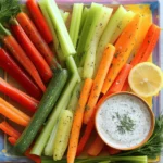 For the best keto veggie sticks, I love using a mix of colorful veggies. Here are my top picks: - 1 cup cucumber, sliced into sticks - 1 cup celery, sliced into sticks - 1 cup bell peppers (red, yellow, and green), sliced into sticks - 1 cup carrot sticks (or zucchini for a keto-friendly option) These veggies are crunchy and low in carbs. They also provide great color and flavor. The ranch dressing adds creaminess and tang to the veggie sticks. To whip up a tasty dip, you'll need: - ½ cup sour cream - ¼ cup mayonnaise (full-fat for keto) - 1 tablespoon lemon juice - 1 teaspoon garlic powder - 1 teaspoon onion powder - Salt and pepper to taste This combo creates a rich dip that pairs perfectly with the fresh veggies. Want to take your veggie sticks to the next level? Consider these extras: - 1 tablespoon olive oil - 1 teaspoon dried dill (or fresh if available) The olive oil helps with the seasoning, while dill gives your ranch dip a fresh twist. You can mix and match for a flavor that excites your taste buds. For the full recipe, check out the detailed instructions. First, wash the veggies. Clean them well to remove any dirt. Next, slice the cucumber, celery, bell peppers, and carrots (or zucchini) into sticks. Try to make them all the same size. This way, they cook evenly. Uniform sticks also look nice on the plate. In a big bowl, add the veggie sticks. Pour in one tablespoon of olive oil. Then, sprinkle salt, pepper, garlic powder, onion powder, and dried dill over the sticks. Toss everything together until the veggies are well coated. This step adds great flavor. You can choose to bake or chill your veggie sticks. If you want a crunchy texture, spread them on a baking sheet. Bake at 400°F (200°C) for about 15 minutes. They should turn a little crisp. If you prefer a fresh taste, chill the veggie sticks in the fridge for 30 minutes. Both methods work well! For the full recipe, check out the complete guide to making Keto Crunchy Veggie Sticks with Creamy Ranch Dip. To make sure your veggie sticks stay crunchy, consider these simple steps: - Slice your vegetables into even sticks. This helps them cook at the same rate. - Toss them gently with olive oil and seasonings. Too much oil can make them soggy. - Bake them at a high temperature of 400°F (200°C). This creates a nice crisp. - If you prefer, chill them in the fridge for 30 minutes. This gives a fresh crunch. You can change the flavors of your veggie sticks easily. Try these ideas: - Use different herbs like thyme or rosemary for a new taste. - Swap out the olive oil for avocado oil for a richer flavor. - Add spices like paprika or cayenne for a kick. - For the ranch dip, use Greek yogurt instead of sour cream for tanginess. A beautiful presentation makes snacks more fun. Here are some tips: - Use a colorful platter to show off the veggie sticks. Arrange them by color for a vibrant look. - Serve the ranch dip in a small bowl in the center. Garnish it with fresh herbs or a lemon slice. - Add some whole veggies like cherry tomatoes or radishes for extra color. Try these tips to elevate your Keto Veggie Sticks with Ranch. Enjoy the crunch! For the complete recipe, check the Full Recipe section. {{image_2}} You can mix different veggies for variety. Try using radishes or asparagus sticks. Both add unique flavors and crunch. You can even add broccoli florets or cauliflower for a fun twist. Just make sure the sizes are even. This helps with cooking and presentation. Aim for bright colors for a more appealing dish. Your guests will love the visual feast! Ranch dressing is classic, but you can switch it up! Try Greek yogurt instead of sour cream for a lighter version. This swap keeps it creamy and adds protein. You might also use avocado for a rich and creamy dip. It pairs well with the crunch of the veggies. Add fresh herbs like parsley or chives for extra flavor. You can also try adding a bit of hot sauce for a kick! If you like bold flavors, spice things up! Add cayenne pepper or crushed red pepper flakes to the ranch dip. This will give your snack a nice heat. You can also mix in some lemon zest for a zesty twist. For an even bolder taste, try adding horseradish to the ranch. This gives a nice bite that pairs well with the veggies. Don't be afraid to experiment! Each flavor change can create a new favorite. To store your leftover veggie sticks, place them in an airtight container. You want to keep them fresh and crunchy. Make sure to separate the ranch dip from the veggies. This keeps the sticks from getting soggy. Store them in the fridge for up to three days. The ranch dip can last longer. If you store it in a sealed container, it stays fresh for about one week. Always check for any signs of spoilage before using it. If it smells off or shows any change, toss it out. If you want to reheat the veggie sticks, the oven works best. Preheat your oven to 350°F (175°C). Place the veggie sticks on a baking sheet and heat for about 5-7 minutes. This keeps them crunchy. Avoid the microwave, as it can make them soft. Enjoy your crunchy snack! For keto diets, low-carb veggies work best. I love using cucumber, celery, bell peppers, and zucchini. These veggies are crunchy and full of flavor. They fit well into a keto plan. Stick to non-starchy vegetables. Avoid high-carb options like potatoes and corn. Remember, fiber is important too. It helps with digestion and keeps you full. Keto veggie sticks with ranch are low in carbs. Each serving has about 5-7 grams of carbs. The ranch dip adds minimal carbs, around 1-2 grams per serving. Most of the carbs come from the veggies. This makes them a great snack for your keto diet. Always check labels for specific brands to know exact carb counts. Yes, you can make veggie sticks ahead of time! Prepare them a day in advance. Keep them in an airtight container in the fridge. This keeps them fresh and crunchy. If you want extra crunch, chill them for 30 minutes before serving. Just remember to store the ranch dip separately to maintain its creaminess. The best ranch dressing for keto is homemade. Use full-fat sour cream and mayonnaise. This keeps the carb count low. Store-bought ranch may have added sugars. Always read the label before buying. You want ranch that has no hidden carbs. My homemade ranch recipe pairs perfectly with the veggie sticks. For the full recipe, check out my detailed guide above. We discussed keto veggie sticks and their yummy ranch dip. You learned the best vegetables to use, how to prepare them, and ways to keep them crunchy. We explored fun flavor ideas and storage tips to ensure they taste great later. Whether you bake or chill, these snacks will please you. Enjoy customizable flavors and a nutritious treat with every bite. Your keto journey just got tastier!