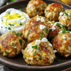To make Greek chicken meatballs, you need some key ingredients. Here is the list: - 1 lb ground chicken - 1/2 cup breadcrumbs - 1/4 cup feta cheese, crumbled - 1/4 cup fresh parsley, chopped - 2 cloves garlic, minced - 1 teaspoon dried oregano - 1 teaspoon dried dill - 1 tablespoon lemon juice - Zest of 1 lemon - Salt and pepper to taste - Olive oil for frying These ingredients create a bright, zesty flavor that makes the meatballs shine. The ground chicken keeps the meatballs light. Feta cheese adds a creamy texture and a salty bite. Fresh parsley brings a burst of color and freshness. Garlic, oregano, and dill add depth and aroma. You can enhance the flavor with optional ingredients. Here are some ideas: - Red pepper flakes for spice - Chopped mint for freshness - Onion powder for extra taste Adding these ingredients can give your meatballs a unique twist. If you enjoy a bit of heat, red pepper flakes are perfect. Mint adds a refreshing taste that pairs well with the other flavors. Do you need to make changes? You can easily substitute some ingredients: - Ground turkey instead of chicken - Gluten-free breadcrumbs for a gluten-free option - Greek yogurt instead of feta for a lower-fat choice Feel free to mix and match based on what you have. Each swap brings a new flavor, making this recipe adaptable. For a different taste, try adding a pinch of cinnamon or cumin to the mix. This Greek chicken meatball recipe is all about finding what works for you. Check out the Full Recipe to explore the complete cooking process! Start by gathering all your ingredients. You need: - 1 lb ground chicken - 1/2 cup breadcrumbs (preferably whole wheat) - 1/4 cup feta cheese, crumbled - 1/4 cup fresh parsley, chopped - 2 cloves garlic, minced - 1 teaspoon dried oregano - 1 teaspoon dried dill - 1 tablespoon lemon juice - Zest of 1 lemon - Salt and pepper to taste - Olive oil for frying In a large bowl, mix the ground chicken with the breadcrumbs. Add the feta cheese and parsley. Then, toss in the minced garlic, oregano, dill, lemon juice, and zest. Season it all with salt and pepper. Use your hands to blend the mix well. This is key for great flavor and texture. Next, heat a skillet over medium heat. Add a drizzle of olive oil. While the skillet heats, scoop about 2 tablespoons of the meatball mixture and roll them into balls. Place them on a plate. When the skillet is hot, add the meatballs in batches. Do not overcrowd the pan. Cook the meatballs for about 5-7 minutes on each side. You want them golden brown outside and fully cooked inside. Once they are done, lift them out and let them rest on a paper towel-lined plate. This helps soak up any excess oil. These meatballs are delicious and versatile. Serve them warm, either on their own or with a yogurt sauce. You can also pair them with a fresh salad or warm pita bread. For a complete meal, add some roasted vegetables or a side of tzatziki. These flavors work great together and make for a delightful feast. For the full recipe, check the section above. To keep your meatballs moist, use fresh ingredients. Ground chicken can dry out, so add feta cheese and lemon juice to the mix. They bring moisture and flavor. Mix gently; overworking the meat can make it tough. Let the meatballs rest for a few minutes before cooking. This helps them hold moisture while they cook. One common mistake is not seasoning enough. Always season your mixture well with salt and pepper. Another mistake is overcrowding the pan. This leads to steaming instead of browning. Cook in batches to ensure each meatball gets the heat it needs. Finally, don’t skip the resting step after cooking. This allows the juices to settle. For a crispy exterior, make sure your skillet is hot before adding meatballs. Use enough olive oil; this helps create a nice crust. Roll the meatballs into uniform sizes to cook evenly. Flip them only once or twice during cooking. This allows that golden crust to form without breaking apart. For extra crunch, broil them for a minute after cooking. For the full recipe, check out the Mediterranean Zesty Greek Chicken Meatballs section. {{image_2}} You can swap ground chicken for other meats in this recipe. Ground turkey works well and has a similar taste. If you prefer beef, use lean ground beef for a richer flavor. Ground lamb adds a nice twist, giving you a taste of Greece. Just adjust cooking times as needed. For a vegetarian option, use chickpeas or lentils. You can mash them up and mix with breadcrumbs and spices. Another great choice is crumbled tempeh or tofu. These options keep the meatball shape and add protein. If you want it vegan, skip the feta cheese or use a plant-based version. Adding more herbs and spices can boost flavor. Fresh mint or basil makes a refreshing twist. Try adding cumin or paprika for a warm depth. You can even throw in some red pepper flakes for heat. Adjust based on your taste. These small changes make a big difference in flavor. Check out the Full Recipe for more ideas! To store leftover meatballs, let them cool first. Place them in an airtight container. You can add a paper towel to absorb moisture. This keeps the meatballs fresh. Store them in the fridge for up to three days. If you want, you can also place them in a zip-top bag. Make sure to squeeze out all the air to keep them tasty. When it’s time to eat the meatballs again, reheating is key. You can use a microwave or the oven. If you choose the microwave, heat them on medium for about one to two minutes. Check if they are warm all the way through. If using an oven, preheat it to 350°F (175°C). Place the meatballs on a baking sheet and heat for about 10-15 minutes. This way, they stay moist and delicious. Freezing meatballs is a great way to save them for later. After they cool, lay them out on a baking sheet. Make sure they do not touch each other. Freeze them for a few hours until firm. Then, transfer them to a freezer-safe bag. Label the bag with the date. They will stay good for up to three months. When you're ready to eat, thaw them in the fridge overnight before reheating. This method keeps their flavor intact. For the full recipe, check the earlier section. I cook Greek chicken meatballs for about 5-7 minutes on each side. This timing gives them a nice golden brown color. Always make sure they are cooked through, which means no pink inside. The total cooking time is around 15 minutes for a batch. Yes, you can grill Greek chicken meatballs! Grilling adds a smoky flavor and can make them even more delicious. Make sure your grill is preheated. Use skewers to keep them together while grilling. Cook them for about 10-12 minutes, turning occasionally. Watch them closely to avoid burning. Greek chicken meatballs taste great with many sauces. Tzatziki sauce is a classic choice. It’s cool and creamy, complementing the flavors well. You could also try a simple yogurt sauce with herbs. For a twist, a lemon and garlic dip works nicely too. Serve any of these sauces on the side for dipping. For the full recipe, check out the Mediterranean Zesty Greek Chicken Meatballs. In this blog post, we explored key ingredients, cooking steps, and expert tips for Greek chicken meatballs. You can use various meats and make them vegetarian. Remember to store leftovers properly and reheat them for the best taste. A few simple tricks can keep your meatballs juicy and crispy. Enjoy experimenting with flavors and make this dish your own. Cooking should be fun and tasty, and now you have the tools to succeed!