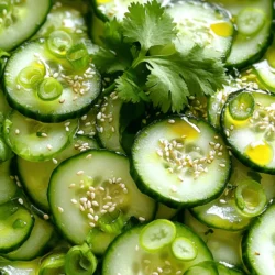 - Japanese cucumbers and alternatives - Use 2 large Japanese cucumbers. They are crisp and sweet. You can use regular cucumbers if needed. Just slice them thinly. - Seasoning essentials - You need 1 teaspoon of salt. This draws out moisture and enhances flavor. - Add 1 tablespoon of rice vinegar. It gives a nice tang. - Include 1 tablespoon of sesame oil. This adds a rich, nutty flavor. - Additional flavor enhancers - Use 1 teaspoon of soy sauce for umami goodness. - Add 1 teaspoon of sugar. It balances the vinegar's tang. - Grate 1 teaspoon of ginger. It adds a fresh kick. - Optional garnishes - Toss in 1 tablespoon of toasted sesame seeds for crunch. - Add 2 green onions, finely chopped, for freshness. - Garnish with a few sprigs of fresh cilantro if you like. This simple ingredient list makes the Japanese cucumber salad both tasty and easy. Check out the Full Recipe for more details on how to bring these flavors together! Start by slicing your cucumbers thinly. I like to use Japanese cucumbers, but regular ones work too. Place the slices in a colander and sprinkle them with salt. This step helps pull out excess moisture. Let them drain for about 10 to 15 minutes. Removing moisture is key to keeping the salad crisp. If you skip this, the salad may become soggy. After draining, gently squeeze the cucumbers to get rid of more water. This makes a big difference in texture. Now, let’s make the dressing. In a small bowl, mix rice vinegar, sesame oil, soy sauce, sugar, and grated ginger. Whisk it well until everything is combined. The balance of flavors is important. The vinegar adds tang, while the sugar brings sweetness. Adjust the ingredients to your taste. If you like it sweeter, add more sugar. If you want more tang, add extra vinegar. Once your cucumbers are ready and the dressing is made, it’s time to assemble the salad. Place the drained cucumbers in a mixing bowl. Pour the dressing over the cucumbers and toss them gently. This ensures each slice is coated well. Next, add the toasted sesame seeds and chopped green onions. Toss again to mix everything together. It’s best to let the salad rest for about 10 minutes. This resting time helps the flavors develop. Just before serving, feel free to garnish with fresh cilantro if you like. Enjoy your crisp and tasty salad! To keep your salad crunchy, choose the right cucumbers. I recommend using firm, fresh Japanese cucumbers. They have thin skin and less water. If you can't find them, regular cucumbers work too. Just peel them if the skin is thick. Enhancing texture is key. After slicing the cucumbers, sprinkle them with salt. Let them sit in a colander for 10 to 15 minutes. This step draws out excess moisture and firms them up. After draining, gently squeeze the cucumbers to remove any remaining liquid. This keeps your salad from becoming soggy. Adding fresh herbs brightens your salad. I love using cilantro for its fresh taste. You can also try mint or basil if you prefer. Just chop them finely and sprinkle them in before serving. For more flavor, experiment with seasonings. Try adding a touch of chili oil for spice. You can also mix in a splash of lime juice for acidity. These options bring new life to the dish. Each addition can change the flavor profile, so have fun with it! {{image_2}} You can make this salad even better by adding other tasty things. Try slicing some carrots. Their sweetness adds a nice twist to the dish. You could also add radishes for a bit of crunch and spice. When it comes to dressings, feel free to experiment. You can try adding chili oil for heat. A splash of lemon juice can brighten the flavors. Japanese cucumber salad is just one of many great salads in Asia. You might enjoy Thai papaya salad, which has a spicy kick. Korean cucumber salad, known as (oi muchim), offers a different flavor with garlic and chili. The history of Japanese cucumber salad is rich. It showcases the Japanese love for fresh, crisp vegetables. This dish reflects the balance of flavors prized in Japanese cuisine. It’s a simple and healthy side that complements many meals. To store leftover salad, first let it cool. Place it in an airtight container. Make sure to squeeze out as much air as possible. This helps keep the salad fresh. If you have extra dressing, store it in a separate container. This prevents the salad from getting soggy. Always keep your salad in the fridge. How long does it last? The salad lasts about three days in the fridge. After that, the quality decreases. Signs that indicate spoilage include a slimy texture or an off smell. If you see any discoloration or wilting, it’s best to throw it away. Trust your senses; they often tell you if food is no longer good. Japanese cucumber salad is a fresh, light dish. It highlights the crispness of cucumbers. This salad has roots in Japanese cuisine, where it is often served as a side. The salad is simple and flavorful, making it a favorite for many. You can enjoy it with rice, fish, or grilled meats. The key ingredients are cucumbers, rice vinegar, and sesame oil. Together, they create a delightful taste that complements many meals. Yes, you can prepare this salad ahead of time. To do this, follow these tips: - Slice the cucumbers and salt them as directed. This helps them stay crisp. - Make the dressing and store it in a separate container. This keeps the flavors fresh. - Combine everything only when you are ready to serve. This way, the cucumbers stay crunchy. Aim to let the salad sit for about 10 minutes before serving. This enhances the flavors. Japanese cucumber salad has many health benefits. Here are some key insights: - Low in calories: This salad is light and perfect for those watching their weight. - High in water content: Cucumbers are about 95% water, helping you stay hydrated. - Rich in vitamins: Cucumbers provide vitamin K, which is great for bone health. - Ginger benefits: The ginger adds flavor and may aid digestion. This salad is not just tasty; it also supports a healthy lifestyle. This blog post covered how to make a tasty Japanese cucumber salad. We discussed key ingredients, from cucumbers to seasonings, and the step-by-step process for preparation and assembly. Crispiness and flavor tips ensure your salad stands out. You can mix in other ingredients for variety or explore regional twists for a fun twist. Remember to store your salad properly to keep it fresh. With these tips, you’re set to impress with a refreshing dish that’s both healthy and enjoyable!