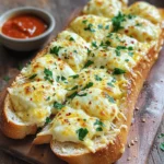 - Baguette - Butter - Garlic - Mozzarella cheese - Parmesan cheese - Parsley - Garlic powder - Red pepper flakes - Salt To get the best taste, use the right amounts. For this recipe, you need: - 1 large baguette - ½ cup unsalted butter - 4 minced garlic cloves - 1 cup shredded mozzarella - ½ cup grated Parmesan - 1 tablespoon chopped fresh parsley - 1 teaspoon garlic powder - ½ teaspoon crushed red pepper flakes (if you like spice) - Salt to taste I suggest using high-quality butter, like Kerrygold. For cheese, fresh mozzarella makes a big difference in flavor. You can switch up the cheese! Use cheddar for a sharp bite or gouda for a smoky flavor. Fresh herbs add great taste, but dried herbs can work too. Use fresh parsley for bright flavor, or try dried oregano for a different twist. 1. Preheat your oven to 375°F (190°C). This step is key for a nice bake. 2. Gather your ingredients. You need a large baguette, butter, garlic, and cheeses. 3. In a bowl, mix softened butter, minced garlic, garlic powder, and salt. 4. Stir until everything blends well. This mixture will be rich and tasty. 5. Add chopped parsley and half of the mozzarella cheese. Mix again until even. 1. Take your baguette and slice it in half lengthwise. 2. Spread the garlic butter on the cut sides. Be sure to cover every inch. 3. Layer the remaining mozzarella cheese on top of the butter. 4. Add grated Parmesan cheese to both halves. This will add flavor. 5. If you like spice, sprinkle crushed red pepper flakes on top. 1. Place the baguette halves on a baking sheet lined with parchment paper. 2. Bake in the oven for 15-20 minutes. Look for a golden brown color. 3. The cheese should be bubbly and melted. This shows it is ready. 4. Once done, let it cool for a few minutes. 5. Slice it into pieces for easy serving. 6. Serve warm on a board. Add chopped parsley and marinara sauce for dipping. 7. Enjoy your cheesy garlic bliss! For the full recipe, see the details above. To make cheesy garlic bread shine, start with good butter. I suggest using unsalted butter. It allows you to control the saltiness. The type of cheese matters too. I love a blend of mozzarella and Parmesan. Mozzarella gives that stretch, while Parmesan adds a sharp flavor. Mixing both creates a great taste. You want a crispy crust, right? Bake the bread at a high temperature. This helps create that crunch. To avoid sogginess, don't skimp on the butter. Spread it evenly but not too thick. Also, make sure to bake it until golden. This will keep the bread light and airy. Cheesy garlic bread is best served fresh and warm. Try serving it as a side with pasta or salad. It also makes a great snack for game day. Pair it with marinara sauce for dipping. This adds a nice touch and makes it even more fun to eat. {{image_2}} You can make cheesy garlic bread even more exciting with different flavors. For a sweet twist, try a mix of honey and chili flakes. This blend gives you a sweet and spicy kick. You can also add sun-dried tomatoes or olives. These ingredients add a rich depth to your bread. They make each bite burst with flavor. If you need a gluten-free option, use gluten-free bread. It works just as well and tastes great. For those looking for a vegan choice, try using vegan cheese. Brands like Daiya or Violife melt nicely. They keep the cheesy goodness without dairy. Cheesy garlic bread is perfect as a snack or appetizer. Slice it into small pieces for easy sharing. You can also turn it into a sandwich. Just add your favorite fillings, like roasted veggies or meats. This way, you create a hearty meal that pleases everyone. For the full recipe, check out the Cheesy Garlic Bliss Bread section. To keep your cheesy garlic bread fresh, wrap it tightly in plastic wrap or foil. This helps prevent it from drying out. You can also place it in an airtight container. If you want to save it for longer, freeze it. Cut it into slices first for easy grabbing later. To reheat, preheat your oven to 350°F (175°C). Place the bread on a baking sheet. Cover it loosely with foil to keep the cheese from burning. Bake for about 10 minutes until warm. You can also reheat in a toaster oven for a quick fix. In the fridge, your cheesy garlic bread lasts about 3 to 4 days. If you freeze it, it can stay good for up to 3 months. Look for signs of spoilage like mold or an off smell. If you see either, it’s best to toss it out. Leftover garlic bread can shine in many dishes. You can slice it up and use it for a tasty garlic bread pizza. Just add sauce and toppings, then bake until the cheese melts. For breakfast, make a savory garlic bread sandwich. Add eggs and cheese for a filling meal. You can also turn it into croutons. Cut it into cubes, toast them, and sprinkle on salads or soups for added crunch. How to make garlic bread extra cheesy? To make your garlic bread extra cheesy, use a mix of cheeses. Combine mozzarella and Parmesan for a rich flavor. You can also add cheddar or gouda for a twist. The more cheese, the better! Spread a thick layer over the bread for maximum gooeyness. Can I use fresh garlic instead of minced? Yes, you can use fresh garlic! Just crush or finely chop it. Fresh garlic gives a strong flavor. Adjust the amount to your taste. If you prefer a milder taste, use less fresh garlic than minced. What oven temperature is best for baking garlic bread? Set your oven to 375°F (190°C). This temperature helps the bread get golden and the cheese to melt. Keep an eye on it, as ovens can vary. Bake until the cheese is bubbly and the bread is crisp. Should I cover the bread while baking? No, do not cover the bread while baking. Leaving it uncovered helps the cheese brown and the crust stay crispy. This way, you get that perfect texture. What goes well with cheesy garlic bread? Cheesy garlic bread pairs well with pasta, soups, or salads. It also makes a great snack on its own! Try it with marinara sauce for dipping, or serve it alongside your favorite Italian dish. Can cheesy garlic bread be made ahead of time? Yes, you can prepare cheesy garlic bread ahead of time. Assemble it and store it in the fridge. When ready to eat, just bake it! This makes it easy for parties or weeknight dinners. For the Full Recipe, check out the details above. Cheesy garlic bread is simple and fun to make, with many ways to enjoy it. Use quality ingredients for the best taste, and don’t be afraid to experiment with flavors. Remember to store any leftovers properly, so they stay fresh. Whether you savor it as a snack or pair it with meals, this dish shines. Dive into the world of cheesy garlic bread, and delight in its endless possibilities!