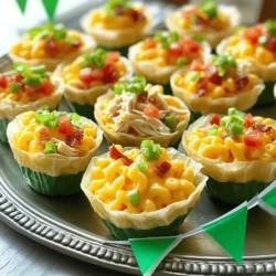 To create these tasty football cups, you need: - 2 cups elbow macaroni - 2 tablespoons butter - 2 tablespoons all-purpose flour - 2 cups milk - 2 cups shredded sharp cheddar cheese These basic ingredients form the heart of the dish. The elbow macaroni gives a great bite, while the cheese adds a rich flavor. You can make your cups even better by adding: - 1 cup cooked chicken, shredded - 1/2 cup cooked bacon bits (optional) - 1/4 cup green onions, chopped Adding chicken or bacon boosts flavor and protein. Green onions add freshness and crunch. Don't forget to season and decorate: - Salt and pepper to taste - Extra cheese and toppings for garnish (e.g., diced tomatoes, jalapeños) The toppings not only enhance taste but also make your cups look great. You can mix and match to find your favorite combination. For the full recipe, check out the specific steps on how to assemble and bake these delicious treats! - Preheat the oven to 350°F (175°C). - Boil the elbow macaroni according to package instructions until al dente, then drain. Cooking the pasta is key to a great dish. If you overcook it, the cups may turn soggy. Al dente pasta holds its shape better in the oven. - Melt butter and whisk in flour. - Gradually add milk and thicken, then stir in cheese until melted. Start by melting the butter over medium heat. Whisk in the flour to create a smooth paste. This step is crucial; it helps thicken the sauce. Slowly add milk while whisking. You will see it thicken in about two to three minutes. Then, mix in the cheese until it melts completely. Use sharp cheddar for a rich flavor. - Fold in macaroni, shredded chicken, bacon bits, and half of the green onions. - Spoon mixture into mini phyllo pastry cups and bake until golden. Once your cheese sauce is ready, add the cooked macaroni, shredded chicken, and bacon bits. Mix well so everything is coated with the cheesy goodness. Then, spoon the mixture into the mini phyllo cups. Bake them until they are golden and bubbly. This will take about 15 to 20 minutes. For the full recipe, check the details above. Enjoy your tasty football cups! - Ensure macaroni is al dente to prevent mushiness when baked. - Use freshly shredded cheese for better melt and flavor. Getting your macaroni just right is key. If you overcook it, the texture will turn mushy. Al dente means the pasta is firm but cooked. This keeps it nice and chewy after baking. Freshly shredded cheese is another must. Pre-packaged cheese often has additives that don’t melt well. Shred your cheese from a block for a smooth, creamy sauce. - Arrange cups on a platter with a football field theme. - Create garnish with green herbs and small flags for decor. How you present your food matters. Arrange the cups in a fun layout. Use a large platter to mimic a football field. You can add green herbs to represent grass. Small flags can add an extra touch. This makes your dish look festive for game day. - Pair with your favorite game day dips or sides. - Serve with a refreshing drink to complement the dish. Loaded mac and cheese cups are great on their own. However, pairing them can elevate the meal. Think about your favorite game day dips. Salsa, guacamole, or even ranch can be great choices. A refreshing drink can also balance the richness of the cups. Consider iced tea, lemonade, or even a light beer. For the full recipe, check out the Loaded Mac and Cheese Football Cups. {{image_2}} You can make Loaded Mac and Cheese Football Cups in many fun ways. Let’s explore some tasty options. For a vegetarian twist, skip the chicken and bacon. Use more veggies instead. Bell peppers add color and crunch. Mushrooms give a nice earthy flavor. You can mix in spinach or zucchini too. This makes the dish healthy and vibrant. It’s a great way to enjoy these cups without meat. If you like heat, spice things up! Add sliced jalapeños to the cheese mix. They give a nice kick. Or, use spicy cheese like pepper jack. This will make your cups exciting and bold. Your guests will love the surprise of heat in each bite. Want to impress? Go gourmet with your cheese choices. Try gouda for a smoky flavor. Mozzarella will add a stretchy, creamy texture. You can even mix in artisan cheeses for a unique taste. This adds depth and richness to your cups. Each bite will be a delightful experience. Feel free to get creative with these ideas! Check out the full recipe for more details on making these delicious treats. Allow your Loaded Mac and Cheese Football Cups to cool completely. Once cooled, place them in an airtight container. Store them in the fridge for up to three days. This keeps them fresh and ready for your next snack. Want a quick meal later? Freeze uncooked cups! Assemble them without baking, then place them in a freezer-safe container. This way, you can pop them in the oven whenever you crave a delicious treat. For the best taste, reheat the cups in the oven. Preheat your oven to 350°F (175°C). Place the cups on a baking sheet and warm them for about 10-15 minutes. This method keeps the cups crispy and tasty, just like the first time you made them. You can find the full recipe here to make these tasty treats again! Yes, you can prepare the mixture ahead and assemble them just before baking. This makes game day easy and stress-free. I often make the cheese sauce and pasta earlier in the day. Then, I store them in the fridge. When it's time to bake, I just fill the cups and pop them in the oven. The cups can last for up to 3 days when stored properly in the fridge. Just make sure to keep them in an airtight container. I recommend enjoying them fresh for the best taste, but leftovers work great too. Absolutely! Substitute elbow macaroni with gluten-free pasta for a suitable version. Many brands offer great options that cook well. You’ll still get that creamy goodness without the gluten. Just follow the same steps for the rest of the recipe. Enjoying delicious food should be for everyone! These Loaded Mac and Cheese Football Cups are a game day winner. We covered essential and optional ingredients for a tasty recipe. The step-by-step guide ensures you prepare these cups easily. Remember to keep your pasta al dente and use fresh cheese for the best flavor. You can customize with vegetarian or spicy options to suit your taste. Store leftovers right, and they’ll stay delicious for days. Enjoy these cups with friends and make your next gathering memorable.