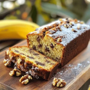 - 3 ripe bananas, mashed - 1/2 cup unsalted butter, melted - 3/4 cup brown sugar, packed - 1/4 cup granulated sugar - 2 large eggs, at room temperature - 1 teaspoon vanilla extract - 1 teaspoon baking soda - 1/4 teaspoon salt - 1 1/2 cups all-purpose flour - 1/2 cup sour cream or Greek yogurt - 1/2 cup chopped walnuts or pecans (optional) - 1/4 cup dark chocolate chips (optional) You need ripe bananas for this recipe. They add sweetness and moisture. The butter gives a rich taste, while both sugars balance the flavors. The eggs help bind the batter. Vanilla makes it taste better. Baking soda is the leavening agent. It helps the bread rise. Salt enhances the taste and balances the sweetness. All-purpose flour gives the right texture. Sour cream or yogurt adds moistness and flavor. You can add nuts for crunch. They also add a nutty flavor. Dark chocolate chips can make it extra special. They melt and create pockets of chocolate. This recipe is flexible. You can mix and match based on your taste. Overall, these ingredients come together to create a rich, soft banana bread. It’s perfect for breakfast or a snack. - Preheat your oven to 350°F (175°C). This ensures your banana bread bakes evenly. - Prepare a 9x5 inch loaf pan. Grease it with butter or line it with parchment paper. This helps the bread come out easily. - In a large bowl, combine three ripe bananas with half a cup of melted unsalted butter. Mash them well until they are smooth and creamy. - Next, add three-fourths cup of brown sugar and a quarter cup of granulated sugar. Mix them until the mixture is smooth and well combined. - Now, incorporate two large eggs, one at a time. Mix well after each egg. Then, add one teaspoon of vanilla extract and blend until it is mixed in. - Sprinkle one teaspoon of baking soda and a quarter teaspoon of salt over the mixture. Gently fold these into the batter until just combined. - Gradually fold in one and a half cups of all-purpose flour. Mix until you no longer see dry flour. Be careful not to overmix, as this can affect the texture. - If you want extra flavor, fold in half a cup of sour cream or Greek yogurt. You can also add half a cup of chopped walnuts or pecans and a quarter cup of dark chocolate chips, if you like. - Pour the batter into your prepared loaf pan. Smooth the top with a spatula to make it even. - Bake in the preheated oven for 60 to 70 minutes. Check if it’s done by inserting a toothpick in the center. It should come out clean. - Once baked, let the banana bread cool in the pan for 10 to 15 minutes. Then, move it to a wire rack to cool completely. To make your banana bread moist, always use ripe bananas. Ripe bananas have more sugar and a sweeter taste. Look for bananas with brown spots. They are perfect for baking. Sour cream or Greek yogurt adds creaminess and moisture. It helps the bread rise and stay soft. You can choose either, but both work well. Mixing the batter is key. When you add flour, stir gently. Overmixing can make your bread tough. You want to combine ingredients just enough to mix them well. Use a spatula to fold in dry ingredients. This keeps the batter light and fluffy. Remember to be gentle with your mixing. Slice your banana bread after it cools. Serve it warm or at room temperature. For an elegant touch, add powdered sugar on top. You can also serve it with butter or nut butter. This adds richness and flavor. Enjoy your beautiful banana bread! {{image_2}} You can add nuts to your banana bread for a nice crunch. Here are some options: - Walnuts - Pecans - Almonds Each nut gives a different flavor. Walnuts add earthiness, while pecans offer sweetness. Almonds bring a light, buttery taste. Choose your favorite or mix them for fun! Chocolate makes banana bread even better. You can use chocolate chips or chunks. Here’s how they differ: - Chocolate chips melt less and keep shape. - Chocolate chunks melt more and give a gooey texture. For sweetness, try dark or semi-sweet chocolate. Dark chocolate adds a rich taste, while semi-sweet is classic and milder. Adding spices can brighten your banana bread. Try these: - Cinnamon - Nutmeg Both spices pair well with bananas. They add warmth and depth. You can also mix in other fruits. Blueberries or raspberries add a fresh twist. Just fold them in gently! To keep your banana bread fresh, consider these tips: - Room Temperature: Store it in an airtight container. This keeps moisture in. - Refrigeration: Only refrigerate if you plan to keep it longer than a week. The fridge can dry it out. - Freezing: For longer storage, wrap the bread tightly in plastic wrap. Then place it in a freezer bag. This will help it last for up to three months. Banana bread can last: - At Room Temperature: About 3 to 4 days in an airtight container. - In the Fridge: About 1 week. - In the Freezer: Up to 3 months. If you see mold or notice an off smell, it’s time to throw it away. To enjoy your banana bread warm, try these methods: - Microwave: Heat a slice for 10 to 15 seconds. This warms it without drying it out. - Oven: Preheat to 350°F (175°C). Wrap the bread in foil and heat for 10-15 minutes. This keeps it moist. - Toaster: For a crispy edge, toast a slice on low heat. This adds a nice texture. Yes, you can use frozen bananas. First, thaw them in the fridge or at room temperature. This will make them soft and easy to mash. Frozen bananas may be a bit more watery. To fix this, drain excess liquid before mixing. The flavor remains sweet and rich. Your banana bread will still be delicious! To make banana bread healthier, reduce sugar and fat. You can cut the brown sugar by a quarter. Replace some butter with applesauce to lower fat. Use whole grain flour instead of all-purpose flour. This adds fiber and nutrients. Your banana bread will still taste great but be more wholesome! If you want a vegan option, use flaxseed meal or applesauce. For one egg, mix one tablespoon of flaxseed meal with three tablespoons of water. Let it sit for five minutes. You can also use 1/4 cup of applesauce as a substitute. These swaps change the texture a bit but keep the bread moist and tasty. In this post, you learned how to make delicious banana bread. We covered ingredients, step-by-step instructions, and helpful tips. Use ripe bananas for the best flavor and moisture. Remember to mix gently to keep your bread light. You can add nuts, chocolate, or spices to change the taste. Store it right to keep it fresh longer. With these insights, you can create a perfect loaf every time. Enjoy baking and sharing your banana bread with friends and family!