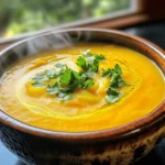 To make creamy carrot potato soup, you need simple but flavorful ingredients. Here’s what you will need: - 4 large carrots, peeled and chopped - 2 medium potatoes, peeled and diced - 1 medium onion, chopped - 2 cloves garlic, minced - 4 cups vegetable broth - 1 cup coconut milk - 2 tablespoons olive oil - 1 teaspoon ground cumin - 1 teaspoon smoked paprika - Salt and pepper to taste Each ingredient plays a key role in building the soup's rich flavor. The carrots and potatoes give it a sweet and earthy base. The onion and garlic add depth and aroma. Vegetable broth keeps it light, while coconut milk adds creaminess and a hint of sweetness. To make your soup even better, consider these optional garnishes: - Fresh parsley - Coconut cream - Croutons Fresh parsley adds a bright color and flavor. Coconut cream can boost creaminess, while croutons give a nice crunch. Feel free to mix and match these toppings to find your favorite combination. - Sautéing the Onion and Garlic Start by heating olive oil in a large pot over medium heat. Add the chopped onion and minced garlic. Sauté these for about 3-4 minutes. The onion should turn soft and clear. This step adds a great base flavor to your soup. - Adding Carrots and Potatoes Next, add the peeled and chopped carrots along with the diced potatoes. Stir everything together well. Sauté for another 5 minutes. This softens the vegetables slightly and prepares them for cooking. - Incorporating Spices Now, sprinkle in the ground cumin and smoked paprika. Stir well to coat the veggies with the spices. This gives your soup a warm, inviting flavor that is hard to resist. - Simmering the Soup Pour in the vegetable broth and bring the pot to a boil. Once it bubbles, reduce the heat. Let it simmer for about 20 minutes. The carrots and potatoes should become fork-tender. This ensures your soup is nice and smooth when blended. - Blending to Creamy Consistency After simmering, use an immersion blender to blend the soup until creamy. If you don’t have one, carefully transfer the soup to a regular blender in batches. Just be careful with the hot liquid, as it can splatter. - Adding Coconut Milk Once blended, stir in the coconut milk. This adds richness and a hint of sweetness to your soup. It makes every spoonful comforting and creamy. - Adjusting Seasoning Finally, taste your soup and adjust the seasoning. Add salt and pepper as needed. Let it simmer for another 5 minutes to ensure it’s hot. This step elevates the flavors and makes your soup even more delicious. How to Achieve the Best Flavor To make this soup shine, use fresh veggies. Fresh carrots and potatoes give the best taste. Sautéing them in olive oil adds depth. Don't rush this step. Let the onion and garlic cook until soft. This builds a rich base for your soup. Importance of Sautéing Vegetables First Sautéing vegetables first makes a big difference. It helps release their natural sugars. This adds sweetness and flavor to the soup. Aim to cook the onion and garlic until soft. Then, add the carrots and potatoes. This method makes every bite flavorful. Using an Immersion Blender vs. Regular Blender I love using an immersion blender for this soup. It’s easy and saves time. You blend right in the pot, so there's less mess. If you use a regular blender, be careful. Hot soup can splash. Blend in small batches, and let it cool a bit first. Achieving Desired Texture For a creamy soup, blend until smooth. If you like some texture, blend less. You can leave some small chunks of carrots or potatoes. This gives your soup a rustic feel. Adjust the blending to match your taste. Boosting Nutritional Value You can boost nutrition easily. Add leafy greens like spinach or kale. They blend well and add vitamins. You could also toss in some cooked lentils. This makes the soup heartier and adds protein. Substituting Ingredients Feel free to swap ingredients for your needs. If you want a different flavor, use sweet potatoes instead of regular ones. For creaminess, almond milk is a great choice. You can also skip coconut milk if it’s not your thing. Just adjust the seasoning to keep the taste balanced. {{image_2}} You can make this soup even better by switching ingredients. Try using sweet potatoes instead of regular potatoes. Sweet potatoes add a nice sweetness and a vibrant color. You can also use butternut squash for a creamy texture. Both options taste wonderful. For a dairy-free option, almond milk or cashew cream works great. Almond milk keeps it light, while cashew cream adds richness. Both choices keep the soup smooth and tasty. Want to spice things up? Add red pepper flakes for a kick. The heat balances the sweet carrots. Use just a pinch to start. You can always add more if you like it spicier. Fresh herbs like thyme or basil can brighten the taste. Adding herbs gives the soup a fresh layer of flavor. Stir them in at the end for the best aroma. This soup pairs perfectly with a slice of crusty bread or a fresh salad. The bread is great for dipping, while the salad adds crunch. Try a simple green salad with a lemon vinaigrette. You can also pair the soup with proteins like chicken or tofu. Cooked chicken adds heartiness, while tofu keeps it light and vegetarian. Both options make this dish filling and satisfying. To store leftovers of creamy carrot potato soup, let it cool first. Once cool, pour the soup into airtight containers. This helps keep the soup fresh and tasty. Use glass or BPA-free plastic containers for best results. Label each container with a date to track freshness. If you want to freeze the soup, use a freezer-safe container. Leave some space at the top for the soup to expand as it freezes. You can also use freezer bags for easy storage. Squeeze out excess air before sealing. When you’re ready to eat, thaw the soup overnight in the fridge. To reheat, warm it in a pot over low heat, stirring often until hot. In the fridge, the soup lasts up to five days. If you freeze it, it can remain safe for three months. Always check for signs of spoilage before eating. If it smells off or has changed color, it’s best to throw it away. Can I make this soup in a slow cooker? Yes, you can make this soup in a slow cooker. Start by sautéing the onion and garlic in olive oil. After that, add the carrots, potatoes, spices, and broth to the slow cooker. Cook on low for 6 to 8 hours or on high for 3 to 4 hours. Blend as directed later. What can I use instead of coconut milk? If you want to swap coconut milk, try almond milk or cashew cream. Both options add a nice creaminess. You can also use regular milk if you are not vegan. Is this soup vegan and gluten-free? Yes, this soup is both vegan and gluten-free. It has no animal products or gluten ingredients. This makes it a great choice for many diets. How many calories are in a serving of creamy carrot potato soup? A serving of this soup has about 200 calories. This can vary based on portion size and added ingredients. It remains a hearty yet light option for a meal. What to serve with creamy carrot potato soup? This soup pairs well with crusty bread or a fresh salad. You can also enjoy it with grilled cheese for a fun twist. These options complement the soup's creamy texture and rich flavor. How to make it a complete meal? To create a full meal, add a protein source like grilled chicken or chickpeas. You can also serve it with a side of quinoa or brown rice. These additions make the meal balanced and satisfying. This blog post covered how to make creamy carrot and potato soup. You learned about key ingredients, cooking steps, and tips for the best flavor. Variations let you customize the soup to your taste. Proper storage methods help keep leftovers fresh. In closing, enjoy experimenting with this recipe. It’s simple but packed with flavor. You can share it with family and friends for a wholesome meal. Happy cooking!