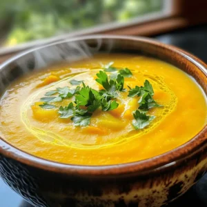 To make creamy carrot potato soup, you need simple but flavorful ingredients. Here’s what you will need: - 4 large carrots, peeled and chopped - 2 medium potatoes, peeled and diced - 1 medium onion, chopped - 2 cloves garlic, minced - 4 cups vegetable broth - 1 cup coconut milk - 2 tablespoons olive oil - 1 teaspoon ground cumin - 1 teaspoon smoked paprika - Salt and pepper to taste Each ingredient plays a key role in building the soup's rich flavor. The carrots and potatoes give it a sweet and earthy base. The onion and garlic add depth and aroma. Vegetable broth keeps it light, while coconut milk adds creaminess and a hint of sweetness. To make your soup even better, consider these optional garnishes: - Fresh parsley - Coconut cream - Croutons Fresh parsley adds a bright color and flavor. Coconut cream can boost creaminess, while croutons give a nice crunch. Feel free to mix and match these toppings to find your favorite combination. - Sautéing the Onion and Garlic Start by heating olive oil in a large pot over medium heat. Add the chopped onion and minced garlic. Sauté these for about 3-4 minutes. The onion should turn soft and clear. This step adds a great base flavor to your soup. - Adding Carrots and Potatoes Next, add the peeled and chopped carrots along with the diced potatoes. Stir everything together well. Sauté for another 5 minutes. This softens the vegetables slightly and prepares them for cooking. - Incorporating Spices Now, sprinkle in the ground cumin and smoked paprika. Stir well to coat the veggies with the spices. This gives your soup a warm, inviting flavor that is hard to resist. - Simmering the Soup Pour in the vegetable broth and bring the pot to a boil. Once it bubbles, reduce the heat. Let it simmer for about 20 minutes. The carrots and potatoes should become fork-tender. This ensures your soup is nice and smooth when blended. - Blending to Creamy Consistency After simmering, use an immersion blender to blend the soup until creamy. If you don’t have one, carefully transfer the soup to a regular blender in batches. Just be careful with the hot liquid, as it can splatter. - Adding Coconut Milk Once blended, stir in the coconut milk. This adds richness and a hint of sweetness to your soup. It makes every spoonful comforting and creamy. - Adjusting Seasoning Finally, taste your soup and adjust the seasoning. Add salt and pepper as needed. Let it simmer for another 5 minutes to ensure it’s hot. This step elevates the flavors and makes your soup even more delicious. How to Achieve the Best Flavor To make this soup shine, use fresh veggies. Fresh carrots and potatoes give the best taste. Sautéing them in olive oil adds depth. Don't rush this step. Let the onion and garlic cook until soft. This builds a rich base for your soup. Importance of Sautéing Vegetables First Sautéing vegetables first makes a big difference. It helps release their natural sugars. This adds sweetness and flavor to the soup. Aim to cook the onion and garlic until soft. Then, add the carrots and potatoes. This method makes every bite flavorful. Using an Immersion Blender vs. Regular Blender I love using an immersion blender for this soup. It’s easy and saves time. You blend right in the pot, so there's less mess. If you use a regular blender, be careful. Hot soup can splash. Blend in small batches, and let it cool a bit first. Achieving Desired Texture For a creamy soup, blend until smooth. If you like some texture, blend less. You can leave some small chunks of carrots or potatoes. This gives your soup a rustic feel. Adjust the blending to match your taste. Boosting Nutritional Value You can boost nutrition easily. Add leafy greens like spinach or kale. They blend well and add vitamins. You could also toss in some cooked lentils. This makes the soup heartier and adds protein. Substituting Ingredients Feel free to swap ingredients for your needs. If you want a different flavor, use sweet potatoes instead of regular ones. For creaminess, almond milk is a great choice. You can also skip coconut milk if it’s not your thing. Just adjust the seasoning to keep the taste balanced. {{image_2}} You can make this soup even better by switching ingredients. Try using sweet potatoes instead of regular potatoes. Sweet potatoes add a nice sweetness and a vibrant color. You can also use butternut squash for a creamy texture. Both options taste wonderful. For a dairy-free option, almond milk or cashew cream works great. Almond milk keeps it light, while cashew cream adds richness. Both choices keep the soup smooth and tasty. Want to spice things up? Add red pepper flakes for a kick. The heat balances the sweet carrots. Use just a pinch to start. You can always add more if you like it spicier. Fresh herbs like thyme or basil can brighten the taste. Adding herbs gives the soup a fresh layer of flavor. Stir them in at the end for the best aroma. This soup pairs perfectly with a slice of crusty bread or a fresh salad. The bread is great for dipping, while the salad adds crunch. Try a simple green salad with a lemon vinaigrette. You can also pair the soup with proteins like chicken or tofu. Cooked chicken adds heartiness, while tofu keeps it light and vegetarian. Both options make this dish filling and satisfying. To store leftovers of creamy carrot potato soup, let it cool first. Once cool, pour the soup into airtight containers. This helps keep the soup fresh and tasty. Use glass or BPA-free plastic containers for best results. Label each container with a date to track freshness. If you want to freeze the soup, use a freezer-safe container. Leave some space at the top for the soup to expand as it freezes. You can also use freezer bags for easy storage. Squeeze out excess air before sealing. When you’re ready to eat, thaw the soup overnight in the fridge. To reheat, warm it in a pot over low heat, stirring often until hot. In the fridge, the soup lasts up to five days. If you freeze it, it can remain safe for three months. Always check for signs of spoilage before eating. If it smells off or has changed color, it’s best to throw it away. Can I make this soup in a slow cooker? Yes, you can make this soup in a slow cooker. Start by sautéing the onion and garlic in olive oil. After that, add the carrots, potatoes, spices, and broth to the slow cooker. Cook on low for 6 to 8 hours or on high for 3 to 4 hours. Blend as directed later. What can I use instead of coconut milk? If you want to swap coconut milk, try almond milk or cashew cream. Both options add a nice creaminess. You can also use regular milk if you are not vegan. Is this soup vegan and gluten-free? Yes, this soup is both vegan and gluten-free. It has no animal products or gluten ingredients. This makes it a great choice for many diets. How many calories are in a serving of creamy carrot potato soup? A serving of this soup has about 200 calories. This can vary based on portion size and added ingredients. It remains a hearty yet light option for a meal. What to serve with creamy carrot potato soup? This soup pairs well with crusty bread or a fresh salad. You can also enjoy it with grilled cheese for a fun twist. These options complement the soup's creamy texture and rich flavor. How to make it a complete meal? To create a full meal, add a protein source like grilled chicken or chickpeas. You can also serve it with a side of quinoa or brown rice. These additions make the meal balanced and satisfying. This blog post covered how to make creamy carrot and potato soup. You learned about key ingredients, cooking steps, and tips for the best flavor. Variations let you customize the soup to your taste. Proper storage methods help keep leftovers fresh. In closing, enjoy experimenting with this recipe. It’s simple but packed with flavor. You can share it with family and friends for a wholesome meal. Happy cooking!
