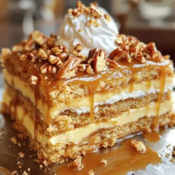 To make a tasty Caramel Pecan Dump Cake, gather these main ingredients: - 1 box of yellow cake mix - 1 cup chopped pecans - 1 cup caramel sauce (store-bought or homemade) - 1/2 cup unsalted butter, melted - 1 cup sweetened condensed milk - 1/2 teaspoon vanilla extract - 1/2 teaspoon salt You can make this cake even better with some optional ingredients: - 1 cup shredded coconut - Whipped cream for serving Adding coconut gives a nice texture and flavor. If you love whipped cream, serve it on top to add creaminess. Choosing the right ingredients matters for taste: - Pick a good quality yellow cake mix for a fluffy base. - Use fresh pecans to get that crunchy bite. - For caramel sauce, homemade is best, but store-bought works too. - Always use unsalted butter for better control over saltiness. - Check the expiration dates on sweetened condensed milk and vanilla extract for freshness. These tips help create a delicious dessert. Enjoy your baking! First, you need to preheat your oven to 350°F (175°C). This step is key for even baking. While the oven warms up, grab a 9x13 inch baking dish. Grease it well with cooking spray or butter. This helps the cake come out easily later. Now, take a large mixing bowl. Add the yellow cake mix, chopped pecans, and melted butter. If you want some extra flavor, toss in the shredded coconut too. Then, add the vanilla extract and salt. Mix everything until it’s well combined but still crumbly. You want it to hold together but not be too smooth. Next, take half of the cake mixture and spread it evenly across the bottom of your greased dish. Press it down gently with your hands. This forms the first layer. Now, drizzle the caramel sauce all over this layer. Let it soak in. After that, pour the sweetened condensed milk over the caramel. Make sure to cover as much area as you can. Finally, sprinkle the rest of the cake mixture on top. Leave a few gaps so the caramel can peek through. Now, it’s time to bake! For the best results, bake your Caramel Pecan Dump Cake for 30-35 minutes. The top should turn golden brown and bubble slightly. Keep an eye on it during the last few minutes. Every oven is different, so check for doneness. A toothpick inserted in the center should come out clean or with a few moist crumbs. Once baked, let the cake cool for about 10-15 minutes. This helps the layers set and makes serving easier. Serve it warm for a gooey texture. You can add a dollop of whipped cream and an extra drizzle of caramel sauce. It adds sweetness and creaminess. For some crunch, sprinkle extra chopped pecans on top. To make your cake look inviting, use a clear glass dish. The layers will show beautifully. Serve in squares for a nice portion. Place a scoop of whipped cream on each piece. Top with a sprinkle of pecans. This adds color and texture. Use a drizzle of caramel around the plate for a fun touch. {{image_2}} Making homemade caramel sauce is easy and fun. You need just sugar, butter, and cream. Start by heating 1 cup of sugar in a saucepan over medium heat. Stir until the sugar melts into a golden liquid. Then, add 6 tablespoons of butter and 1/2 cup of heavy cream. Stir until smooth. Let it cool before using it in your cake. This sauce will add a rich flavor to your dessert. For the best texture, mix your cake ingredients just right. You want a crumbly but moist mix. Do not overmix the batter when you combine the yellow cake mix, melted butter, and pecans. Press half of this mix into your baking dish firmly. This layer will give the cake a good base. When you pour the condensed milk on top, it helps keep everything soft and gooey. Avoid these common mistakes to ensure success. First, don’t skip greasing the baking dish. This step keeps your cake from sticking. Second, watch the baking time. If you overbake, the cake can become dry. Lastly, let it cool for at least 10 minutes before serving. This cooling time helps the layers set and makes serving easier. You can mix things up with different toppings. Try adding chocolate chips for a rich taste. Crushed graham crackers can give a nice crunch. Fresh fruits like bananas or strawberries add flavor and color. You can even sprinkle a bit of sea salt on top for a sweet-salty twist. Each topping brings a new layer of fun to your dessert. If you want a gluten-free version, use a gluten-free cake mix. Many brands offer good options. For a vegan twist, swap the butter for coconut oil. Use a plant-based sweetened condensed milk too. This way, you can enjoy the dessert without dairy or gluten. It's easy to adapt the recipe for many diets. Add-ins let you make this dessert your own. Mix in a teaspoon of cinnamon for warmth. Chopped apples or pears can add freshness. Want a nutty flavor? Try adding almonds or walnuts along with pecans. You can also switch the caramel for chocolate sauce or fruit syrups. Each choice lets you create a dessert that fits your taste. Yes, you can use different cake mixes! A chocolate or spice cake mix works well. Each mix will give a new flavor twist. Feel free to experiment with what you have at home. To store leftovers, let the cake cool completely. Then, cover it with plastic wrap or foil. You can keep it in the fridge for up to five days. If you want to keep it longer, freeze it. Just make sure to wrap it well. Yes, you can freeze it! Cut the cake into pieces for easier storage. Wrap each piece tightly in plastic wrap, then place them in a freezer bag. This will help keep it fresh for up to three months. When you’re ready to enjoy, just thaw it in the fridge overnight. In this post, we covered the key ingredients for a delicious Caramel Pecan Dump Cake. I shared step-by-step instructions to help you bake it perfectly. You also learned tips for baking, serving, and custom options to try different flavors. Remember, quality ingredients make a big difference. With a bit of practice and creativity, you can enjoy a tasty dessert that suits your tastes. Don't hesitate to experiment and make it your own!