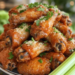 - 2 pounds chicken wings - 1 tablespoon olive oil - 1 teaspoon garlic powder - 1 teaspoon onion powder - 1 teaspoon smoked paprika - ½ teaspoon salt - ½ teaspoon black pepper - ½ cup grated Parmesan cheese - 2 tablespoons fresh parsley, chopped - 2 tablespoons unsalted butter, melted - 3 cloves garlic, minced To make my Air Fryer Garlic Parmesan Wings, I start with basic but key items. The chicken wings are the star. I use two pounds, which is perfect for sharing. Olive oil adds moisture and helps the wings crisp up. Garlic powder brings a punch of flavor that I can't resist. Next, I add seasonings. Onion powder and smoked paprika give depth. Salt and black pepper enhance everything, rounding out the taste. The grated Parmesan cheese is a must. It melts slightly, coating the wings in rich, cheesy goodness. I finish with fresh parsley. It adds a nice pop of color and freshness. For the sauce, I combine melted butter and minced garlic. This mix coats the cooked wings and makes them shine. The blend of flavors is what makes these wings truly special. Each bite is crispy, cheesy, and bursting with flavor. First, take 2 pounds of chicken wings. Put them in a large bowl. Add 1 tablespoon of olive oil. Then, sprinkle in 1 teaspoon of garlic powder, 1 teaspoon of onion powder, 1 teaspoon of smoked paprika, ½ teaspoon of salt, and ½ teaspoon of black pepper. Mix everything well. Make sure each wing gets coated nicely. Next, preheat your air fryer to 400°F (200°C). This step is key for crispy wings. Let it heat for about 5 minutes. Now it's time to cook! Place the wings in a single layer in the air fryer basket. Avoid stacking them. This helps air circulate for even cooking. Cook the wings for 25 to 30 minutes. Remember to shake the basket halfway through. This ensures all sides cook evenly. You want them golden brown and crispy. While the wings cook, you can make the sauce. In a small bowl, mix 2 tablespoons of melted butter, 3 cloves of minced garlic, and ½ cup of grated Parmesan cheese. Stir well until combined. Once the wings are done, take them out and place them in a larger bowl. Pour the garlic Parmesan sauce over the wings. Toss gently until each wing is coated. For a nice touch, sprinkle 2 tablespoons of chopped fresh parsley on top before serving. To get your wings really crispy, avoid overcrowding the air fryer. When wings touch, they steam instead of crisping up. This makes them soggy. Cook in a single layer to let air flow around each wing. While cooking, shake the basket halfway through. This helps wings cook evenly. It ensures all sides get that golden brown look. Remember, a little shake goes a long way! If you want more flavor, add extra seasonings. Try some cayenne pepper for heat or smoked paprika for depth. You can even mix in some Italian herbs like oregano or thyme. They add a tasty twist! Experiment with different cheeses too. While Parmesan is great, try using blue cheese or cheddar. Each cheese brings a new flavor that can change your wings for the better! For a great look, serve wings on a large platter. Garnish with extra parsley and a sprinkle of Parmesan. This makes them pop and look appetizing. Pair your wings with dipping sauces for a fun touch. Ranch and blue cheese are classic choices. You can also serve them with celery sticks for crunch. This adds a fresh balance to your meal! {{image_2}} You can spice up your wings in many ways. For a kick, add hot sauce to your seasoning mix. This adds heat and flavor. You can try different herbs, too. Oregano, thyme, or even Italian seasoning work well. These changes let you create your own flavor. Don't be afraid to mix and match! Cooking frozen wings is easy. You don’t need to thaw them first. Just add a few extra minutes to your cooking time. Cook them at 400°F (200°C) for about 30-35 minutes. Shake the basket halfway through. This helps them cook evenly. Frozen wings can be just as crispy and tasty as fresh ones. If you love these wings, try other air fryer recipes. You can make crispy air fryer chicken tenders or even shrimp. These options give you variety and fun. Pair your wings with sides like sweet potato fries or a fresh salad. These sides balance the meal and make it even better. To keep your wings fresh, store them in the fridge. Place them in an airtight container. You can also use a zip-top bag, squeezing out the air. Make sure they cool down first. This helps keep the crispiness. Use the wings within three days for the best taste. To reheat your wings and keep them crispy, the oven works best. Preheat your oven to 375°F (190°C). Spread the wings on a baking sheet. Bake them for about 10-15 minutes. This way, they regain their crunch. You can also use the air fryer again. Set it to 350°F (175°C) for 5-7 minutes. Avoid the microwave, as it can make them soggy. If you want to save wings for later, you can freeze them. First, let them cool completely. Then, place them in a freezer-safe bag or container. Remove as much air as possible to prevent freezer burn. They can last up to three months in the freezer. When you're ready to eat them, thaw them in the fridge overnight. Reheat as mentioned earlier for the best results. It takes about 25 to 30 minutes to cook chicken wings in an air fryer. Smaller wings may cook faster, while larger ones can take a bit longer. Always check for crispiness and a golden brown color. Shake the basket halfway through to help them cook evenly. Yes, you can use other types of wings or chicken parts. Drumsticks work well for this recipe. Boneless chicken thighs are another good option if you want juicy meat. Just adjust the cooking time based on the size and type of the chicken. For garlic Parmesan wings, ranch dressing and blue cheese are popular choices. Both add a cool, creamy contrast to the savory wings. You can also try a spicy sauce for a kick. Pairing with celery sticks makes for a great crunchy side! To make garlic Parmesan chicken wings, I covered key ingredients and steps. You learned how to prepare, cook, and enhance the flavor. I shared tips for crispiness and ideas for variation. Proper storage and reheating methods ensure your leftovers stay tasty. Remember, these wings are easy to make and can be adjusted to your taste. Enjoy experimenting and sharing with friends. This recipe is fast, fun, and will impress everyone!