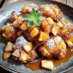 - 2 medium apples, peeled and diced - 1 cup all-purpose flour - 1 teaspoon baking powder - ½ teaspoon baking soda - 1 teaspoon ground cinnamon - ½ teaspoon nutmeg - ¼ teaspoon salt - ½ cup brown sugar, packed - ¼ cup granulated sugar - 1 large egg - ½ cup buttermilk (or milk with ½ teaspoon vinegar added) - 1 teaspoon vanilla extract - ¼ cup powdered sugar (for dusting) - 1 tablespoon melted butter (for brushing) The apples are the star of this dish. I use two medium apples for their sweet and tart flavor. You can pick your favorite kind, like Granny Smith or Honeycrisp. The all-purpose flour forms the base of the fritters, giving them structure. Baking powder and baking soda help the fritters rise and stay fluffy. Ground cinnamon and nutmeg add warmth and spice. Brown sugar adds moisture and a rich taste, while granulated sugar balances the sweetness. Buttermilk keeps the fritters soft; it helps them rise. The egg binds everything together and adds richness. Finally, powdered sugar dusts the fritters for a sweet finish. You can change up the spices if you want. Try adding ginger or cloves for a different flavor. Adding nuts like walnuts or pecans can give a nice crunch. You can also mix in dried fruits like raisins or cranberries for extra sweetness. If you like more sweetness, drizzle honey or maple syrup on top. For a fun twist, you can add chocolate chips to the batter. This way, you can make the fritters your own! Start by preheating your oven to 375°F (190°C). This temperature helps the fritters bake evenly. Next, grab a baking sheet. Line it with parchment paper. This keeps the fritters from sticking and makes cleanup easy. In a medium bowl, add 1 cup of all-purpose flour. Then, add 1 teaspoon of baking powder and ½ teaspoon of baking soda. Sprinkle in 1 teaspoon of ground cinnamon, ½ teaspoon of nutmeg, and ¼ teaspoon of salt. Whisk these dry ingredients together until they blend well. Setting this aside keeps the flavors fresh. Take a large bowl and put in ½ cup of packed brown sugar. Add ¼ cup of granulated sugar next. Crack in 1 large egg. Pour in ½ cup of buttermilk or milk mixed with ½ teaspoon of vinegar. Don't forget 1 teaspoon of vanilla extract. Whisk these ingredients until they form a smooth mixture. Now it's time to bring the dry and wet mixtures together. Gradually add the dry blend into the wet mix. Stir gently until they just combine. Don’t worry if there are a few lumps; they are okay. Next, fold in 2 medium apples, peeled and diced. Make sure the apples are spread evenly in the batter. Using an ice cream scoop or a spoon, drop tablespoons of the batter onto the baking sheet. Space them about 2 inches apart for even baking. Brush the tops with 1 tablespoon of melted butter. This gives a nice golden color. Bake the fritters for 15 to 20 minutes. Check them by inserting a toothpick in the center. It should come out clean. Once baked, let them cool for a few minutes. Dust with powdered sugar before serving. Enjoy your tasty baked apple fritters! To get that perfect crispy texture, start by using cold buttermilk. This helps the dough rise well. Brush the fritters with melted butter before baking. This will give them a nice golden color. Ensure you space the fritters apart on the baking sheet. This allows hot air to circulate and crisp them up. Add more flavor by mixing in chopped nuts or dried fruits. Pecans or walnuts pair well with apples. You can also try adding a pinch of ginger or cloves for a warm spice note. Drizzling caramel sauce on top right before serving adds a sweet touch too. One common mistake is overmixing the batter. Mix until just combined for light fritters. Another error can be skipping the dusting of powdered sugar. This simple step adds sweetness and makes the fritters look great. Lastly, check your oven temperature. An oven that's too hot can burn the fritters. Always use an oven thermometer for accuracy. {{image_2}} You can switch up the apples for other fruits. Try pears or peaches for a twist. Baked fritters with berries add a burst of flavor too. Seasonal fruits make your fritters fun and fresh. You can chop them into small pieces and mix them in. This keeps the recipe exciting all year long. You can make these fritters gluten-free with a simple swap. Use a gluten-free flour blend instead of all-purpose flour. Make sure the blend has a good texture for baking. You may want to add a little extra baking powder. This helps keep them light and fluffy. Check the labels to avoid cross-contamination. You can change the spices for new tastes. Try adding cardamom or ginger for a warm kick. A splash of lemon zest brightens up the flavor. You could even add a little almond extract instead of vanilla. This gives a nutty, sweet twist. Playing with flavors keeps your fritters unique and fun! To keep your fritters fresh, place them in an airtight container. You can store them at room temperature for one day. If you want them to last longer, put them in the fridge. They will stay good for up to three days. Make sure they cool completely before storing. This helps avoid sogginess. When you want to enjoy the fritters again, you can reheat them easily. Preheat your oven to 350°F (175°C). Place the fritters on a baking sheet lined with parchment paper. Heat them for about 5 to 10 minutes, or until warm. This method keeps them crispy. You can also use a toaster oven for quick reheating. If you want to save some fritters for later, freezing is a great option. First, let them cool completely. Then, wrap each fritter in plastic wrap. After that, place them in a freezer bag. They can stay in the freezer for up to three months. When you're ready to eat, thaw them overnight in the fridge. Reheat as mentioned earlier for best results. Baked apple fritters are soft, sweet treats made with diced apples and spices. They are lighter than fried fritters but still have a lovely texture. You mix apples with flour, sugar, and spices, then bake them until golden. They are perfect for breakfast or a snack. Yes, you can use any apple you like! Sweet apples like Fuji or Honeycrisp work well. Tart apples like Granny Smith add a nice zing. Just make sure to peel and dice them before adding to the batter. To make these fritters healthier, you can use whole wheat flour instead of white flour. You can also cut down on the sugar or use a natural sweetener like honey or maple syrup. Adding oats or nuts can boost fiber and nutrients too. Serve these fritters warm for the best taste. You can dust them with powdered sugar or drizzle them with caramel sauce. Garnishing with fresh mint adds a nice touch. They also pair well with a scoop of vanilla ice cream. Baked apple fritters can last for about two days at room temperature. Store them in an airtight container to keep them fresh. If you want to keep them longer, you can freeze them for up to three months. Just reheat in the oven when you’re ready to enjoy! You learned about the essential ingredients for baked apple fritters and their uses. I shared step-by-step instructions that make the process easy. Tips and tricks help keep your fritters crispy and tasty. You can even customize with seasonal fruits or gluten-free options. Finally, proper storage keeps your fritters fresh for longer. Enjoy these fritters fresh out of the oven or saved for later. Your baking journey with these sweet treats promises joy and flavor every time.