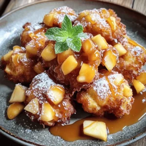 - 2 medium apples, peeled and diced - 1 cup all-purpose flour - 1 teaspoon baking powder - 1/2 teaspoon baking soda - 1 teaspoon ground cinnamon - 1/2 teaspoon nutmeg - 1/4 teaspoon salt - 1/2 cup brown sugar, packed - 1/4 cup granulated sugar - 1 large egg - 1/2 cup buttermilk (or milk with 1/2 teaspoon vinegar added) - 1 teaspoon vanilla extract - 1/4 cup powdered sugar (for dusting) - 1 tablespoon melted butter (for brushing) The apples are the star of this dish. I use two medium apples for their sweet and tart flavor. You can pick your favorite kind, like Granny Smith or Honeycrisp. The all-purpose flour forms the base of the fritters, giving them structure. Baking powder and baking soda help the fritters rise and stay fluffy. Ground cinnamon and nutmeg add warmth and spice. Brown sugar adds moisture and a rich taste, while granulated sugar balances the sweetness. Buttermilk keeps the fritters soft; it helps them rise. The egg binds everything together and adds richness. Finally, powdered sugar dusts the fritters for a sweet finish. You can change up the spices if you want. Try adding ginger or cloves for a different flavor. Adding nuts like walnuts or pecans can give a nice crunch. You can also mix in dried fruits like raisins or cranberries for extra sweetness. If you like more sweetness, drizzle honey or maple syrup on top. For a fun twist, you can add chocolate chips to the batter. This way, you can make the fritters your own! Start by preheating your oven to 375°F (190°C). This temperature helps the fritters bake evenly. Next, grab a baking sheet. Line it with parchment paper. This keeps the fritters from sticking and makes cleanup easy. In a medium bowl, add 1 cup of all-purpose flour. Then, add 1 teaspoon of baking powder and 1/2 teaspoon of baking soda. Sprinkle in 1 teaspoon of ground cinnamon, 1/2 teaspoon of nutmeg, and 1/4 teaspoon of salt. Whisk these dry ingredients together until they blend well. Setting this aside keeps the flavors fresh. Take a large bowl and put in 1/2 cup of packed brown sugar. Add 1/4 cup of granulated sugar next. Crack in 1 large egg. Pour in 1/2 cup of buttermilk or milk mixed with 1/2 teaspoon of vinegar. Don't forget 1 teaspoon of vanilla extract. Whisk these ingredients until they form a smooth mixture. Now it's time to bring the dry and wet mixtures together. Gradually add the dry blend into the wet mix. Stir gently until they just combine. Don’t worry if there are a few lumps; they are okay. Next, fold in 2 medium apples, peeled and diced. Make sure the apples are spread evenly in the batter. Using an ice cream scoop or a spoon, drop tablespoons of the batter onto the baking sheet. Space them about 2 inches apart for even baking. Brush the tops with 1 tablespoon of melted butter. This gives a nice golden color. Bake the fritters for 15 to 20 minutes. Check them by inserting a toothpick in the center. It should come out clean. Once baked, let them cool for a few minutes. Dust with powdered sugar before serving. Enjoy your tasty baked apple fritters! To get that perfect crispy texture, start by using cold buttermilk. This helps the dough rise well. Brush the fritters with melted butter before baking. This will give them a nice golden color. Ensure you space the fritters apart on the baking sheet. This allows hot air to circulate and crisp them up. Add more flavor by mixing in chopped nuts or dried fruits. Pecans or walnuts pair well with apples. You can also try adding a pinch of ginger or cloves for a warm spice note. Drizzling caramel sauce on top right before serving adds a sweet touch too. One common mistake is overmixing the batter. Mix until just combined for light fritters. Another error can be skipping the dusting of powdered sugar. This simple step adds sweetness and makes the fritters look great. Lastly, check your oven temperature. An oven that's too hot can burn the fritters. Always use an oven thermometer for accuracy. {{image_2}} You can switch up the apples for other fruits. Try pears or peaches for a twist. Baked fritters with berries add a burst of flavor too. Seasonal fruits make your fritters fun and fresh. You can chop them into small pieces and mix them in. This keeps the recipe exciting all year long. You can make these fritters gluten-free with a simple swap. Use a gluten-free flour blend instead of all-purpose flour. Make sure the blend has a good texture for baking. You may want to add a little extra baking powder. This helps keep them light and fluffy. Check the labels to avoid cross-contamination. You can change the spices for new tastes. Try adding cardamom or ginger for a warm kick. A splash of lemon zest brightens up the flavor. You could even add a little almond extract instead of vanilla. This gives a nutty, sweet twist. Playing with flavors keeps your fritters unique and fun! To keep your fritters fresh, place them in an airtight container. You can store them at room temperature for one day. If you want them to last longer, put them in the fridge. They will stay good for up to three days. Make sure they cool completely before storing. This helps avoid sogginess. When you want to enjoy the fritters again, you can reheat them easily. Preheat your oven to 350°F (175°C). Place the fritters on a baking sheet lined with parchment paper. Heat them for about 5 to 10 minutes, or until warm. This method keeps them crispy. You can also use a toaster oven for quick reheating. If you want to save some fritters for later, freezing is a great option. First, let them cool completely. Then, wrap each fritter in plastic wrap. After that, place them in a freezer bag. They can stay in the freezer for up to three months. When you're ready to eat, thaw them overnight in the fridge. Reheat as mentioned earlier for best results. Baked apple fritters are soft, sweet treats made with diced apples and spices. They are lighter than fried fritters but still have a lovely texture. You mix apples with flour, sugar, and spices, then bake them until golden. They are perfect for breakfast or a snack. Yes, you can use any apple you like! Sweet apples like Fuji or Honeycrisp work well. Tart apples like Granny Smith add a nice zing. Just make sure to peel and dice them before adding to the batter. To make these fritters healthier, you can use whole wheat flour instead of white flour. You can also cut down on the sugar or use a natural sweetener like honey or maple syrup. Adding oats or nuts can boost fiber and nutrients too. Serve these fritters warm for the best taste. You can dust them with powdered sugar or drizzle them with caramel sauce. Garnishing with fresh mint adds a nice touch. They also pair well with a scoop of vanilla ice cream. Baked apple fritters can last for about two days at room temperature. Store them in an airtight container to keep them fresh. If you want to keep them longer, you can freeze them for up to three months. Just reheat in the oven when you’re ready to enjoy! You learned about the essential ingredients for baked apple fritters and their uses. I shared step-by-step instructions that make the process easy. Tips and tricks help keep your fritters crispy and tasty. You can even customize with seasonal fruits or gluten-free options. Finally, proper storage keeps your fritters fresh for longer. Enjoy these fritters fresh out of the oven or saved for later. Your baking journey with these sweet treats promises joy and flavor every time.