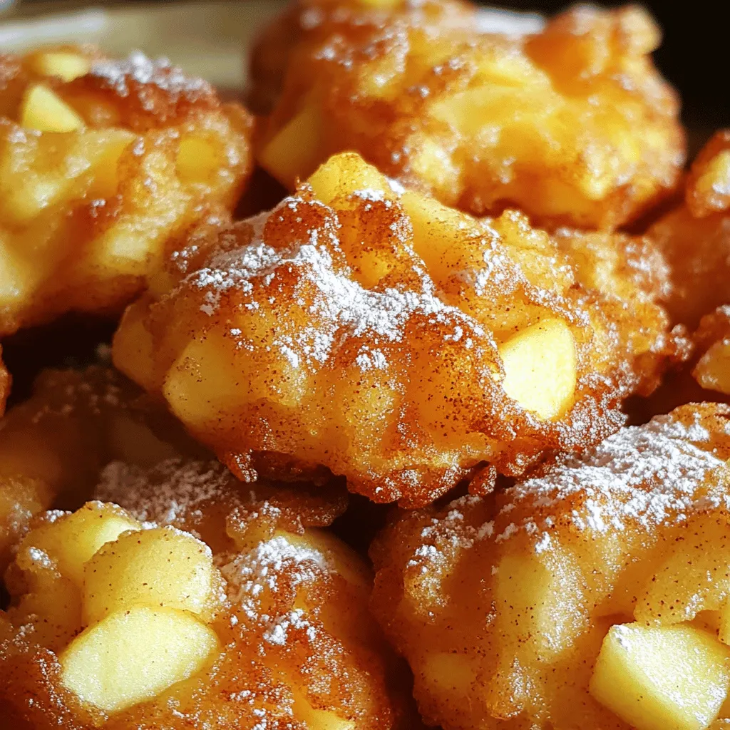 - 2 large apples (Granny Smith or Honeycrisp), peeled, cored, and diced - 1 cup all-purpose flour - ¼ cup granulated sugar - 1 teaspoon baking powder - ½ teaspoon ground cinnamon - ¼ teaspoon nutmeg - ¼ teaspoon salt - ½ cup milk - 1 large egg - 1 teaspoon vanilla extract - 1 tablespoon lemon juice - Cooking spray - Optional: powdered sugar for dusting Apples play a big role in flavor and moisture. They add a sweet and tart taste. The diced apples keep the fritters moist. This makes each bite juicy and flavorful. Flour and baking powder are key to texture. Flour gives the fritters structure. The baking powder helps them rise and become light. This combination creates a fluffy inside. Spices like cinnamon and nutmeg enhance the flavor. Cinnamon adds warmth and sweetness. Nutmeg adds depth and a hint of spice. Together, they make these fritters taste amazing. If you prefer different apples, try Fuji or Gala. They also work well in this recipe. You can use gluten-free flour if needed. It keeps the fritters tasty for everyone. For dairy-free options, use almond or oat milk. These options keep the batter creamy without dairy. Enjoy experimenting with these substitutes to make the recipe your own! - First, mix the lemon juice with the diced apples in a bowl. This adds a nice zing to the apples and keeps them fresh. - Next, in a large bowl, combine the dry ingredients: flour, sugar, baking powder, cinnamon, nutmeg, and salt. Whisk them well to blend. - In another bowl, create the wet mixture by whisking milk, egg, and vanilla extract until smooth. Then, pour this wet mix into the dry bowl. Fold gently until they just come together. It’s okay if a few lumps remain. Finally, fold in the apples so they are evenly mixed in. - Preheat your air fryer to 350°F (175°C). This usually takes about 5 minutes. - Prepare the air fryer basket by lightly coating it with cooking spray. This helps keep the fritters from sticking. - Using a spoon or an ice cream scoop, drop small mounds of batter into the basket. Each mound should be about 2 tablespoons. Make sure to leave some space between each fritter. - Cook the fritters for 8 to 10 minutes. Flip them halfway through to ensure even cooking. - Check for doneness when they turn golden brown. They should look nice and crisp. - Once done, place the fritters on a wire rack to cool slightly. If you want, dust them with powdered sugar before you serve. Enjoy the tasty treat! To make the best apple fritters, avoid overmixing the batter. If you mix too much, the fritters can become tough. Just combine the wet and dry ingredients until you see a few lumps. Also, ensure even apple distribution. This helps every bite have a nice apple flavor. When you fold in the apples, be gentle. This keeps your fritters light and fluffy. You can take the flavor up a notch by adding spices like allspice or clove. A little sprinkle can add warmth and depth. You might also try adding nuts or raisins. They give an extra bite and make the fritters more fun to eat. Sometimes fritters can turn out soggy. If this happens, check your batter. Too much milk can make them wet. Next time, try using less milk or air frying them a bit longer. Different air fryers can cook in various ways. If yours runs hot, you may need to lower the cooking temperature. Keep an eye on the fritters while they cook. This helps you get them just right! {{image_2}} You can change the taste of your apple fritters easily. One fun way is to make a cinnamon glaze. Mix powdered sugar with milk and cinnamon. Drizzle this glaze on top after frying. It adds a sweet and spicy touch. Another option is to add chocolate chips to the batter. Use semi-sweet or dark chocolate chips. They melt during cooking and create a rich flavor. Each bite will be a delicious surprise. As seasons change, so can your fritters. In fall, try adding pumpkin spice to the batter. This spice mix brings warmth and a cozy taste. It makes your fritters perfect for autumn. In winter, consider adding dried cranberries. They give a sweet and tart flavor that pairs well with apples. This twist makes your fritters festive and fun for the holidays. You can also make your fritters healthier. Start by reducing the sugar in the recipe. Instead of ¼ cup, try using just 2 tablespoons. This change cuts down on sweetness but keeps them tasty. Another option is to switch to whole wheat flour. This flour adds fiber and makes the fritters more filling. Your fritters will still be soft and delicious, just a bit better for you. To keep your fritters fresh, use airtight containers. Glass or plastic containers work best. Stack them carefully to avoid crushing. You can refrigerate them for up to three days. If you want to store them longer, consider freezing. Wrap each fritter in plastic wrap, then place them in a freezer bag. This way, they won’t stick together. The best way to reheat fritters is in the air fryer. Set it to 350°F (175°C). Heat for about 3-5 minutes. This keeps them crispy. If you are in a hurry, you can use the microwave. Place the fritters on a microwave-safe plate. Heat them for about 15-20 seconds. This method is quick but may make them soft. In the fridge, these fritters last about three days. After that, they may lose flavor. If you notice any mold or an off smell, throw them away. It’s best to eat them fresh for the best taste. Yes, you can use other oils. Some good options are: - Canola oil - Vegetable oil - Coconut oil Each oil gives a slightly different flavor. Choose one you like! Apple fritters taste great with many toppings. Here are some fun ideas: - Vanilla ice cream - Whipped cream - Caramel sauce - Maple syrup - Fresh fruit These toppings can really enhance the flavor! Yes, you can make the batter ahead. Here’s how: - Mix the dry ingredients and wet ingredients separately. - Store them in the fridge until ready to cook. - Just combine them before cooking. This saves time and makes cooking easier! You can find the complete recipe above. It includes all the ingredients and steps you need to make these tasty treats! You learned how to make tasty air fryer apple fritters with fresh apples, spices, and simple steps. The right ingredients matter for flavor and texture. You can even try different spices or healthier swaps. Storing and reheating fritters properly keeps them fresh. I hope you feel ready to experiment in the kitchen. Enjoy your homemade fritters and share them with others!