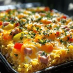 - 4 cups frozen hash browns, thawed - 1 cup shredded cheddar cheese - 1 cup diced bell peppers - 1 cup diced cooked ham or plant-based alternative - 6 large eggs - 1 cup milk (dairy or plant-based) - Spices: garlic powder, onion powder, salt, black pepper, paprika - Fresh parsley for garnish These ingredients make a filling dish. The hash browns form a great base. I like to use thawed hash browns for a better texture. The cheese adds a creamy flavor, while the bell peppers give a nice crunch. For protein, I often choose cooked ham. You can also use a plant-based version if you prefer. Eggs and milk form the heart of the dish, giving it richness. Spices are key here. Garlic powder and onion powder add depth. Salt and black pepper enhance all the flavors. A touch of paprika gives a hint of smokiness. Lastly, fresh parsley brightens the dish and adds color. With these ingredients, you set the stage for a delicious breakfast that everyone will enjoy. - Preheat the oven to 350°F (175°C). - In a large bowl, break up the thawed hash browns. - Add half of the shredded cheddar cheese to the hash browns. - Mix well to combine the hash browns and cheese. - Grease a 9x13-inch baking dish with cooking spray or olive oil. - Press the hash brown mixture evenly into the bottom of the dish. - Sprinkle the diced bell peppers over the hash brown crust. - Add the diced cooked ham evenly on top of the peppers. - In another bowl, whisk together the eggs and milk. - Add garlic powder, onion powder, salt, black pepper, and paprika. - Whisk until the egg mixture is well combined. - Carefully pour the egg mixture over the layered ingredients. - Cover the casserole with aluminum foil and refrigerate overnight. - In the morning, let it sit at room temperature for about 20 minutes. - Bake it in the preheated oven for 45-50 minutes. - The eggs should be set and the top golden brown. - Remove from the oven and let it cool for a few minutes. - Garnish with fresh parsley before slicing and serving. To make your casserole the night before, follow these simple steps: - Layer Properly: Spread the hash browns in the greased dish. This makes a good base. - Cover Well: Use aluminum foil to cover the dish. This keeps moisture in and flavors fresh. - Chill: Refrigerate overnight. This helps the flavors blend and the casserole sets well. To ensure the casserole sets properly, use enough eggs and let it sit at room temp for 20 minutes before baking. This helps it cook evenly. If you want different cheese options, here are a few ideas: - Monterey Jack: It melts nicely and adds a creamy taste. - Swiss Cheese: It gives a nutty flavor and pairs well with ham. - Goat Cheese: Adds tanginess and works well with veggies. For dairy-free options, try: - Nutritional Yeast: It gives a cheesy flavor without dairy. - Vegan Cheese: Look for brands that melt well. They often use almond or soy. This casserole is great on its own, but you can enhance it with these ideas: - Fresh Fruit: Serve with slices of melon or berries for a bright touch. - Light Salad: A mixed greens salad adds crunch and freshness. - Herb Garnish: Top with parsley or chives for color and flavor. For presentation, cut into squares and arrange on a platter. Add extra bell pepper slices for a pop of color. This makes your meal look inviting! {{image_2}} You can easily change the vegetables in this casserole. Try using spinach, mushrooms, or zucchini. These add color and flavor. For meat, swap the ham for cooked bacon or sausage. If you prefer a plant-based option, use tofu or tempeh. For cheese, you can use mozzarella or feta for a different taste. Adding spices can make your casserole even tastier. Try a pinch of cayenne for heat or switch garlic powder for fresh minced garlic. You can also mix in herbs like thyme or basil for a fresh twist. These small changes can transform the flavor profile and make it uniquely yours. While a baking dish works great, you can use other pans. A cast-iron skillet gives a nice crust. If you want to slow cook, use a slow cooker. Just layer the ingredients and set it on low. It will cook while you go about your morning routine, giving you a warm meal when you're ready. To keep your casserole fresh, store leftovers in an airtight container. Make sure it cools to room temperature before sealing. This helps keep it moist. You can store it in the fridge for up to three days. After that, the texture and taste might change. If you want to save some for later, freezing is a great option. First, let the casserole cool completely. Then, cut it into portions. Wrap each piece in plastic wrap, then place them in a freezer bag. Squeeze out as much air as possible. Your casserole will stay good in the freezer for up to three months. To reheat frozen portions, take one out and let it sit in the fridge overnight. This makes it easier to heat. For the best texture, reheat in the oven. Preheat the oven to 350°F (175°C). Place the casserole slice in an oven-safe dish. Cover it with foil to keep it from drying out. Heat for about 20 minutes. Check if it’s warm in the center. If not, give it a few more minutes. You can also use a microwave, but it might make the texture less fluffy. Heat on medium power for two to three minutes, checking regularly. Yes, you can make the casserole without eggs. Here are some great substitutes: - Silken tofu: Blend it until smooth. Use about ¼ cup per egg. - Chia seeds: Mix 1 tablespoon of chia seeds with 3 tablespoons of water. Let it sit for a few minutes until it thickens. - Flaxseed meal: Use 1 tablespoon of flaxseed meal mixed with 3 tablespoons of water as a binder. - Unsweetened applesauce: Use ¼ cup per egg for moisture. These options help bind the casserole while keeping it tasty. The casserole can last in the fridge for about 3 to 4 days. To keep it fresh: - Store it in an airtight container. - Make sure it cools before putting it in the fridge. - If you see any signs of spoilage, it’s best to discard it. This way, you can enjoy your meal safely. Here are some tasty sides and drinks to pair with your casserole: - Fresh fruit: Slices of melon, berries, or citrus add a sweet touch. - Light salad: A simple green salad with vinaigrette is refreshing. - Toast: Serve with whole-grain or sourdough toast for crunch. - Coffee or tea: A warm drink can complement the meal well. These options make your breakfast hearty and satisfying. This blog post guides you through making a delicious hash brown egg casserole. We covered the key ingredients, simple preparation steps, and cooking tips. You learned about variations, storage info, and answers to common questions. This dish is flexible and perfect for any meal. You can adjust flavors and ingredients to fit your taste. Enjoy your cooking and savor every bite of this tasty casserole!