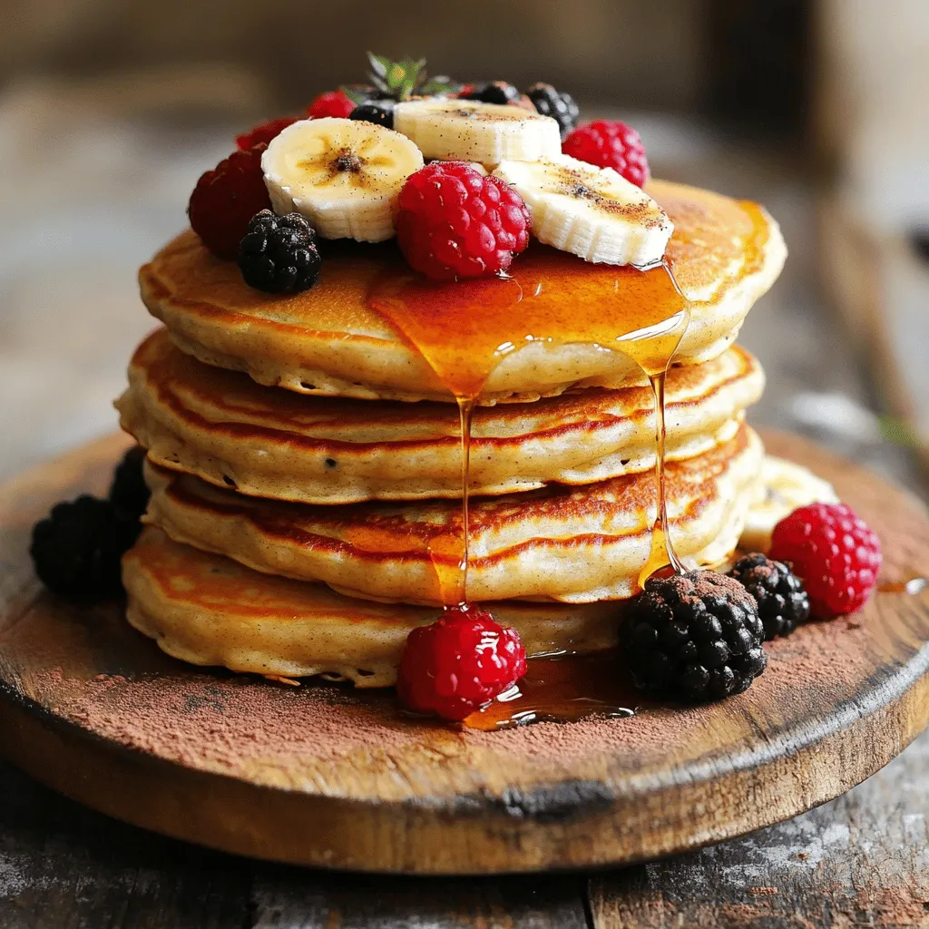 - Cottage cheese (1 cup) - Eggs (3 large) - Vanilla extract (½ teaspoon) - Baking powder (¼ teaspoon) - Cinnamon (¼ teaspoon, optional) - Salt (pinch) - Cooking fat (coconut oil or butter) The main ingredient in these pancakes is cottage cheese. It gives the pancakes a rich and creamy texture. I often use low-fat cottage cheese to keep things light. Eggs play a key role too. They bind everything together and add fluffiness. You will need vanilla extract for flavor. It adds a lovely sweetness without extra sugar. Baking powder helps the pancakes rise. A pinch of salt enhances the flavors. If you like, add cinnamon. It gives a warm taste that pairs well with maple syrup. For cooking, I prefer coconut oil. It adds a nice flavor and has a high smoke point. You can use butter if you prefer that taste. - Fresh fruits (berries, bananas) - Maple syrup or honey Toppings make these pancakes even better. Fresh fruits like berries or banana slices add color and nutrition. They also bring natural sweetness. I love drizzling my pancakes with maple syrup. Honey is a great choice too. It adds a floral note that complements the cottage cheese. These toppings transform a simple pancake into a gourmet treat! - In a mixing bowl, combine 1 cup of cottage cheese, 3 large eggs, ½ teaspoon of vanilla extract, ¼ teaspoon of baking powder, a pinch of salt, and ¼ teaspoon of cinnamon if you like it. - Blend the mixture with an immersion or standard blender until smooth. This step is key for a light texture. - Heat a non-stick skillet on medium heat. Add a small amount of coconut oil or butter to coat the pan. - Once the skillet is hot, pour about ¼ cup of batter for each pancake. - Cook for 2-3 minutes until bubbles form on the surface. Carefully flip them and cook for another 2 minutes until golden brown. - Repeat with the remaining batter, adding more oil or butter as needed. - Serve pancakes warm. Top them with fresh fruits like berries or banana slices. Drizzle maple syrup or honey over the top for extra flavor. To make your pancakes fluffy, blend the mixture until smooth. A smooth batter traps air, creating a light texture. I use an immersion blender for ease. This step is key to good pancakes. Next, cook at medium heat. If the pan is too hot, the pancakes burn. If the pan is too cool, they won't cook well. So, find that sweet spot. Use the right amount of oil or butter for cooking. A small amount is enough to coat the pan. This helps prevent sticking and adds flavor. Watch for bubbles on the surface of the pancakes. When you see them, it's time to flip! Flip gently to keep the pancake whole. Cook until golden brown on both sides. This timing gives you the best results. Enjoy your fluffy pancakes warm! {{image_2}} You can make these pancakes even better with fun flavors. Start by adding fruits right into the batter. You can mix in mashed bananas or berries. This gives a sweet taste and yummy texture. Fruits also add vitamins and make the pancakes colorful. You can also play with spices. Try adding a pinch of nutmeg or a dash of vanilla. These spices can brighten the flavor. Just a little will make a big difference. If you need gluten-free options, these pancakes are a great choice! They use cottage cheese and eggs, which are naturally gluten-free. You can also try using almond flour instead of any flour. For a low-carb version, keep the recipe as is. The cottage cheese and eggs keep the carbs low. If you want to make these pancakes dairy-free, you can use a vegan cottage cheese. There are many brands available now. You can also try silken tofu for a similar texture. This way, everyone can enjoy these tasty pancakes! Cottage cheese is a great source of protein. One cup has about 28 grams. Protein helps build and repair muscles. It also keeps you full longer. This can help with weight control. Low-fat cottage cheese is a smart choice. It has fewer calories than regular cheese. This means you can enjoy tasty pancakes without guilt. A serving of low-fat cottage cheese is low in calories. This makes it a healthy option for breakfast. One serving of these pancakes is about three pancakes. This serving has around 200 calories. Each serving gives you: - Protein: 28 grams - Fat: 6 grams - Carbohydrates: 12 grams These pancakes pack a punch with protein. They are low in carbs, making them a balanced meal. Enjoy them with fresh fruit for added vitamins and fiber. Yes, you can freeze these pancakes. Just let them cool first. Place them in a single layer on a baking sheet. Once they freeze, move them to an airtight bag. They will last up to two months. When you want to eat them, just reheat in the microwave or toaster. Absolutely! You can use Greek yogurt instead of cottage cheese. This will change the flavor slightly but keep it tasty. For eggs, try using flaxseed meal or chia seeds mixed with water for a vegan option. You can also swap vanilla extract for almond or lemon extract for a new flavor. These pancakes stay good in the fridge for about three days. Store them in an airtight container to keep them fresh. If you want them warm, just reheat in a skillet or microwave. Yes, these pancakes are great for many diets. They are high in protein and low in carbs. They work well for gluten-free diets since there is no flour. If you choose low-fat cottage cheese, they can fit into a low-calorie diet too. These flourless cottage cheese pancakes are easy to make and tasty. You need just a few simple ingredients, like cottage cheese, eggs, and vanilla. Mixing them well ensures fluffiness. Cook them in a skillet with your choice of oil for best results. Top with fresh fruits or syrup for extra flavor. You can even adjust the recipe to fit different diets. Overall, these pancakes are a smart choice for a healthy breakfast. So grab your ingredients and start cooking! Enjoy a delicious way to fuel your day!
