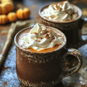 To make the perfect pumpkin spice hot chocolate, gather these simple ingredients: - 1 cup milk (dairy or non-dairy) - 1 cup pumpkin puree - 2 tablespoons unsweetened cocoa powder - 2 tablespoons brown sugar (adjust to taste) - 1/2 teaspoon pumpkin pie spice (plus extra for garnish) - 1/4 teaspoon vanilla extract - 1/4 cup whipped cream (optional for topping) - Pinch of salt Each ingredient plays an important role. The milk gives a creamy base, while pumpkin puree adds that rich, autumn flavor. Unsweetened cocoa powder brings the chocolatey taste we crave. Brown sugar adds sweetness, which you can adjust to your liking. Pumpkin pie spice gives that warm, cozy aroma. Vanilla extract enhances the overall flavor, making it more inviting. A pinch of salt balances the sweetness, and whipped cream makes it extra special. Now that you have your ingredients ready, you can start making this warm and comforting drink! - Combine milk and pumpkin puree Start by pouring 1 cup of milk into a medium saucepan. You can use dairy or non-dairy milk based on your choice. Next, add 1 cup of pumpkin puree. Whisk them together until the mixture is smooth. Heat over medium heat until warm but not boiling. - Add cocoa powder and other ingredients Now, sprinkle in 2 tablespoons of unsweetened cocoa powder. Add 2 tablespoons of brown sugar to sweeten your drink. Then, measure 1/2 teaspoon of pumpkin pie spice and a pinch of salt. This will enhance the flavor. Whisk everything together until it is fully combined. Make sure there are no lumps. - Whisk until fully combined Keep whisking until you see a nice, creamy texture. This step helps blend all the flavors well. You want it to be smooth and rich. - Simmer and stir Stir in 1/4 teaspoon of vanilla extract. Let the mixture come to a gentle simmer. This should take about 3 to 5 minutes. Stir occasionally to prevent burning. - Serve with toppings Once your hot chocolate is steaming and ready, remove it from the heat. Pour it into mugs. For a special touch, top each mug with 1/4 cup of whipped cream, if you like. Finish with a sprinkle of pumpkin pie spice for added flavor and charm. Enjoy every sip of your creamy comfort drink! - How to avoid lumps in hot chocolate: To keep your hot chocolate smooth, whisk the milk and pumpkin puree well. Add the cocoa powder slowly while whisking. This helps break up any lumps. If lumps still form, use a fine mesh strainer before serving. - Adjusting sweetness: Taste your hot chocolate before serving. If you want it sweeter, add more brown sugar. Start with a teaspoon at a time and mix well. This way, you control the sweetness. - Ensuring the perfect temperature: Heat your mixture over medium heat. Stir often to avoid burning. You want it hot, but not boiling. A gentle simmer is best for a creamy texture. - Creative serving suggestions: Pour your hot chocolate into clear mugs. This shows off the rich color. You can also serve it in small jars for a rustic look. - Visual garnish ideas: Top with whipped cream for creaminess. Sprinkle extra pumpkin pie spice on top for a pop of color. You can even add chocolate shavings or a cinnamon stick for a fun touch. {{image_2}} You can easily adapt this pumpkin spice hot chocolate to fit your diet. - Vegan pumpkin spice hot chocolate: Swap the milk for any non-dairy milk. Almond, oat, or coconut milk work great. Use maple syrup instead of brown sugar for sweetness. This keeps it creamy and delicious while staying plant-based. - Keto-friendly options: Choose almond milk or coconut milk with no sugar added. Replace the brown sugar with a keto-friendly sweetener like erythritol or stevia. This way, you can enjoy the flavors without extra carbs. You can also change the taste of your hot chocolate with simple additions. - Adding extra spices: Try adding a bit of cinnamon or nutmeg for warmth. A pinch of cayenne pepper can also give it a spicy kick. These spices enhance the flavor and make it even cozier. - Incorporating flavored extracts: You can use almond or peppermint extract to switch things up. Just a few drops will change the drink's character and make it feel special. Experiment and find your favorite mix! To store your pumpkin spice hot chocolate, let it cool first. Then, pour it into an airtight container. Place it in the fridge. It stays fresh for about three days. After that, the flavor may fade. Remember to check for any changes in smell or texture before drinking. When you want to enjoy your hot chocolate again, use a saucepan. Pour in the cold hot chocolate and heat it over low heat. Stir often to keep it smooth. Avoid high heat. This helps the drink keep its creamy texture. You can also use a microwave. Heat it in short bursts, stirring in between. This method is quick but may need a bit more care to keep it from getting too hot. Can I use a different sweetener? Yes, you can use different sweeteners. Try honey, maple syrup, or agave. Adjust the amount based on your taste. Each sweetener adds its own flavor. What can I substitute for pumpkin puree? You can use butternut squash puree or sweet potato puree. Both give a similar taste and texture. You can also use canned pumpkin if you like. How can I make this recipe in larger batches? To make more servings, simply double or triple the ingredients. Just keep the same cooking steps. Use a larger pot to mix everything well. Are there any health benefits to pumpkin spice? Yes, pumpkin spice has some health benefits. It contains spices like cinnamon and ginger. These have antioxidants that can help your body. They may also aid digestion. How does this drink compare to regular hot chocolate? This drink is creamier and richer than regular hot chocolate. Pumpkin adds fiber and vitamins. It can be a healthier option if you use less sugar. This blog post covered how to make a tasty pumpkin spice hot chocolate. We discussed the key ingredients, like milk and pumpkin puree. I included easy step-by-step instructions for preparing it. Plus, I shared helpful tips for perfecting the recipe and creative serving ideas. We explored dietary and flavor variations to fit your needs. Finally, I offered storage and reheating advice for leftover drinks. Enjoy this warm, comforting treat anytime. Embrace the fall flavors and share it with friends!