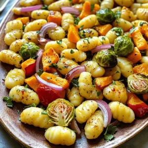 - 1 lb potato gnocchi (store-bought or homemade) - 1 medium butternut squash, peeled and cubed - 2 cups Brussels sprouts, halved - 1 red onion, sliced - 1 red bell pepper, sliced - 3 tablespoons olive oil - 2 teaspoons dried thyme - 1 teaspoon smoked paprika - Salt and pepper to taste This dish shines with its simple yet vibrant ingredients. The potato gnocchi serves as a comforting base. You can use store-bought gnocchi for ease or make your own for a fresh touch. The butternut squash adds sweetness and creaminess. Brussels sprouts bring a slight bitterness, which balances the dish. The red onion and red bell pepper offer a pop of color and crunch. The seasonings elevate the flavors. Olive oil coats the veggies, helping them roast perfectly. Dried thyme gives a warm, herbal note. Smoked paprika adds a hint of smokiness, making every bite exciting. Salt and pepper round out the taste, ensuring nothing gets lost. - Fresh parsley, chopped (for garnish) - Parmesan cheese (if desired) Garnishes can enhance the dish's appeal. Fresh parsley adds brightness and a splash of color. If you love cheese, sprinkle some parmesan on top. It melts beautifully and adds a rich flavor. These garnishes make your meal look and taste even better! First, let’s get the oven ready. Set the temperature to 425°F (220°C). This heat will help roast the veggies and crisp the gnocchi. Now, let’s chop the vegetables. Take 1 medium butternut squash and peel it. Cut it into cubes. Next, grab 2 cups of Brussels sprouts. Cut them in half. Slice 1 red onion and 1 red bell pepper. Place all these in a large bowl. Drizzle 3 tablespoons of olive oil over the veggies. Then, sprinkle 2 teaspoons of dried thyme, 1 teaspoon of smoked paprika, and some salt and pepper. Toss everything well until the veggies are coated nicely. Spread the seasoned vegetables evenly on a large baking sheet lined with parchment paper. Roast them in the preheated oven for 20 minutes. Halfway through, take the baking sheet out and stir the veggies. This helps them cook evenly and brings out their best flavors. While the veggies roast, let’s prepare the gnocchi. If you’re using store-bought gnocchi, boil them in water. Cook until they float, which means they are ready. Drain and set them aside for later. After 20 minutes of roasting, take the baking sheet out. Add the cooked gnocchi to the roasted vegetables. Gently toss everything together. Return the baking sheet to the oven and roast for another 10-15 minutes. The gnocchi should be golden and slightly crispy on the edges when done. Enjoy the delightful mix of flavors! To get the best flavor, coat your veggies evenly with olive oil and seasonings. This step helps to ensure that every bite is packed with taste. When you toss the vegetables, aim for a light and even layer. This keeps them from sticking and helps them roast perfectly. Remember, a good roast needs space. Avoid overcrowding the baking sheet. This way, each vegetable can brown nicely. For crispy gnocchi, you want to roast them just right. After boiling, make sure to drain them well. Excess water can lead to sogginess. When you add the gnocchi to the baking sheet, spread them out. This helps them crisp up on the edges. Keep an eye on them while roasting. You want a golden color, which means they are just right. Presentation is key to a great meal. Serve your gnocchi and veggies on a large platter. Drizzle a bit of extra olive oil over the top for shine. A sprinkle of parmesan cheese adds flavor and a nice touch. If you want a pop of color, add fresh parsley as a garnish. This dish looks as good as it tastes! {{image_2}} You can use many seasonal vegetables in this recipe. Try adding: - Carrots, sliced - Sweet potatoes, cubed - Cauliflower, chopped - Kale, torn into pieces Each vegetable brings its unique taste and texture. Mixing them keeps the dish fresh and exciting. Choose what you love or what’s in season. Spice up your dish with different seasonings and herbs. Here are some ideas: - Rosemary for a woodsy flavor - Oregano for a Mediterranean twist - Garlic powder for extra depth - Red pepper flakes for heat Feel free to experiment! The right spices can elevate your meal and surprise your taste buds. Want to make this dish heartier? Add a protein! Consider: - Cooked chicken, diced - Italian sausage, sliced - Chickpeas for a plant-based option - Tofu, cubed and roasted Adding protein makes the meal more filling. Choose what fits your diet or mood. It’s a great way to customize your sheet-pan gnocchi! To store your leftovers, first let the dish cool completely. Use an airtight container to keep moisture in. Place the gnocchi and vegetables in the fridge within two hours. They will stay fresh for up to three days. When you're ready to eat, you can enjoy them cold or reheated. To reheat, I recommend using the oven or a skillet. For the oven, preheat to 350°F (175°C). Spread the gnocchi and veggies on a baking sheet. Heat for about 15 minutes or until warm. If using a skillet, add a bit of olive oil to avoid sticking. Heat over medium until everything is warm and crispy. You can freeze both uncooked and cooked meals. For uncooked gnocchi, place them in a single layer on a baking sheet. Freeze them for an hour before transferring to a freezer bag. Cooked meals can also be frozen. Just let them cool completely, then store in an airtight container. They will keep for about three months. Thaw in the fridge overnight before reheating. Yes, you can use homemade gnocchi. Making your own gives a fresh taste. To make gnocchi, you need potatoes, flour, and eggs. Cook the potatoes until soft, mash them, and mix with flour and eggs. Roll the dough into small pieces and shape them. Cook the gnocchi until they float in boiling water. This process takes time but is worth it. This dish takes about 50 minutes to make. You need 15 minutes to prep the ingredients. Roasting the vegetables takes 20 minutes. After that, you boil the gnocchi and mix everything. Finally, an extra 10 to 15 minutes in the oven gives a nice finish. Yes, you can swap vegetables easily. Try sweet potatoes, carrots, or zucchini. You can also mix in kale or spinach for extra greens. Just be mindful of cooking times. Some veggies may need more or less time to roast. This dish is great for meal prep. You can roast the veggies and cook the gnocchi ahead of time. Store them separately in containers. When ready to eat, mix and reheat. This saves time and makes meals easy. This blog post outlined a flavorful recipe using potato gnocchi and seasonal veggies. We covered step-by-step cooking tips, variations for personal taste, and ways to store leftovers. You learned how to achieve crispy gnocchi and select the best veggies. Cooking can be fun, and this dish is both simple and delicious. Try the ideas shared and enjoy the rich flavors. You’ll impress your friends and family with this tasty meal. Happy cooking!