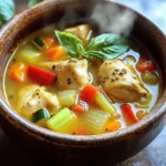 - 1 lb boneless, skinless chicken thighs - 1 medium onion, diced - 2 cloves garlic, minced - 2 medium carrots, sliced - 2 celery stalks, chopped - 1 bell pepper, diced - 1 zucchini, chopped - 1 can (14 oz) diced tomatoes - 4 cups chicken broth - 1 tablespoon olive oil - 1 teaspoon dried oregano - 1 teaspoon dried basil - Salt and pepper - 1 cup cooked orzo pasta (optional) - Fresh basil leaves for garnish When I make Sicilian chicken soup, I focus on fresh, quality ingredients. The chicken thighs offer great flavor and stay tender during cooking. Diced onion and minced garlic form a fragrant base. For veggies, I use sliced carrots, chopped celery, and diced bell pepper. These add color and crunch. Zucchini adds a nice texture, while diced tomatoes give the soup richness. Chicken broth is key for depth. I choose low-sodium broth to control salt levels. Olive oil helps sauté the base ingredients, bringing out their flavors. I use dried oregano and basil for an aromatic touch. Salt and pepper enhance the taste, and the optional orzo adds heartiness. Fresh basil leaves at the end brighten the soup. This combination makes each bowl a delightful experience. - Heat olive oil in a large pot over medium heat. - Sauté onions until translucent. Start by heating the olive oil in your pot. It should shimmer, not smoke. Add the diced onions right after. Cook them for about 3 to 4 minutes. You want them to be soft and clear, not brown. - Add garlic and other vegetables, cook until softened. - Incorporate chicken, brown on all sides. Next, add the minced garlic. Stir it in for about a minute until it smells lovely. Now, toss in the sliced carrots, chopped celery, and diced bell pepper. Cook these for about 5 to 6 minutes. Stir often until they soften nicely. Once the veggies are ready, add your chicken. Make sure to brown it on all sides. This will take about 5 to 7 minutes. It should get a nice golden color for extra flavor. - Add tomatoes, chicken broth, and seasonings, bring to a boil. - Let simmer and add orzo if using, season to taste. Now, it's time for the fun part! Stir in the can of diced tomatoes with their juice, chicken broth, and chopped zucchini. Sprinkle in the dried oregano and basil. Bring this mixture to a boil. Once it bubbles, lower the heat and let it simmer for about 20 to 25 minutes. This allows all the flavors to mix well and makes the chicken tender. If you're adding orzo, do so in the last 10 minutes. Stir it in gently. Finally, taste your soup and add salt and pepper as needed. Ladle your soup into bowls and enjoy the warmth and flavor! How to achieve perfect chicken texture To get tender chicken, use boneless, skinless thighs. Cut them into bite-sized pieces. Cook them until they are browned on all sides. This takes about 5 to 7 minutes over medium heat. Browning adds flavor and keeps the chicken juicy. Best methods for sautéing vegetables Start by heating olive oil in your pot. Use medium heat to avoid burning. Add diced onions first. Sauté them for about 3 to 4 minutes until they turn translucent. Next, add minced garlic and stir for one minute. Then, add sliced carrots, chopped celery, and diced bell pepper. Cook these for about 5 to 6 minutes, stirring often. This softens the veggies and brings out their natural sweetness. Suggestions for herbs and spices To boost flavor, use dried oregano and dried basil. These herbs give the soup a classic Italian taste. You can also add a pinch of red pepper flakes for a little heat. Fresh herbs like parsley or thyme can enhance the flavor too. Enhancing the broth's flavor For a richer broth, use homemade chicken broth if possible. If you use store-bought, look for low-sodium options. Adding a squeeze of lemon juice at the end brightens the flavors. Taste and adjust with salt and pepper as needed. Best accompaniments Serve your soup with crusty bread or garlic bread. A simple side salad pairs well too. You can sprinkle some grated Parmesan cheese on top for added flavor. Ideal serving temperature Serve this soup hot, around 160°F to 180°F. Ladle it into bowls and garnish with fresh basil leaves. This adds a pop of color and a fresh aroma to your dish. {{image_2}} You can change the chicken in this soup easily. Turkey works great for a leaner option. Shrimp can add a fun twist with a seafood flavor. If you want a vegetarian soup, use chickpeas or lentils instead of meat. They will give you protein and heartiness. Using seasonal vegetables makes this soup even better. In spring, add fresh peas or asparagus for a bright touch. In fall, try sweet potatoes or squash to bring warmth. You can also adjust spices with the seasons. For summer, use lighter herbs like basil. In winter, add warming spices like a pinch of nutmeg. Sicilian flavors can shine through in this soup. Add capers or olives to bring in those classic tastes. For a richer flavor, try adding a splash of lemon juice before serving. You can also sprinkle in some grated Parmigiano-Reggiano for a creamy finish. Finally, fresh herbs like parsley can enhance the soup's aroma and flavor. To store leftovers properly, let the soup cool first. Then, pour it into airtight containers. Make sure to leave some space at the top for expansion. Seal the containers well to keep out air. This helps maintain flavor and freshness. For reheating, you can use the stove or microwave. If using the stove, heat it over medium-low until hot. Stir it well to ensure even heating. In the microwave, heat in short bursts, stirring in between. This keeps the soup from getting too hot in some spots. To freeze Sicilian Chicken Soup, let it cool completely. Transfer it to freezer-safe containers or bags. If using bags, flatten them for easy storage. Be sure to remove as much air as possible. This helps prevent freezer burn. When you're ready to eat, thaw the soup overnight in the fridge. For quick thawing, place the sealed bag in cold water. Once thawed, reheat using the same methods as before. Just remember to stir well. In the fridge, the soup lasts about 3 to 4 days. If you freeze it, it can last up to 3 months. Always check for any off smells or changes in texture before eating. This ensures your hearty Sicilian Chicken Soup stays safe and tasty! What can I substitute for chicken thighs? You can use chicken breast instead. It cooks fast and stays tender. If you want a different flavor, try turkey. Just cut it into smaller bites. Can I make this soup in a slow cooker? Yes, you can! Brown the chicken and onions first, then add all ingredients to the slow cooker. Cook on low for 6-8 hours or high for 3-4 hours. How do I serve Sicilian Chicken Soup? Ladle the soup into bowls. You can add fresh basil on top for color and taste. Serve with crusty bread or a side salad for a full meal. How spicy is this soup, and can I adjust it? The soup is mild but flavorful. If you want more spice, add red pepper flakes or hot sauce. Start small, then taste before adding more. What are the nutritional benefits of this soup? This soup is rich in protein from the chicken. It also has many veggies, giving you vitamins and minerals. The broth keeps you hydrated and full. Is this soup gluten-free if I omit the orzo? Yes, if you leave out the orzo, the soup is gluten-free. Just ensure that your broth is also gluten-free to keep it safe for those with allergies. This blog post showed you how to make tasty Sicilian Chicken Soup. We looked at key ingredients, step-by-step cooking, and helpful tips. You can customize the recipe with different proteins and fresh vegetables. Storing leftovers properly keeps the soup flavorful. I hope this guide inspires you to make your version at home. Enjoy your cooking adventure and taste the warmth of Sicilian flavors!