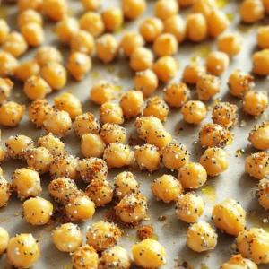 To make crispy everything bagel roasted chickpeas, you need: - 1 can (15 oz) chickpeas, drained and rinsed - 2 tablespoons olive oil - 2 tablespoons everything bagel seasoning - 1 teaspoon garlic powder - ½ teaspoon onion powder - Salt and pepper to taste These ingredients create the perfect blend of flavors. The chickpeas give a nice crunch, while the seasoning adds a savory kick. You can switch things up with these alternate ingredients: - Use avocado oil instead of olive oil for a lighter taste. - Try different seasonings like taco seasoning or curry powder. - Add nutritional yeast for a cheesy flavor without dairy. These options let you play with flavors and create your own favorite version. You can find everything bagel seasoning at most grocery stores. Look in the spice aisle. Many brands offer it, but you can also make your own. Just mix equal parts sesame seeds, poppy seeds, garlic flakes, onion flakes, and salt. This homemade blend gives you fresh flavors for your chickpeas. Start by preheating your oven to 400°F (200°C). This high heat helps the chickpeas get crispy. Next, grab a baking sheet and line it with parchment paper. This step keeps the chickpeas from sticking and makes cleanup easier. Open a can of chickpeas and drain them. Rinse them well under cold water to remove the canning liquid. After rinsing, pat the chickpeas dry with a clean kitchen towel or paper towels. Drying them is key for a crispy result. If they are wet, they will steam instead of roast. In a large bowl, add the dry chickpeas. Pour in 2 tablespoons of olive oil and mix well. Make sure every chickpea gets coated. Then, sprinkle in 2 tablespoons of everything bagel seasoning, 1 teaspoon of garlic powder, and ½ teaspoon of onion powder. Add salt and pepper to taste. Toss everything together until the spices cover the chickpeas evenly. Spread the seasoned chickpeas on the prepared baking sheet in a single layer. This helps them roast evenly. Place the baking sheet in the oven and roast for 25-30 minutes. Shake the pan halfway through cooking to ensure they crisp up nicely. Keep an eye on them, as you want them golden brown and crunchy. Once done, take them out and let them cool slightly. They will continue to crisp as they cool. Enjoy them as a snack or as a topping for salads and bowls. Choose canned chickpeas that are firm and not mushy. Look for brands with no added sugars or preservatives. You can also use dried chickpeas, but they need soaking and cooking. If you pick dried chickpeas, soak them overnight for the best results. Fresh chickpeas give a better taste, so always check the expiration date. To make crispy chickpeas, dry them well. After rinsing, use a clean towel to pat them dry. The drier they are, the better they will crisp up in the oven. Make sure to spread them evenly on the baking sheet. Avoid overcrowding, as this can trap steam and make them soggy. Lastly, shake the pan halfway through cooking to help them brown evenly. One common mistake is not drying the chickpeas. If they're wet, they won't crisp up. Another error is not using enough oil. The oil helps them become golden and crunchy. Avoid opening the oven door too often, as this lets heat escape. Finally, don't skip the cooling step; they become crunchier as they cool. {{image_2}} For a kick, add some heat! Mix in a teaspoon of cayenne or chili powder. Toss the chickpeas with these spices along with the original seasonings. This gives a spicy twist that really wakes up your taste buds. Fresh herbs bring a bright flavor. After roasting, toss your chickpeas with chopped parsley, cilantro, or dill. This adds a fresh taste that balances the crunch of the chickpeas. Try mixing in herbs right after they come out of the oven for extra freshness. Want to try something different? Add a tablespoon of maple syrup or honey to the olive oil. This gives a sweet layer to the savory seasoning. It’s a great way to enjoy a mix of flavors. Toss the chickpeas well to coat before roasting. To keep your crispy chickpeas fresh, store them in an airtight container. This helps prevent moisture from making them soft. I recommend using glass jars or plastic containers with tight lids. Place them in a cool, dry spot away from sunlight. For best results, do not store them in the fridge; cold air can make them lose their crunch. When stored correctly, roasted chickpeas can last up to a week. If you keep them at room temperature, they will stay crunchy for about five to seven days. If you notice any signs of softening, it’s best to eat them quickly. If you want to keep them longer, consider freezing them. However, freezing may affect their crispiness once thawed. If your chickpeas lose their crunch, you can revive them in the oven. Preheat your oven to 350°F (175°C). Spread the chickpeas on a baking sheet and heat for about 10 minutes. This will help restore their crispy texture. Avoid the microwave, as it tends to make them soggy. Enjoy your chickpeas as a snack or a topping for meals! Yes, you can use dried chickpeas. Soak them overnight and cook them first. This way, you get a fresh taste. Just remember, they will take longer to prepare. Canned chickpeas are quicker and easier. Crispy chickpeas are very versatile. You can enjoy them as a snack all on their own. They also make a great topping for salads or soups. Try them in grain bowls for added crunch. They add flavor and texture to many dishes. To make this recipe vegan, it is already safe since it contains no animal products. For gluten-free diets, ensure your everything bagel seasoning has no gluten. You can also adjust spices to suit your taste or dietary needs. If you want less salt, just reduce it in the mix. Yes, you can find pre-made crispy chickpeas in many stores. Look in the snack or health food aisle. They come in various flavors, including everything bagel. Check the ingredients for allergens or additives. Making your own lets you control the flavor and health benefits. You learned how to make crispy everything bagel roasted chickpeas. We discussed the needed ingredients and where to find them. You now have step-by-step instructions for baking and perfecting the chickpeas. I shared tips to avoid common mistakes and ways to make tasty variations. Storing and reheating methods will help keep your snack fresh. Try different flavors and enjoy. This healthy snack is fun and easy to make!