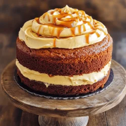 - 2 cups all-purpose flour - 1 teaspoon baking powder - 1 teaspoon baking soda - 1 teaspoon ground cinnamon - 1/2 teaspoon ground nutmeg - 1/2 teaspoon ground ginger - 1/4 teaspoon salt The dry ingredients are key to the cake's texture. I use all-purpose flour for a soft crumb. Baking powder and baking soda help the cake rise. Spices like cinnamon, nutmeg, and ginger give it a warm flavor. Salt balances the sweetness and enhances all the flavors. - 1 cup granulated sugar - 1 cup packed brown sugar - 1 cup vegetable oil - 4 large eggs - 2 cups canned pumpkin puree - 1 teaspoon vanilla extract The wet ingredients create moisture and sweetness. I combine granulated and brown sugars for depth. Vegetable oil keeps the cake moist. Eggs add structure and richness. Pumpkin puree is the star, bringing flavor and moisture. Vanilla extract enhances the overall taste. - 8 oz cream cheese, softened - 1/2 cup unsalted butter, softened - 1 cup powdered sugar - 1/4 cup caramel sauce - 1/2 teaspoon vanilla extract - Pinch of salt For the frosting, I use cream cheese for tanginess. Unsalted butter adds creaminess and richness. Powdered sugar sweetens and thickens the frosting. Caramel sauce gives it a delicious flavor. Vanilla extract and salt round out the taste. This frosting is smooth and luscious, perfect for our cake. First, preheat your oven to 350°F (175°C). Next, grease and flour two 9-inch round cake pans. This step helps the cake come out easily. In a medium bowl, whisk together the dry ingredients. You will need: - 2 cups all-purpose flour - 1 teaspoon baking powder - 1 teaspoon baking soda - 1 teaspoon ground cinnamon - 1/2 teaspoon ground nutmeg - 1/2 teaspoon ground ginger - 1/4 teaspoon salt Set this bowl aside. Now, in a large mixing bowl, combine the sugars and oil. You will need: - 1 cup granulated sugar - 1 cup packed brown sugar - 1 cup vegetable oil Beat this mixture until it is well combined. Add in the eggs one at a time, mixing well after each addition. Next, stir in: - 2 cups canned pumpkin puree - 1 teaspoon vanilla extract Mix until everything is blended. Gradually add the dry ingredients to the wet mixture. Mix just until combined. Do not overmix, as this can make the cake tough. Divide the batter evenly between the prepared cake pans. Smooth out the tops. Bake for about 25-30 minutes. Check if they are done by inserting a toothpick in the center. If it comes out clean, the cakes are ready. After baking, let the cakes cool in the pans for about 10 minutes. Then, carefully transfer them to a wire rack to cool completely. While the cakes cool, prepare the caramel cream cheese frosting. In a mixing bowl, beat together: - 8 oz cream cheese, softened - 1/2 cup unsalted butter, softened Beat until creamy and smooth. Gradually add in: - 1 cup powdered sugar - 1/4 cup caramel sauce (store-bought or homemade) - 1/2 teaspoon vanilla extract - Pinch of salt Beat this mixture until fluffy and well combined. Once the cakes are cool, you can frost them. Place one layer on a plate and spread frosting on top. Add the second layer and frost the sides and top of the cake. If you want, drizzle more caramel sauce on top for a lovely finish. To get the best cake, avoid overmixing the batter. Mix just until the flour is gone. If you mix too much, the cake can turn out tough. You want it light and fluffy. Baking time is also key. Bake the cake for 25 to 30 minutes. Check it with a toothpick to see if it’s done. If it comes out clean, the cake is ready. Let it cool in the pans for about 10 minutes. Then, move it to a wire rack to cool fully. This keeps it soft and moist. For a fluffy frosting, start with softened cream cheese and butter. Beat them together until smooth. Add the powdered sugar slowly. This helps mix it well without lumps. Then, add the caramel sauce and a pinch of salt. Beat until it is airy and light. To get a smooth finish on your cake, use a spatula. Spread the frosting evenly. Work from the center outwards for a neat look. If you want a pretty touch, drizzle extra caramel on top. It not only looks good but tastes great too! When serving your cake, place it on a nice plate. You can add some extra decorations like nuts or fresh fall fruit. This makes it more inviting. Pairing the cake with drinks can enhance the flavors. Try it with hot apple cider or a rich coffee. The warm drinks will balance the sweet cake well. Enjoy! {{image_2}} You can easily add exciting flavors to your cake. Adding nuts or chocolate chips gives great texture. Chopped walnuts or pecans add crunch and a nutty taste. If you love chocolate, mix in semi-sweet chocolate chips. This will make each bite feel rich and special. You might also want to explore different spices. Instead of just cinnamon, try cardamom or allspice. These spices add warmth and depth to the pumpkin cake. You can also use pumpkin pie spice for a stronger flavor. Feel free to experiment and find your favorite mix! While caramel cream cheese frosting is a dream, you can switch it up. Try a classic buttercream with vanilla for a lighter touch. Or use a chocolate ganache for a rich, decadent finish. A cream cheese frosting without caramel is also a great option. It will still be creamy and smooth. If you seek healthier options, consider Greek yogurt frosting. It’s tangy and lighter than cream cheese. You can also use coconut cream for a dairy-free option. Both will still taste delicious while being a bit lighter! Making this cake for special diets is easy. For a gluten-free version, swap the all-purpose flour for gluten-free flour. Make sure to check the blend you use. Some blends work better than others in cakes. If you want a vegan alternative, replace eggs with flaxseed meal. Mix one tablespoon of flaxseed meal with three tablespoons of water. Let it sit for five minutes to thicken. Use a plant-based butter for the frosting. You can also use almond milk instead of regular milk. These changes keep the flavor while making it vegan-friendly! To keep your Autumn Pumpkin Cake fresh, store it in the refrigerator. Place the cake in an airtight container. This will keep it moist and tasty for a few days. If you have leftover frosting, store it separately. Cover the frosting tightly with plastic wrap or in a container. This helps prevent it from drying out. If you want to save your cake for later, freezing it is a great option. First, wrap each layer tightly in plastic wrap. Then, place the wrapped layers in a freezer bag or container. This method keeps the cake fresh for up to three months. When you are ready to enjoy it, take it out and let it thaw in the fridge overnight. How long does the cake last? In the fridge, the cake stays fresh for about five days. If it’s frozen, it can last up to three months. Keep an eye out for signs of spoilage. If you see mold or if the cake smells off, it’s best to toss it. Always check your cake before serving to ensure it is safe to eat. To make your Autumn Pumpkin Cake even more moist, you can add applesauce. This ingredient brings extra moisture and a slight sweetness. Use about 1/2 cup of unsweetened applesauce for best results. It keeps the cake fluffy and tender. If you prefer, try adding sour cream or yogurt as well. Both will give the cake a rich texture. Yes, you can use fresh pumpkin! To prepare fresh pumpkin, start by selecting a small sugar pumpkin. Cut it in half and scoop out the seeds. Then, roast the halves cut-side down in the oven at 350°F for about 45 minutes. Once soft, scoop the flesh into a bowl and mash it until smooth. Use this fresh pumpkin puree in place of canned pumpkin. It adds a lovely, fresh flavor to your cake. Frosting a layered cake can be fun! Start with a chilled cake for easy frosting. Place the first layer on a flat plate. Spread a generous layer of frosting on top, leaving a little room at the edges. Stack the second layer on top and repeat. For the sides, use a spatula to spread frosting evenly. Rotate the cake as you frost for even coverage. A bench scraper can help create a smooth finish. Finish with a drizzle of caramel for extra flair! You learned how to make a delicious Autumn Pumpkin Cake. We covered the key ingredients: dry and wet. You also got the scoop on frosting options. I shared step-by-step instructions, tips for the best texture, and serving ideas. Try fun variations, like adding nuts, or exploring dietary options. Store the cake properly to keep it fresh. With these insights, you can impress friends and family with your baking skills. Enjoy creating your tasty masterpiece!