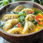 - 1 package (about 20) frozen potstickers (chicken or vegetable) - 4 cups chicken or vegetable broth - 1 medium onion, finely chopped - 2 cloves garlic, minced - 1 tablespoon ginger, grated - 1 red bell pepper, sliced - 1 cup baby spinach - 1 tablespoon soy sauce (or tamari for gluten-free) - 1 tablespoon fish sauce - 1 tablespoon lime juice - 1 teaspoon chili paste (adjust to spice preference) - Fresh cilantro for garnish - 2 green onions, sliced for garnish - Salt and pepper to taste The key to a delicious Thai potsticker soup lies in using fresh and high-quality ingredients. Frozen potstickers save time and still taste great. You can choose chicken or vegetable potstickers based on your preference. Broth is the heart of this soup. I prefer using homemade chicken or vegetable broth for rich flavor. The broth brings warmth and depth, making the soup comforting. Chopped onion, minced garlic, and grated ginger add a fragrant kick. These ingredients create a lovely base for the soup. Sliced red bell pepper gives a pop of color and sweetness. Baby spinach adds nutrition and color. It wilts quickly, making it the perfect addition. Soy sauce or tamari adds umami and saltiness, while fish sauce enhances the dish’s Thai flair. Fresh lime juice brightens the soup and balances the flavors. Chili paste brings heat, so feel free to adjust it to your liking. Garnishing with fresh cilantro and green onions adds freshness and vibrancy. Don’t forget to season with salt and pepper. These simple ingredients come together to create a flavorful and comforting dish that warms the soul. 1. Sautéing the Onion and Aromatics Start by heating a splash of oil in a large pot over medium heat. Add the chopped onion and sauté it for about 3 minutes. You want the onion to turn soft and clear. Next, stir in the minced garlic and grated ginger. Cook for another minute. This step makes the soup smell great! 2. Simmering the Broth with Vegetables Pour in 4 cups of chicken or vegetable broth. Bring the broth to a gentle simmer. This will take a minute or two. Now, add the sliced red bell pepper. Let it simmer for 5 minutes. The pepper adds a sweet crunch to the soup. 3. Cooking the Potstickers Gently add the frozen potstickers to the pot. Make sure they get submerged in the broth. Cook for about 5 to 7 minutes. You want the potstickers to be heated all the way through. Give them a stir occasionally. 4. Adding Final Ingredients Stir in 1 cup of baby spinach. Add 1 tablespoon each of soy sauce and fish sauce. Squeeze in 1 tablespoon of lime juice. If you like spice, add a teaspoon of chili paste. Cook for another 2 to 3 minutes. The spinach should wilt down nicely. 5. Adjusting Seasoning and Serving Season with salt and pepper to taste. Make sure to taste the soup as you adjust. Serve it hot in bowls. Garnish with fresh cilantro and sliced green onions. This adds color and flavor! - Choosing the right potstickers: I recommend using frozen potstickers for ease. Chicken or vegetable work well in this soup. Check the package for flavor options. - Best broth recommendations: Use a good quality chicken or vegetable broth. Homemade broth gives the best flavor. Store-bought options can also be tasty. - Flavor enhancement ideas: Add more spices to boost flavor. Ginger and garlic add warmth. For heat, adjust chili paste to your liking. A splash of sesame oil can add depth too. - Creative topping ideas: Fresh cilantro and sliced green onions are great. You can also add crispy shallots for crunch. Lime wedges can add brightness when served. - Alternative herbs for garnish: If you want a twist, try Thai basil or mint. Both herbs will add a fresh taste to the soup. {{image_2}} For a different taste, you can swap some ingredients. If you want a vegetarian option, use vegetable potstickers. They taste great in this soup. You can also use vegetable broth instead of chicken broth. This keeps the dish light and fresh. If you need a gluten-free version, use tamari instead of soy sauce. Tamari has a similar taste but is gluten-free. Make sure to check the potstickers. Some may contain gluten, so look for certified gluten-free options. You can adjust the spice levels in this soup. If you like it spicy, add more chili paste. Start with a small amount, then taste and add more. You can also mix in some red pepper flakes for extra heat. Adding different vegetables can change the flavor too. Try carrots, mushrooms, or bok choy. These veggies add crunch and nutrients. You can also use frozen mixed vegetables if you're short on time. They cook quickly and still taste good. To keep your Thai Potsticker Soup fresh, follow these steps: - Cool Down: Let the soup cool to room temperature before storing. - Containers: Use airtight containers to prevent spills and keep the soup fresh. - Portioning: Store in single-serving containers for quick meals later. - Fridge: It lasts about 3 to 4 days in the fridge. You can safely reheat your soup, and here’s how: - Microwave: Pour soup into a microwave-safe bowl. Heat for 2-3 minutes. Stir halfway to ensure even heating. - Stovetop: Heat in a pot over medium heat. Stir often until it reaches a simmer. This keeps the flavors bright. These methods help maintain the taste and texture of your Thai Potsticker Soup. Enjoy your tasty and comforting dish! Yes, you can use fresh potstickers. Just add them to the soup during the last 5-7 minutes of cooking. Fresh potstickers may cook faster than frozen ones, so keep an eye on them. Thai Potsticker Soup lasts about 3 to 4 days in the fridge. Store it in an airtight container to keep it fresh. Make sure to let it cool before sealing. Yes, you can freeze the soup. Place it in a freezer-safe container. It will stay good for about 2 to 3 months. When you’re ready to eat, thaw it in the fridge overnight before reheating. Serve the soup hot in bowls. Top it with fresh cilantro and sliced green onions for added flavor. You can also provide lime wedges for a tangy kick. Enjoy this dish with chopsticks or a spoon! This blog post covered how to make a delicious Thai Potsticker Soup. We explored the key ingredients, like frozen potstickers and fresh herbs, and shared simple steps to prepare it. I provided tips for choosing broth and sprucing up flavors. We also discussed variations for different diets and how to store leftovers. In the end, this easy recipe brings warmth and comfort. You can enjoy it any day. Just remember to have fun and get creative with your ingredients!