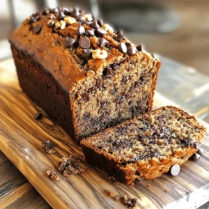 To create the perfect bakery-style chocolate chip banana bread, gather the following ingredients: - 3 ripe bananas, mashed - 1/2 cup unsalted butter, melted - 3/4 cup brown sugar, packed - 1/2 cup granulated sugar - 2 large eggs - 1 teaspoon vanilla extract - 1 teaspoon baking soda - 1/2 teaspoon salt - 1 1/2 cups all-purpose flour - 1 cup semi-sweet chocolate chips - 1/2 cup chopped walnuts (optional) Using ripe bananas is key. They add natural sweetness and moisture. Always choose bananas with brown spots. The butter should be unsalted for better control over flavors. The sugars give depth and richness to your bread. Eggs help bind everything together. Vanilla extract adds warmth and a lovely aroma. Baking soda is your leavening agent, while salt balances the sweetness. All-purpose flour gives structure to your loaf. Chocolate chips are the star of this recipe. They melt and create gooey pockets of joy. If you want a crunch, add chopped walnuts for a nice texture. You can adjust the amounts based on your taste. More chocolate? Go for it! Want to skip walnuts? No problem! Each ingredient plays a role, so choose wisely. First, you need to preheat your oven to 350°F (175°C). This step is key for even baking. Next, grab a 9x5-inch loaf pan. Grease it with butter or non-stick spray. This will help the banana bread slide out easily once it’s baked. Start by mashing three ripe bananas in a large bowl. Add in 1/2 cup of melted unsalted butter. Mix them well until smooth. Now, it’s time to add 3/4 cup of brown sugar and 1/2 cup of granulated sugar. Stir until everything is combined. Then, beat in two large eggs, one at a time. Add in 1 teaspoon of vanilla extract and mix again. Next, sprinkle 1 teaspoon of baking soda and 1/2 teaspoon of salt over the mixture. Stir well to combine. Now, gently fold in 1 1/2 cups of all-purpose flour. Be careful not to over-mix; the batter should be slightly lumpy. Finally, fold in 1 cup of semi-sweet chocolate chips. If you like, add 1/2 cup of chopped walnuts for extra crunch. Now, pour the batter into your prepared loaf pan. Smooth the top with a spatula for an even bake. Place the pan in the preheated oven. Bake for 60-65 minutes. To check if it’s done, insert a toothpick into the center. If it comes out clean, your banana bread is ready. Let the bread cool in the pan for about 10 minutes. Then, transfer it to a wire rack to cool completely. Enjoy the sweet smell wafting through your kitchen! To make great banana bread, start with ripe bananas. Ripe bananas have a sweeter taste. They are also softer, which helps create a moist bread. Look for bananas with brown spots. These spots mean they are extra sweet. Mixing is key. When you combine the ingredients, do it gently. Overmixing can make your bread tough. Aim for a slightly lumpy batter. This texture keeps the bread light and airy. Want more chocolate in your bread? Add extra chocolate chips! This makes each bite rich and sweet. You can also sprinkle some on top before baking. It adds a nice look and a chocolatey finish. For serving, slice the bread and place it on a wooden board. A dollop of whipped cream on the side makes it special. Pair it with coffee for a perfect treat any time of day. If your bread does not rise, check your baking soda. It must be fresh to work well. Also, make sure to follow the steps closely. For baking time, keep an eye on the bread. If it browns too fast, cover it with foil. Use a toothpick to test doneness. If it comes out wet, bake a bit longer. If it is dry, you may have overbaked it. Adjust your time next time for perfect results. {{image_2}} You can make your banana bread even more tasty! Try different types of chocolate. Milk chocolate gives a sweeter taste. Dark chocolate adds a rich flavor. You can also mix in fruits like blueberries or strawberries. They add a fun twist. Want some warmth? Sprinkle in some cinnamon for a cozy feel. Each mix-in creates a new treat. If you need a gluten-free option, you can swap out the flour. Use almond flour or coconut flour instead. These flours work well in banana bread. They keep the bread moist and tasty. Remember to check if you need more liquid. Gluten-free flours absorb moisture differently. This small change can make a big difference! For a vegan version, you can replace the eggs and butter. Use flax eggs instead of regular eggs. Just mix one tablespoon of flaxseed meal with three tablespoons of water. Let it sit for five minutes. For butter, use coconut oil or a plant-based spread. These swaps keep the bread yummy and moist. Enjoy your vegan banana bread guilt-free! To keep your banana bread fresh, wrap it well. Use plastic wrap or aluminum foil. You can also place it in an airtight container. This helps keep moisture in and air out. Store it at room temperature for up to three days. If you want it to last longer, refrigerate it. Make sure to wrap it tightly. This keeps it from drying out in the fridge. For even longer storage, freeze your banana bread. Slice it before freezing. This makes it easy to grab a piece later. Use freezer-safe bags or wrap each slice in plastic wrap. Label the bags with the date. Your banana bread can last for about three months in the freezer. To enjoy your banana bread warm, you can reheat it easily. If it’s at room temperature, pop a slice in the microwave. Heat it for about 10-15 seconds. Keep an eye on it to avoid overheating. If it’s frozen, let it thaw in the fridge overnight. Then, use the microwave as mentioned, or toast it. A toaster oven works well too. Heat it at 350°F for about 5-10 minutes. This gives it a nice, fresh taste. Enjoy your delicious banana bread warm! Yes, you can use frozen bananas. Just thaw them first and drain any excess liquid. Frozen bananas mash well and add great flavor. They work perfectly in this banana bread recipe. Homemade banana bread lasts about 3 to 5 days at room temperature. Store it in an airtight container to keep it fresh. If you want it to last longer, you can freeze it. Banana bread can be dense if you overmix the batter. Mix just until combined for a light texture. Also, make sure your baking soda is fresh. Old baking soda may not rise well. Yes, coconut oil can replace butter. Use the same amount of melted coconut oil. It adds a subtle flavor and keeps the bread moist. To ripen bananas quickly, place them in a brown paper bag. The bag traps the ethylene gas, speeding up ripening. You can add an apple to the bag for even faster results. You learned how to make banana bread from scratch. We covered the key ingredients and steps, from mixing to baking. I shared tips for texture, flavor, and storage. Consider trying variations like gluten-free or vegan options. With these ideas, you can create tasty banana bread. Don’t be afraid to experiment and enjoy the process. Happy baking!