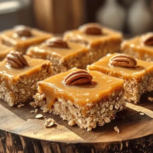 - 1 cup pitted dates, packed - 1 cup rolled oats - ½ cup almond or peanut butter - ½ cup chopped pecans - ¼ cup maple syrup - 1 teaspoon vanilla extract - ½ teaspoon sea salt (plus extra for topping) - ½ cup salted caramel sauce The main ingredients in these salted caramel pecan no bake bars create a rich and chewy treat. The pitted dates serve as the base. They provide natural sweetness and stickiness. Rolled oats add fiber and heartiness, making the bars filling. Almond or peanut butter binds everything together. It also gives a nice nutty flavor. Chopped pecans add crunch and a buttery taste. Maple syrup brings extra sweetness without being too heavy. Vanilla extract enhances all the flavors, making them pop. The sea salt balances the sweetness perfectly. Finally, the salted caramel sauce is the star of the show. It drizzles on top, creating a sweet and salty finish. - Extra salted caramel sauce - Whole pecans for decoration For extra flair, consider using optional garnishes. You can drizzle more salted caramel sauce on top. It makes the bars even more tempting. Whole pecans placed on top add a nice touch. They look great and give a bit more crunch. These simple extras take your bars from good to great! - Soak 1 cup of pitted dates in warm water for 10 minutes. - Drain the dates and set them aside for later use. - In a food processor, combine the soaked dates, 1 cup of rolled oats, ½ cup of almond or peanut butter, ¼ cup of maple syrup, 1 teaspoon of vanilla extract, and ½ teaspoon of sea salt. - Pulse the mixture until a sticky dough forms. If it feels too crumbly, add a little more almond or peanut butter. - Fold in ½ cup of chopped pecans into the dough until evenly mixed. - Line an 8x8-inch baking dish with parchment paper, leaving some overhang. Press the mixture firmly into the dish using your hands or a spatula. - Drizzle ½ cup of salted caramel sauce over the pressed mixture. Spread it gently to cover. Sprinkle with extra sea salt for a tasty touch. - Place the baking dish in the refrigerator for at least 2 hours. This helps the bars to set properly. - Once the bars are firm, lift them out using the parchment paper. - Cut them into squares or rectangles for serving. Enjoy your delicious treat! If you want to swap almond or peanut butter, try sunflower seed butter. It works well and is nut-free. You can also use cashew butter for a creamy taste. For sweeteners, if you don't have maple syrup, honey or agave syrup are great options. They add sweetness and moisture. Just keep in mind that honey is not vegan. To get that perfect sticky dough, be sure to soak those dates well. This makes them easier to blend and helps with binding. If your dough feels dry, add more nut butter. If your mixture is crumbly, don't worry! Just add a little water or more syrup. This will help it stick together better. For a lovely presentation, arrange the bars on a nice platter. Drizzle extra salted caramel sauce over the top for a sweet touch. Adding whole pecans as a garnish makes it look fancy and fun. Pair these bars with a cold glass of almond milk or a warm cup of tea. They also pair well with coffee for a tasty treat anytime. {{image_2}} You can easily change the flavors in these bars. Adding chocolate chips gives a rich taste. Dark chocolate pairs well with the sweet caramel. Shredded coconut adds a fun texture and flavor. You can also try different nuts or seeds. Walnuts or almonds work great. Each nut brings a unique crunch. If you want vegan options, swap the honey for agave syrup. Use peanut butter or almond butter that is nut-free. For gluten-free bars, choose certified gluten-free oats. You can also make low-carb bars. Use almond flour and a sugar substitute like erythritol. These changes keep the bars tasty and healthy. In fall, add pumpkin spice for a cozy flavor. A hint of cinnamon or nutmeg makes it perfect. In winter, try adding dried cranberries for a tart taste. You can also mix in chopped apples for a fresh twist. Each season offers new ways to enjoy these salted caramel pecan no bake bars. To keep your Salted Caramel Pecan No Bake Bars fresh, store them in an airtight container. This will prevent them from drying out and losing flavor. You can place parchment paper between layers to avoid sticking. These bars last up to one week in the fridge. If you want to keep them longer, freezing is a great option. First, cut the bars into squares. Then, wrap each piece tightly in plastic wrap. Place them in a freezer-safe bag, removing as much air as possible. They can stay frozen for up to three months. When you're ready to enjoy a bar, take it out of the freezer. Let it thaw in the fridge for a few hours before serving. This method keeps the texture and taste just right. Enjoy your treat! Yes, you can swap pecans for other nuts. Almonds, walnuts, or hazelnuts work well. Each nut brings its own flavor. For example, almonds add a sweet crunch, while walnuts give a rich taste. Just chop them up and mix them in like pecans. The bars need at least 2 hours in the fridge to chill. This time helps them set and hold their shape. If you can wait longer, they taste even better after a full night in the fridge. You can make these bars a few days ahead. Just store them in an airtight container in the fridge. They stay fresh for about a week. To keep them longer, you can freeze them. Wrap each bar in plastic wrap before freezing. Yes, making salted caramel sauce at home is easy! Just heat 1 cup of sugar in a pot over medium heat. Stir until it melts and turns golden. Then, carefully add 6 tablespoons of butter and ½ cup of cream. Stir until smooth. Finally, add a pinch of salt to taste. Let it cool before using. In this blog post, I detailed how to make delicious pecan caramel bars. We covered the main ingredients, mixing steps, and tips for the best consistency. I shared ideas for variations and how to store your bars. These treats are simple to make and fun to customize. Enjoy experimenting with flavors and enjoy your tasty snacks!