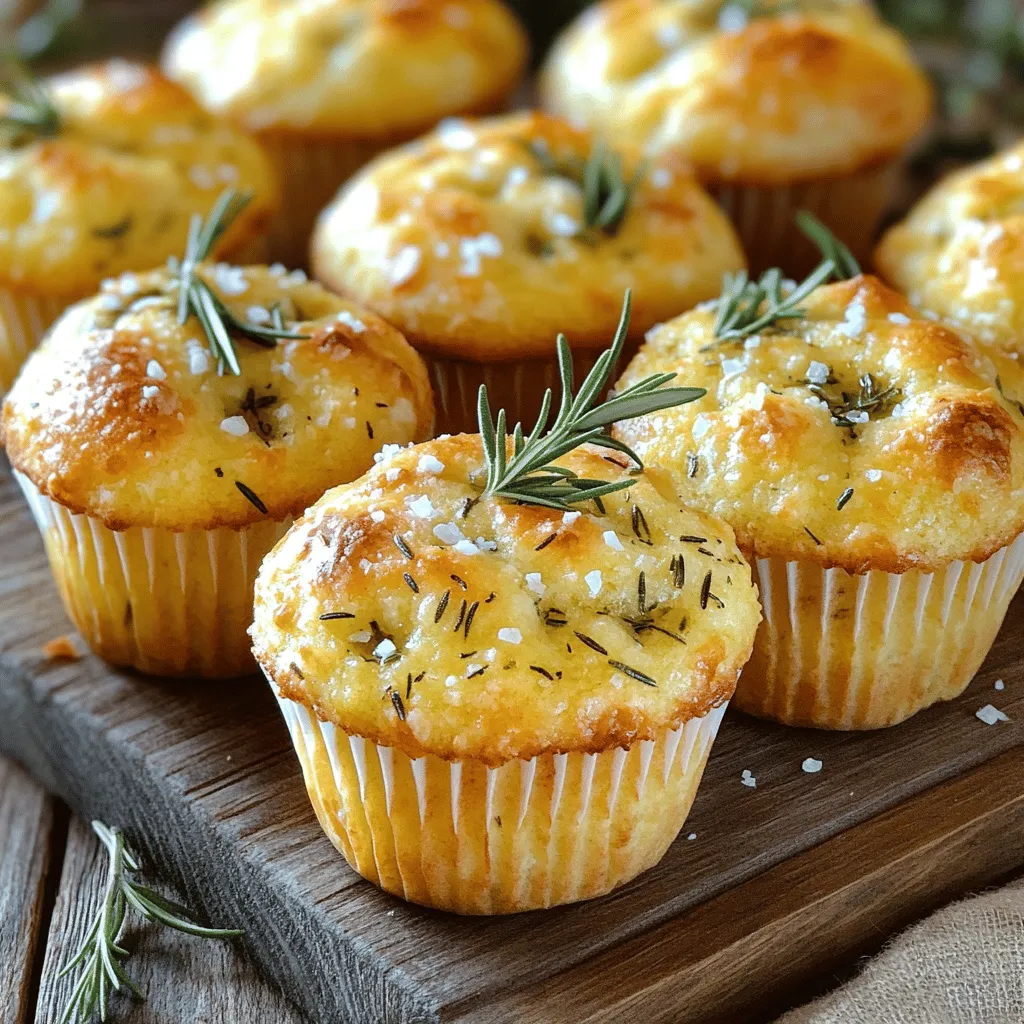 Here is a simple, tasty recipe for garlic rosemary focaccia muffins. You will need these ingredients: - 2 cups all-purpose flour - 1 tablespoon baking powder - 1 teaspoon salt - 1 teaspoon sugar - ½ cup olive oil, divided - 1 cup warm water (about 110°F) - 2 tablespoons fresh rosemary, chopped - 3 garlic cloves, minced - ¼ teaspoon black pepper - Coarse sea salt, for topping These simple ingredients come together to create a flavorful treat. Each item plays a key role. The flour gives structure, while the baking powder helps them rise. Salt and sugar add balance, and olive oil gives richness. Warm water activates the yeast, making the muffins light. Fresh rosemary and garlic provide a burst of flavor. Black pepper adds a bit of spice, and coarse sea salt gives a nice finish. Gather all these ingredients before you start. It makes cooking easier and more fun! To start, preheat your oven to 375°F (190°C). This step is key for even baking. Next, take a muffin tin and grease it well. You can also use muffin liners for easy removal. In a large bowl, add 2 cups of all-purpose flour. Then, add 1 tablespoon of baking powder, 1 teaspoon of salt, and 1 teaspoon of sugar. Whisk these ingredients together until they blend well. This mix creates a solid base for your muffins. In another bowl, mix ¼ cup of olive oil, 1 cup of warm water (about 110°F), 3 minced garlic cloves, and 2 tablespoons of chopped rosemary. Stir until the garlic and rosemary are evenly mixed. This blend brings a rich flavor to the muffins. Carefully pour the wet ingredients into the dry mix. Stir gently until just combined. Don’t overmix; some lumps are fine. Now, use an ice cream scoop or spoon to fill each muffin cup about ¾ full. This allows space for rising. Drizzle the remaining ¼ cup of olive oil on top of the muffins. Sprinkle coarse sea salt and a pinch of black pepper on each one. Bake for 18-22 minutes. Check for doneness by inserting a toothpick into the center. If it comes out clean, your muffins are ready! Once baked, let them cool in the tin for about 5 minutes. Then, transfer them to a wire rack to cool completely. Enjoy the lovely aroma as they cool. To make your focaccia muffins fluffy, mix the dry and wet ingredients gently. Overmixing can make them tough. Use a spatula to fold the batter until just combined. It's okay if there are a few lumps. This keeps the muffins light and airy. Using quality olive oil is key for flavor. Use ¼ cup in the batter and ¼ cup on top. The oil on top helps create a nice crust. It also adds richness and moisture to each bite. Choose a robust olive oil for a stronger taste. You can add more flavor to your muffins in fun ways. Here are some ideas: - Cheese: Add feta or parmesan for a cheesy twist. - Olives: Chopped olives give a briny kick. - Herbs: Try thyme or oregano instead of rosemary. - Spices: Add a pinch of red pepper flakes for heat. - Nuts: Chopped walnuts add crunch and depth. Experiment with these add-ins to make the recipe your own! {{image_2}} You can change the herbs in these muffins. Try thyme, basil, or oregano. Each herb gives a new taste. For a minty touch, use fresh mint leaves. Mix and match your favorites. This keeps your muffins exciting! Adding cheese makes these muffins even better. Try shredded mozzarella, parmesan, or feta. Just fold in ½ cup of cheese before baking. The cheese will melt, giving a creamy flavor. It’s a delicious twist to the classic recipe. You can also make a sweet version. Replace the garlic and rosemary with honey and cinnamon. Use ¼ cup of honey in place of the sugar. For a fun twist, add chopped nuts or dried fruit. This turns your savory muffins into a sweet treat! To keep your Easy Garlic Rosemary Focaccia Muffins fresh, store them in an airtight container. This will help prevent them from drying out. If you have leftover muffins, let them cool completely before packing them. You can keep them at room temperature for up to three days. If you want to extend their life, the fridge is a good option. Just remember, refrigeration can change the texture slightly. When you want to enjoy your muffins again, preheat your oven to 350°F (175°C). Place the muffins on a baking sheet. Cover them with foil to keep them moist. Heat for about 10 minutes or until warm. You can also use a microwave. Just heat for 15 seconds at a time, checking often so they do not get tough. Freezing is a great way to keep your muffins fresh for longer. Wrap each muffin tightly in plastic wrap. Then, place them in a freezer bag. This helps avoid freezer burn. You can freeze them for up to three months. When you’re ready to eat them, simply thaw overnight in the fridge. Heat them up using the oven or microwave as mentioned before. - How to maintain freshness: Always store muffins in a cool, dry place. Avoid exposing them to heat or sunlight. If you notice any moisture, it’s best to eat them right away. Yes, you can use gluten-free flour. Choose a blend that works well for baking. The texture may change slightly. The muffins might be denser but still tasty. These muffins stay fresh for about three days. Store them in an airtight container. You can also freeze them for up to three months. Just thaw them before serving. You can skip the garlic if you like. The muffins will still taste great with just rosemary. You might want to add a bit more herbs for flavor. Serve the muffins warm for the best taste. A sprig of rosemary on top looks nice. They are perfect on their own or with olive oil for dipping. Enjoy them at breakfast or as a snack! In this blog post, we explored how to make easy garlic rosemary focaccia muffins. We covered the ingredients, step-by-step instructions, and tips to ensure fluffy muffins. You learned about variations, storage tips, and answered common questions. These muffins are simple yet full of flavor. Try different herbs or add cheese for fun twists. Enjoy these tasty muffins fresh or stored well for later. Happy baking!