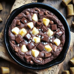 To make the double chocolate chunk skillet cookie, gather these items: - 1 cup unsalted butter, softened - 1 cup brown sugar, packed - 1/2 cup granulated sugar - 2 large eggs - 2 teaspoons vanilla extract - 1 3/4 cups all-purpose flour - 1/2 cup unsweetened cocoa powder - 1 teaspoon baking soda - 1/4 teaspoon salt - 1 cup semi-sweet chocolate chunks - 1/2 cup white chocolate chunks - Sea salt for sprinkling You can add walnuts for a nice crunch. They enhance flavor and texture. If you want a twist, try adding a bit of espresso powder. It boosts chocolate flavor without being too strong. Choose chocolate that has at least 60% cocoa content. This gives a rich, deep flavor. Look for brands that use real cocoa butter. Avoid chocolate with added fillers or waxes. Check the ingredients list to ensure quality. A good chocolate chunk melts well and enhances your cookie's taste. Start by preheating your oven to 350°F (175°C). This helps your cookie bake evenly. Next, grab a large mixing bowl. Cream together 1 cup of softened butter, 1 cup of brown sugar, and 1/2 cup of granulated sugar. Mix until it feels light and fluffy. Add 2 large eggs, one at a time, mixing well after each. This makes the batter smooth. Then, stir in 2 teaspoons of vanilla extract for that warm flavor. In another bowl, sift together 1 3/4 cups of all-purpose flour, 1/2 cup of unsweetened cocoa powder, 1 teaspoon of baking soda, and 1/4 teaspoon of salt. Gradually add the dry mix to the wet ingredients. Stir gently until just combined. Finally, fold in 1 cup of semi-sweet chocolate chunks and 1/2 cup of white chocolate chunks. If you like nuts, add 1/2 cup of chopped walnuts. Grease a 10-inch cast-iron skillet with butter or cooking spray. Pour the cookie dough into the skillet. Spread it evenly and smooth the top with a spatula. For an extra kick, sprinkle a pinch of sea salt over the top. Place the skillet in your preheated oven. Bake for about 25 to 30 minutes. The edges should feel set, while the center remains slightly gooey. This gives you that perfect, soft texture. Once baked, remove the skillet from the oven. Let it cool for about 10 minutes. This cooling time helps the cookie firm up a bit. Serve warm, right from the skillet. For a truly decadent treat, top it with a scoop of vanilla ice cream. A drizzle of chocolate sauce will make it even better. Enjoy your delicious creation! To get a gooey center in your skillet cookie, watch the baking time closely. Bake it for 25 to 30 minutes. The edges should look set, but the center needs to be soft. This will give you that perfect melt-in-your-mouth texture. After baking, let it cool for just 10 minutes. This allows the cookie to firm up a bit while keeping the middle warm and gooey. Using the right tools makes baking easier and more fun. Here are some essentials: - A 10-inch cast-iron skillet for even cooking - Mixing bowls for combining ingredients - A spatula for spreading the dough - Measuring cups and spoons for accuracy - An oven thermometer to ensure correct baking temperature These tools help you create the best double chocolate chunk skillet cookie every time. A few mistakes can ruin your cookie. Here are some to watch out for: - Overmixing the dough: Mix until just combined to keep it tender. - Not measuring ingredients: Use accurate measurements for success. - Skipping the sea salt: A sprinkle on top adds great flavor. - Baking too long: Remove the cookie when edges are set and the center is soft. Avoiding these pitfalls ensures a delicious, gooey dessert every time. {{image_2}} You can change the chocolate in this cookie. Swap semi-sweet chocolate chunks for dark chocolate for a richer taste. Dark chocolate adds depth and pairs well with the cocoa. If you prefer milk chocolate, use it for a sweeter cookie. Milk chocolate gives a nice creamy flavor. Each type brings a unique twist to the dish. To make this cookie nut-free, simply leave out the walnuts. You can replace them with seeds like sunflower or pumpkin seeds for crunch. Alternatively, add more chocolate chunks for extra richness. This keeps the texture enjoyable while being safe for those with nut allergies. Adding flavors can make your skillet cookie even more fun. For a minty taste, mix in mint extract or chopped mint chocolate. This gives a fresh twist. If you want a coffee kick, add instant espresso powder. Just one teaspoon can boost flavor without making it too strong. Both options can turn your dessert into a new experience! To keep your double chocolate chunk skillet cookie fresh, let it cool first. Cover it tightly with plastic wrap or aluminum foil. You can also store it in an airtight container. This will help keep the cookie moist. Try to finish it within three days for the best taste. When you want to enjoy leftovers, preheat your oven to 350°F (175°C). Place the cookie in the oven for about 10 minutes. This will warm it up and make it soft again. You can also use a microwave. Heat it in short bursts of 15 seconds. Check often so it doesn't get too hot. Yes, you can freeze this skillet cookie! First, let it cool completely. Wrap it well in plastic wrap, then place it in a freezer-safe bag. It can last for up to three months in the freezer. When you’re ready to eat, just thaw it in the fridge overnight. Then reheat it as mentioned above for a warm treat. Yes, you can prepare the dough in advance. Mix the ingredients and store the dough in the fridge. Wrap it tightly in plastic wrap to keep it fresh. You can bake it later when you are ready. This makes it easier for parties or family gatherings. No worries! You can use any oven-safe skillet. A regular metal or glass baking dish works too. Just make sure to grease it well before adding the dough. This helps prevent sticking and ensures easy serving. Look for golden edges and a slightly gooey center. The top should look set but not too firm. A toothpick inserted in the center should come out with a few moist crumbs. If it’s too wet, bake for a few more minutes. Yes, you can switch up the sweeteners! Try coconut sugar or honey for a twist. Just keep in mind that this might change the texture a bit. Adjust the amount based on the type of sweetener you choose. This guide walked you through making a delicious skillet cookie. We covered all the key ingredients, how to prepare and bake it perfectly, and tips to customize your cookie. You learned about storage and variations to keep things interesting. Remember, the best cookies come from high-quality ingredients and cautious baking. Keep experimenting with flavors and techniques. Enjoy your sweet creations!