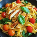 - 2 boneless, skinless chicken breasts - 8 ounces of fettuccine or your preferred pasta - 3 tablespoons honey - 1 tablespoon soy sauce - 1 teaspoon black pepper (freshly cracked) - 1 teaspoon garlic powder - 1 tablespoon olive oil - 1 cup cherry tomatoes, halved - 1 cup fresh spinach - 1 tablespoon lemon juice - Salt to taste - Fresh basil leaves for garnish When you gather your ingredients, think about how each one plays a role. The chicken is the star, providing protein. The pasta gives a nice base. Honey adds sweetness, while soy sauce brings depth. Black pepper and garlic powder add spice and aroma. Cherry tomatoes burst with flavor, and fresh spinach adds color and nutrients. Lemon juice brightens the dish. Salt is key for taste. Finally, fresh basil leaves finish the meal, adding a fresh touch. Each ingredient matters in creating a balanced and tasty dish. Start by boiling water in a large pot. Add a pinch of salt to the water. Cook the pasta according to the package’s directions. Aim for al dente, which means it should be firm yet tender. This takes about 8-10 minutes. Once cooked, drain the pasta and set it aside. Remember to save about ½ cup of the pasta water. This water is great for adjusting the sauce later. While the pasta cooks, it’s time to prepare the chicken. Take two boneless, skinless chicken breasts. Season both sides with salt, black pepper, and garlic powder. This adds flavor. Heat a large skillet over medium heat and add a tablespoon of olive oil. Once hot, add the seasoned chicken. Cook for about 6-7 minutes per side. Look for a golden brown color and ensure the chicken is cooked through. After cooking, remove the chicken and let it rest for a few minutes. Then, slice it into strips. In the same skillet, add 1 cup of halved cherry tomatoes. Sauté them for about 2-3 minutes until they soften. Next, stir in 1 cup of fresh spinach. Cook until it wilts, which takes about one minute. In a small bowl, mix 3 tablespoons of honey, 1 tablespoon of soy sauce, and 1 tablespoon of lemon juice. Pour this mixture into the skillet with the tomatoes and spinach. Stir well to combine all the flavors. Add the drained pasta to the skillet with the chicken and vegetables. Toss everything together gently. If the mixture seems dry, add some of the reserved pasta water. This helps the sauce stick better. Now, fold in the sliced chicken, ensuring it is well coated with the honey sauce. Taste your dish and adjust the seasoning with salt and more pepper if needed. This step ensures the flavors pop. To ensure your chicken is juicy and tender, use boneless, skinless chicken breasts. Season them with salt, black pepper, and garlic powder. Cook them over medium heat in olive oil. This method gives a nice golden crust while keeping the inside moist. Always let the chicken rest for a few minutes after cooking. This helps the juices stay inside when you slice it. Choosing the right pasta is also key. Fettuccine works well, but you can use any pasta you like. Just make sure to cook it until al dente. This means it should be firm when bitten. This texture holds up better with the sauce. You can play with the sweeteners in the sauce. Honey is sweet and sticky, but you can try maple syrup or agave for a twist. Each sweetener adds a unique taste. If you want more spice, add red pepper flakes or hot sauce. A little heat pairs nicely with the sweetness. Just remember to start small. You can always add more if needed. When serving, place the pasta in the center of the plate. Top it with sliced chicken and a few cherry tomatoes for color. For a beautiful garnish, use fresh basil leaves. Tear them by hand to release their oils. A squeeze of lemon juice adds brightness and flavor. These small touches make your dish look and taste gourmet. {{image_2}} You can easily change the protein in this dish. Instead of chicken, try using shrimp or tofu. Both options pair well with the honey sauce. For pasta, you can use gluten-free or whole wheat options. This keeps the dish tasty and suitable for different diets. Want to add some heat? Sprinkle in chili flakes to the sauce. This will give it a nice kick. You might also consider adding cheese. A little cream cheese or Parmesan can make the dish creamy and rich. These small changes can take your meal to the next level. Storing leftovers is simple. Place any extra pasta in an airtight container and refrigerate. It will last up to three days. You can also get creative with leftovers. Try mixing them into a salad or using them in a wrap. This way, you enjoy new meals without extra cooking! To keep your Honey Pepper Chicken Pasta fresh, follow these steps: - Refrigeration guidelines: Place any leftover pasta in an airtight container. It stays good for 3 to 4 days in the fridge. Make sure it cools down before sealing. - Freezing instructions: If you want to store it longer, freeze the pasta in a freezer-safe container. It can last up to 2 months. However, the texture may change when thawed. To enjoy your pasta again, reheating is key. Here are some effective methods: - Best methods to reheat without losing flavor: The stovetop is the best option for reheating. Add a splash of water or broth to keep it moist. Heat over low to medium heat, stirring often. - Using the microwave vs. stovetop: If you use a microwave, place the pasta in a microwave-safe bowl. Add a few drops of water and cover it loosely. Heat in short bursts, stirring in between to ensure even warming. The stovetop gives better flavor and texture. You can pair this dish with some tasty sides. Here are my top picks: - Garlic bread: Warm, crusty bread brings a great touch. - Mixed greens salad: A fresh salad adds crunch and color. - Steamed broccoli: This veggie is healthy and looks nice on the plate. - Roasted vegetables: They add depth and sweet flavors to your meal. You can easily lighten up Honey Pepper Chicken Pasta. Here are a few tips: - Use whole wheat pasta: It adds fiber and nutrients. - Swap honey for a sugar-free sweetener: This reduces sugar without losing taste. - Add more vegetables: Toss in bell peppers or zucchini for extra vitamins. - Use skinless chicken thighs: They're juicy and flavorful, plus a little leaner. Yes, you can prep this meal ahead of time. Here’s how: - Cook the pasta and chicken: Store them separately in the fridge. - Make the sauce: It keeps well for up to three days. - Combine everything just before serving: This keeps the pasta fresh and tasty. This dish can be kid-friendly. Here’s how to adjust spice levels: - Cut back on black pepper: You can use less for milder taste. - Add more honey: It makes the sauce sweeter and more appealing. - Serve with extra veggies: Kids love colors, so add fun shapes. In this post, I shared how to make Honey Pepper Chicken Pasta, from choosing fresh ingredients to cooking techniques. You learned step-by-step guidance on perfecting your dish, along with tips for flavor and presentation. Remember, you can make this meal your own by using different ingredients and flavors. Don’t be afraid to experiment with substitutions or adjustments to fit your taste. Cooking is fun, and with practice, your skills will grow. Enjoy your meal and share it with family and friends!