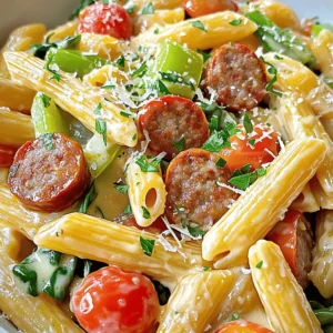 - 8 oz penne pasta - 1 lb smoked sausage, sliced (Andouille or kielbasa) - 1 tablespoon olive oil - 1 bell pepper (red or green), diced - 1 small onion, chopped - 3 cloves garlic, minced - 1 cup heavy cream - 1 cup chicken broth - 2 tablespoons Cajun seasoning - 1 cup cherry tomatoes, halved - 1 cup baby spinach - Salt and pepper to taste - Grated Parmesan cheese for serving - Fresh parsley, chopped for garnish When you shop for the ingredients, look for bright colors and firm textures. Choose pasta that feels smooth. For sausage, pick ones with a nice smell and no signs of spoilage. Fresh bell peppers should be shiny and firm. Check that the garlic is dry and plump. For tomatoes, select plump ones that feel heavy for their size. Look for spinach that is crisp and vibrant green. For sausage, I often choose Andouille from brands like Aidells or Johnsonville. They have great flavor and quality. For Cajun seasoning, Tony Chachere’s is a fan favorite. It adds a nice kick. If you want a milder taste, McCormick’s is also a good option. Always check the labels for freshness and quality. 1. Cook the penne: Boil water in a pot. Add the penne pasta. Cook until it is al dente, about 8-10 minutes. Drain the pasta and set it aside. 2. Brown the sausage: Heat olive oil in a large skillet over medium heat. Add the sliced smoked sausage. Cook for about 5-7 minutes, or until it gets a nice brown color. 3. Add veggies: Toss in the diced bell pepper, chopped onion, and minced garlic. Sauté for 3-4 minutes. You want the veggies to soften but not lose their crunch. 4. Create the sauce: Pour in the heavy cream and chicken broth. Stir well to combine. Add the Cajun seasoning. Bring the mixture to a simmer for about 5 minutes. 5. Mix in tomatoes and spinach: Add the halved cherry tomatoes and baby spinach to the sauce. Stir until the spinach wilts, about 2 minutes. 6. Combine pasta and sauce: Add the cooked penne to the skillet. Toss everything together until the pasta is well coated with the creamy sauce. 7. Season and serve: Taste the dish. Add salt and pepper as needed. Serve hot, garnished with grated Parmesan cheese and chopped parsley. - Pasta timing: Start cooking the pasta first. This way, it will be ready when your sauce is done. - Sauce simmer: Let the sauce simmer for at least 5 minutes. This helps deepen the flavors. - Final mix: Combine the pasta with the sauce right before serving. This keeps everything fresh and creamy. - Overcooking pasta: Make sure to cook the pasta al dente. Overcooked pasta can become mushy. - Burning garlic: Garlic can burn quickly. Add it to the pan last, just before the other vegetables. - Not adjusting seasoning: Always taste your dish before serving. You may need to add more salt or pepper. To boost the Cajun flavors in your dish, use fresh herbs. Add chopped green onions or parsley. For more heat, consider using crushed red pepper flakes. You can also try different Cajun seasoning brands. Each one has its own unique blend of spices. Cook the penne pasta until it is al dente. This keeps the pasta firm and chewy. Make sure to drain it well to avoid excess water. When mixing pasta with sauce, be quick. This helps the pasta absorb the sauce without becoming mushy. Pair this dish with a light white wine, like Sauvignon Blanc. Its acidity balances the creaminess of the pasta. For side dishes, serve a simple green salad. A loaf of crusty bread works well too. It’s perfect for soaking up any leftover sauce. {{image_2}} If you want to switch up the meat, try using chicken or turkey sausage. Both options work well and add great flavor. You could also use shrimp for a seafood twist. Just cook the shrimp until they turn pink before adding them to the sauce. You can even try chorizo for a spicy kick. Each choice brings a unique taste to the dish. To make this dish vegetarian, swap the sausage for mushrooms or tempeh. Both options provide a hearty texture. For a vegan version, use coconut cream instead of heavy cream. Vegetable broth can replace chicken broth. Add more veggies like zucchini or bell peppers for added flavor and nutrition. This keeps the meal rich and satisfying while being plant-based. If you have dietary needs, there are easy swaps you can make. For gluten-free pasta, use brown rice or quinoa pasta. You can also use lactose-free cream for a dairy-free option. If you're watching your sodium, low-sodium chicken broth is a great choice. Always adjust seasonings to match your taste and health goals. This way, you can enjoy this dish no matter your needs! Store your leftover creamy Cajun sausage pasta in an airtight container. This keeps it fresh. Let the pasta cool to room temperature before sealing. Use leftovers within three to four days for the best taste. When reheating, use low heat on the stove or microwave. Add a splash of chicken broth or cream to keep it creamy. Stir often to avoid burning. Heat until just warm, not hot. This helps keep the sauce smooth. You can freeze creamy Cajun sausage pasta for up to three months. Use a freezer-safe container and leave space for expansion. To thaw, move it to the fridge overnight. Reheat on low heat, adding a bit of liquid to restore creaminess. To make this dish gluten-free, swap the penne pasta for gluten-free pasta. Many brands offer great options. You can find gluten-free penne made from brown rice or lentils. Just cook it according to the package instructions. This way, you keep the creamy sauce and flavors without gluten. I recommend using a good-quality Cajun seasoning blend. Look for one that includes paprika, cayenne, garlic powder, and oregano. Brands like Tony Chachere's or Old Bay offer great flavors. You can also make your own blend at home for a personal touch. Just mix the spices in equal parts for a balanced taste. Yes, you can use other pasta shapes! Fusilli, rotini, or even fettuccine work well. Just keep an eye on the cooking time, as it may vary. The key is to cook the pasta until it’s al dente. This helps it hold up in the creamy sauce. Creamy Cajun sausage pasta stays fresh in the fridge for about 3 to 4 days. Store it in an airtight container. When you’re ready to eat, just reheat it on the stove or in the microwave. Add a splash of cream or broth to keep it creamy. Creamy Cajun Sausage Pasta is easy to make with fresh ingredients. From choosing the right sausage to cooking for perfect flavor, I covered it all. Remember to avoid common mistakes to keep your dish creamy. You can also play with the recipe for different diets or tastes. Store your leftovers well for future meals. Enjoy your cooking adventure, and don’t hesitate to try new variations!