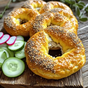 - 1 cup cottage cheese (low-fat or full-fat) - 1 cup oat flour (or blend oats into flour) - 2 large eggs - 2 tablespoons honey or maple syrup - 1 teaspoon baking powder - 1 teaspoon salt These main ingredients give the bagels their base. Cottage cheese adds protein and moisture. Oat flour helps bind everything together. Eggs provide structure. Honey or maple syrup adds sweetness. Baking powder helps them rise, while salt enhances flavor. - 1 tablespoon chia seeds Chia seeds are a great option. They boost fiber and omega-3 fatty acids. Adding them makes your bagels even healthier. You can mix them into the dough easily. - Sesame seeds - Everything bagel seasoning These toppings add flavor and crunch. Sesame seeds give a nice nutty taste. Everything bagel seasoning offers a mix of herbs and spices. You can get creative with toppings, too! Consider cream cheese, avocado, or smoked salmon for extra flavor and nutrition. First, you need to preheat your oven to 375°F (190°C). This temperature helps the bagels cook evenly. While the oven heats, line a baking sheet with parchment paper. This step prevents the bagels from sticking. It also makes cleanup easier. Next, grab a mixing bowl. Combine the cottage cheese, oat flour, eggs, honey, baking powder, and salt. Use a spatula to mix well until a dough forms. If you want, fold in the chia seeds for extra nutrition. They add fiber and a nice crunch. Make sure the mixture is smooth and well blended. Now, divide your dough into four equal parts. Shape each part into a ball. Then, make a hole in the center with your fingers. Be sure the hole is wide enough. It will shrink while baking. Place your bagels on the lined baking sheet. Brush the tops lightly with water. Sprinkle sesame seeds or your favorite seasoning on top. Bake them in your preheated oven for 20–25 minutes. They are ready when they turn golden brown and are firm to touch. Once done, let them cool on a wire rack for a few minutes before slicing. Enjoy your healthy bagels! To get the best bagel texture, focus on your dough. Make sure you mix the ingredients well. The dough should be soft but not sticky. If it feels too wet, add a bit more oat flour. When shaping the bagels, ensure the hole in the center is wide. This prevents them from closing up while baking. Once your bagels cool, store them in an airtight container. They can stay fresh for up to three days. If you want to keep them longer, freeze them. To reheat, pop them in the toaster or oven. This brings back their warm and chewy texture. You can also microwave them for a quick fix, but they may get soft. One common mistake is not measuring ingredients properly. Use measuring cups and spoons for accuracy. Another pitfall is shaping the bagels too small. They will shrink while baking, so make the holes larger. Lastly, avoid overbaking. Keep an eye on them to achieve that golden brown color. {{image_2}} You can make these bagels gluten-free. Just swap oat flour for almond flour or gluten-free flour. Almond flour adds a nutty taste. Gluten-free flour blends also work well. Always check the labels to ensure they are gluten-free. This way, you enjoy protein cottage cheese bagels without gluten. You can jazz up your bagels with different flavors. Add herbs like rosemary or thyme for a savory twist. Try garlic powder for a punch of flavor. For sweet options, mix in cinnamon or vanilla extract. You can also use different sweeteners, like agave nectar, instead of honey. Get creative and find what you like best! To make these bagels vegan, you can replace the eggs with flax eggs. Mix one tablespoon of flaxseed meal with two tablespoons of water. Let it sit for five minutes. This mix will act like eggs. Use plant-based yogurt instead of cottage cheese. These swaps keep your bagels tasty and healthy. To keep your protein cottage cheese bagels fresh, store them in an airtight container. You can leave them at room temperature for one day. After that, put them in the fridge for up to a week. This keeps them soft and tasty. If you want to enjoy them later, freezing works great. To freeze your bagels, let them cool completely first. Then, wrap each bagel tightly in plastic wrap. Place the wrapped bagels in a freezer bag or container. They last in the freezer for up to three months. When you're ready to eat, let them thaw at room temperature or pop them in the toaster. These bagels are best when fresh. If stored properly, they last about four days in the fridge. After freezing, they maintain quality for three months. However, for the best taste, eat them within a month. Enjoy these healthy bagels while they are fresh for the best flavor and texture! Protein cottage cheese bagels pack a punch! Each bagel contains about 10 grams of protein. Cottage cheese is rich in protein, making these bagels a great choice. Eggs add even more protein to the mix. If you want more protein, you can add protein powder to the dough. Just remember to adjust the liquid if needed. Yes, you can use different types of flour! If you want a gluten-free option, almond flour works well. You can also use whole wheat flour for a nuttier flavor. Just keep in mind that different flours can change the texture. Experiment to find the one you like best! To sweeten your bagels, add more honey or maple syrup. You can also mix in ingredients like cinnamon or vanilla extract for extra flavor. Want something savory? Try adding garlic powder or herbs like rosemary. Toppings like everything bagel seasoning add a fun twist too! You learned how to make tasty Protein Cottage Cheese Bagels today. We covered all key parts: ingredients, steps, tips, variations, and storage. Each section helps you bake perfect bagels at home. Remember, practice improves your skills. Don't be afraid to try new flavors or ingredients. Each bagel you make will be better than the last. Enjoy your bagels fresh or reheated, and share them with friends. Happy baking!