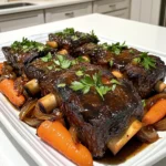 - 2 lbs beef short ribs - 1 cup balsamic vinegar - 1 cup beef broth - 2 tablespoons brown sugar - 1 tablespoon Dijon mustard - 4 cloves garlic, minced - 1 large onion, sliced - 2 carrots, chopped - 1 teaspoon dried thyme - 1 teaspoon dried rosemary - Salt and pepper to taste - 2 tablespoons olive oil - Fresh parsley, chopped (for garnish) Each ingredient plays a key role in the flavor. The beef short ribs bring richness. Balsamic vinegar adds a sweet and tangy taste. Beef broth gives depth to the sauce. Brown sugar balances the acidity of the vinegar. Dijon mustard adds a subtle kick. Garlic, onion, and carrots create a savory base. Thyme and rosemary add herbal notes that enhance the dish. Don't forget salt and pepper, as they bring all the flavors together. You can customize this recipe. Consider adding chopped celery for crunch. A splash of red wine can deepen the flavor. For a touch of heat, add red pepper flakes. If you like sweetness, try using honey instead of brown sugar. Each option can bring a new twist to your meal. Start by seasoning the beef short ribs. Use salt and pepper generously on all sides. This step enhances the flavor. It only takes a few minutes but makes a big difference. Next, heat olive oil in a large skillet over medium-high heat. Once hot, add the short ribs. Sear each side for about 3-4 minutes. You want them nicely browned. This step locks in juices and adds flavor. Once done, remove the ribs and place them in the slow cooker. In the same skillet, add sliced onions, chopped carrots, and minced garlic. Sauté these for about 5 minutes. You want them to soften, but not too much. Then, in a separate bowl, mix balsamic vinegar, beef broth, brown sugar, Dijon mustard, dried thyme, and dried rosemary. Whisk until combined. Pour this sauce over the ribs in the slow cooker. Now, add the sautéed vegetables on top of the ribs. Cover the slow cooker. Set it on low for 8 hours or high for 4 hours. The meat should be tender and fall off the bone. This long cook time allows all the flavors to meld beautifully. Once cooked, serve with some sauce drizzled on top for extra flavor. When picking beef short ribs, look for meat with good marbling. This fat helps keep the meat juicy. Choose ribs that are thick and have a nice layer of meat. Fresh ribs should smell clean and not have any off odors. If you can, buy from a local butcher. They often have high-quality options. Searing is key for great flavor. Start with a hot skillet and olive oil. Place the ribs in the pan without crowding them. Sear each side for 3-4 minutes until browned. This step locks in juices and adds depth. After searing, transfer the ribs to your slow cooker. Don’t skip this part; it makes a big difference. You can boost the flavor of your short ribs with extra herbs and spices. Try adding bay leaves or a pinch of red pepper flakes for heat. Fresh herbs like thyme or rosemary can also work well. Experiment to find your favorite mix. Just remember to keep the balance and not overpower the dish. {{image_2}} You can make balsamic short ribs in several ways. A pressure cooker is a great choice. It cooks the ribs fast while keeping them tender. Just follow the same steps but cook for about 45 minutes on high pressure. You can also use an oven. Brown the ribs in a pan, then place them in a covered pot. Cook at 300°F for about 3 hours. If you want to adjust the recipe for dietary needs, you can swap some ingredients. Use chicken broth instead of beef broth for a lighter taste. For a gluten-free twist, choose gluten-free Dijon mustard. You can replace brown sugar with a sugar substitute if you want less sugar. Lastly, if you like a different flavor, try using red wine vinegar instead of balsamic vinegar. Balsamic short ribs pair well with many side dishes. Consider creamy mashed potatoes for a comforting meal. Roasted vegetables, like carrots and Brussels sprouts, add a nice crunch. You can also serve them with a fresh salad for a light touch. If you want something heartier, consider polenta or rice to soak up the delicious sauce. After serving, let the short ribs cool down. Place any leftovers in an airtight container. Store them in the fridge for up to three days. Make sure the ribs are covered with sauce to keep them moist. If you want, you can also store the sauce separately. For longer storage, you can freeze the short ribs. First, let them cool completely. Pack the ribs in a freezer-safe bag or container. You can freeze them for up to three months. Be sure to label the container with the date. This helps keep track of how long they have been frozen. When you're ready to enjoy the leftovers, reheating is easy. You can use the oven or microwave. For the oven, preheat it to 350°F. Place the short ribs in a baking dish and cover with foil. Heat for about 20-30 minutes or until warm. If using the microwave, place the ribs in a microwave-safe dish. Cover and heat in short bursts, stirring in between. Always check that they are hot throughout before serving. Yes, you can use other cuts of beef. Chuck roast or brisket works well. These cuts have enough fat to keep the meat moist. If you choose a leaner cut, add more broth to prevent dryness. To change the flavor, try adding different herbs. Fresh rosemary or thyme adds a nice touch. You can also switch the balsamic vinegar for red wine vinegar. Adding a splash of soy sauce can give it a savory kick. Balsamic short ribs go great with mashed potatoes. Creamy polenta is another lovely choice. Roasted vegetables add color and crunch. You can also serve a fresh salad for a light side. This post shared how to make delicious balsamic short ribs. We covered key ingredients, preparation steps, and cooking methods. You learned helpful tips for choosing the best meat and enhancing flavor. We also explored variations to suit your taste and dietary needs. Lastly, we discussed storage and reheating for tasty leftovers. Embrace the process, and enjoy cooking these ribs. You’ll impress your family and friends with your skills. Follow these steps, and you'll create a meal that everyone will love.