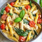 - 1 lb chicken breast, diced - 2 tablespoons olive oil - 3 cloves garlic, minced - 1 cup cherry tomatoes, halved - 2 cups baby spinach - 1 cup heavy cream - 2 cups chicken broth - 10 oz penne pasta - ½ cup grated Parmesan cheese - 1 teaspoon dried Italian herbs - Salt and pepper to taste - Fresh basil for garnish When you gather these ingredients, you set the stage for a delicious meal. Each item plays a key role. The chicken breast adds protein and richness. Olive oil brings a nice fat that helps cook the chicken and adds flavor. Garlic gives that wonderful aroma that fills your kitchen. Cherry tomatoes burst with freshness, while baby spinach adds color and nutrients. Dairy is where the magic happens. Heavy cream creates a smooth sauce that coats the pasta. Chicken broth enhances the flavor of the dish. Penne pasta holds the sauce well, making every bite creamy and satisfying. Grated Parmesan cheese adds a salty finish that elevates the whole dish. The seasonings tie it all together. Dried Italian herbs provide depth and warmth. Salt and pepper are essential for balancing flavors. Lastly, fresh basil not only looks nice but offers a pop of freshness. Having these ingredients ready will make cooking a breeze! First, heat 2 tablespoons of olive oil in a large pot over medium heat. Add 1 pound of diced chicken breast. Season the chicken with salt and pepper. Sauté the chicken for about 5 to 7 minutes, until it is browned and cooked through. Once done, remove the chicken from the pot and set it aside. In the same pot, add 3 cloves of minced garlic. Sauté for about 30 seconds until it smells good. Next, add 1 cup of halved cherry tomatoes and 1 teaspoon of dried Italian herbs. Cook this mixture for 2 to 3 minutes until the tomatoes soften. Then, pour in 2 cups of chicken broth and bring it to a simmer. Now, it’s time to add the pasta. Stir in 10 ounces of penne pasta. Cover the pot and cook for 10 to 12 minutes. Stir occasionally. You want the pasta to be al dente, which means it should be firm but not hard. Once the pasta is ready, lower the heat. Stir in 1 cup of heavy cream and ½ cup of grated Parmesan cheese. Mix well until the sauce is creamy. Add the cooked chicken back into the pot along with 2 cups of baby spinach. Stir until the spinach wilts and everything is heated through, which takes about 2 minutes. Taste and adjust the seasoning with salt and pepper. Seasoning is key to making this dish shine. Salt and pepper boost the taste of the chicken and pasta. You can also swap dried Italian herbs for others like oregano or thyme. They each add a unique touch. Fresh herbs like basil or parsley can brighten the flavor further. Good sautéing makes all the difference. Make sure the oil is hot before adding chicken. This helps it brown nicely. When making a creamy sauce, keep the heat low after adding cream. High heat can cause it to separate. Stir gently to keep it smooth and rich. Serve your pasta in wide bowls to show off the colors. Top each serving with fresh basil and a sprinkle of Parmesan cheese. This adds a nice pop and makes it look fancy. You can also drizzle a bit of olive oil for shine and flavor. {{image_2}} You can change the protein in this dish to suit your taste. If you like seafood, try shrimp. Cook the shrimp just like the chicken. They will only need a few minutes to sauté. You can also use turkey for a leaner option. Just make sure to cook it fully before adding the other ingredients. For plant-based options, tofu is a great choice. Use firm tofu and sauté it until golden. Chickpeas also work well. They add protein and a nice texture. Just stir them in when you add the spinach. If you're looking for gluten-free options, consider using rice pasta or quinoa pasta. Both cook well and taste great. You can also try whole wheat pasta for a nuttier flavor. Different pasta shapes can change the experience. Fusilli, farfalle, or even spaghetti can make this dish unique. Each shape holds the creamy sauce differently, adding fun to your meal. Want to boost the flavor? Add sun-dried tomatoes for a rich, tangy taste. You can also toss in artichokes for a touch of earthiness. Both add color and depth to the dish. Cheese lovers can experiment with different types of cheese. Try mozzarella for a gooey texture or feta for a salty kick. Mixing cheeses can create a more complex flavor profile. To keep your One-Pot Creamy Tuscan Chicken Pasta fresh, store it in an airtight container. Place it in the fridge as soon as it cools. This helps to keep the flavors intact. Leftovers stay good for about three days. After that, the cream sauce may separate. To reheat, you can use a microwave or stovetop. If using a microwave, heat in short bursts. Stir in between to avoid hot spots. For stovetop, place it in a pan over low heat. Add a splash of chicken broth to keep it creamy. Stir until warm. If you want to freeze this dish, use a freezer-safe container. Make sure to leave some space at the top, as the pasta may expand. When it’s time to eat, thaw it in the fridge overnight. Reheat it on the stovetop, adding a little cream or broth to restore its smooth texture. You can use several options to replace heavy cream. Here are some choices: - Milk and Butter: Mix ¾ cup of milk with ¼ cup of melted butter. - Half-and-Half: This works well for a lighter option. - Coconut Cream: Great for a dairy-free version. - Greek Yogurt: Adds creaminess with a tangy flavor. - Silken Tofu: Blend it until smooth for a vegan choice. These substitutes will change the taste slightly, but they can still work well. To add some heat to your dish, try these tips: - Red Pepper Flakes: Sprinkle some in while cooking. - Hot Sauce: Stir in a bit before serving. - Jalapeños: Add diced jalapeños for fresh heat. - Spicy Italian Sausage: Swap out chicken for this for a hearty kick. These options can make your pasta pop with flavor. Yes, you can prepare this dish in advance. Here’s how: - Meal Prep Tips: Cook the chicken and sauce, then store them separately. This keeps flavors fresh. - Storing: Place leftovers in an airtight container. It will stay good for about 3-4 days in the fridge. - Reheating Instructions: Warm it in a pot over low heat. Add a splash of broth to keep it creamy. You can also microwave it, but stir it well to heat evenly. Making this recipe ahead saves time on busy days. This recipe combines chicken, pasta, and tasty herbs for a delightful meal. You learned how to sauté chicken and create a creamy sauce. The cooking steps are simple, and tips will help you make it better. Don't forget to explore variations for unique flavors. Store leftovers properly to enjoy later. I hope you feel confident making this dish. It can be a hit at any meal!