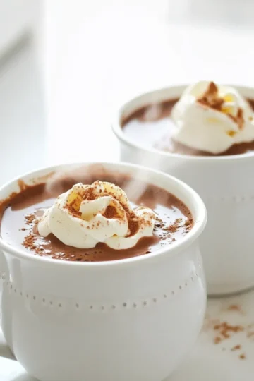 To make pumpkin spice hot chocolate, gather these simple ingredients. They create a warm, cozy drink you’ll love. - 2 cups milk (or non-dairy alternative) - 2 tablespoons cocoa powder - 2 tablespoons pumpkin puree - 2 tablespoons sugar (adjust to taste) - ½ teaspoon pumpkin spice mix (or a mix of cinnamon, nutmeg, and ginger) - ¼ teaspoon vanilla extract - Whipped cream for topping - Additional pumpkin spice and chocolate shavings for garnish Milk is key for a creamy texture. You can use dairy milk or try almond, oat, or soy milk for a non-dairy choice. The cocoa powder adds rich chocolate flavor. Sugar balances the taste, so adjust it to your liking. Pumpkin puree brings a smooth texture and pumpkin flavor. The pumpkin spice mix gives that warm, fall taste. If you don’t have pumpkin spice, mix cinnamon, nutmeg, and ginger for a similar effect. Finally, whipped cream makes the drink feel special. Top it with a sprinkle of more pumpkin spice and chocolate shavings for a lovely finish. Enjoy making your pumpkin spice hot chocolate! 1. Start by heating 2 cups of milk in a medium saucepan. Keep the heat on medium-low. You want it warm but not boiling. 2. Whisk in 2 tablespoons of cocoa powder, 2 tablespoons of pumpkin puree, and 2 tablespoons of sugar. Mix until it's smooth. 3. Stir the mixture gently as it heats. Wait until it steams and is hot enough to serve. 4. Add ½ teaspoon of pumpkin spice mix and ¼ teaspoon of vanilla extract. Whisk again until it all blends well. 5. Once ready, remove the saucepan from the heat. Pour the hot chocolate into your favorite mugs. 6. Top each mug with whipped cream. For fun, sprinkle extra pumpkin spice and chocolate shavings on top. Tips for Achieving the Perfect Blend: - Whisk well to avoid any lumps. - Make sure the milk does not boil to keep it creamy. - Taste and adjust the sugar as you like. Serving the hot chocolate in mugs makes it warm and cozy. Enjoy your delicious drink on a chilly day! How to adjust sweetness to taste Start by adding sugar slowly. This way, you can check the taste as you go. I usually use two tablespoons, but you can add more or less. If you want it sweeter, try using a sugar alternative, like honey or maple syrup. Just remember, each sweetener has its own flavor. Recommendations for the best cocoa powder For rich flavor, use high-quality cocoa powder. I recommend brands like Dutch-processed cocoa. It gives a deeper taste and pairs well with pumpkin. Always sift your cocoa powder to avoid lumps. This makes your drink smooth and creamy. Tips for the creamiest texture To get the creamiest hot chocolate, use whole milk or a full-fat non-dairy option. Almond milk or oat milk also works well. Heat your milk slowly and whisk often. This adds air and helps create a nice foam. If you want an even richer drink, add a splash of cream or use half-and-half. {{image_2}} You can easily make this drink dairy-free. Use almond, soy, or oat milk instead of regular milk. Each choice gives a unique taste. For a creamier texture, try coconut milk. It adds a rich flavor that pairs well with pumpkin. When it comes to whipped cream, look for vegan brands made from coconut or almond. You can also make your own by blending coconut cream with a bit of sugar and vanilla. This gives you a light and fluffy topping without dairy. Want to spice it up? Add a dash of peppermint extract. It adds a fresh twist that brightens the drink. You can also mix in other spices like cardamom or allspice for a different flavor profile. For chocolate lovers, try using dark chocolate instead of cocoa powder. It brings a deeper taste that complements pumpkin well. If you’re feeling adventurous, white chocolate can add a sweet creaminess. Simply melt it into your hot chocolate as you mix. Each option lets you create a new cozy drink! To keep your leftover pumpkin spice hot chocolate fresh, follow these tips: - Cool it down: Let the hot chocolate reach room temperature before storing. - Use an airtight container: This prevents any odd smells from other foods in your fridge. - Refrigerate: Store it in the fridge for up to three days. When you are ready to enjoy your pumpkin spice hot chocolate again, reheating is simple: - Stovetop method: Pour your cold hot chocolate into a saucepan. Heat over low heat. Stir often to avoid sticking. - Microwave method: Use a microwave-safe mug. Heat in short bursts, about 30 seconds. Stir in between to ensure even heating. For the best taste, do not overheat your hot chocolate. It should be warm and comforting, not boiling. You can also add a little more pumpkin spice or sugar for extra flavor during reheating. Enjoy your cozy treat again! Can I use no sugar alternatives? Yes, you can use no sugar alternatives like stevia or monk fruit. These sweeteners add flavor without the calories. Adjust the amount to fit your taste. How can I make this drink spicy? To add spice, try more pumpkin spice mix or a dash of cayenne. A little heat can balance the sweet taste. You can also add a pinch of chili powder for a fun twist. Where can I find or buy pre-made Pumpkin Spice Hot Chocolate? You can find pre-made mixes at most grocery stores. Look for brands like Starbucks or Land O’Lakes. Online retailers also offer many options, making it easy to enjoy without making it yourself. What are the health benefits of the ingredients used? The main ingredients each offer benefits: - Pumpkin puree is high in vitamins A and C. - Cocoa powder is rich in antioxidants. - Milk provides calcium and protein, supporting bone health. This drink can be a tasty treat that also nourishes your body. To make the perfect Pumpkin Spice Hot Chocolate, start with quality ingredients. Choose your milk, cocoa, and spices wisely. Follow the steps to blend flavors well, ensuring a rich taste. Don’t shy away from personalizing your drink with toppings or variations. Store any leftovers properly, and reheating is easy. Explore FAQs for extra tips to enhance your drink. Enjoy making this cozy treat anytime you crave warmth and flavor. Happy sipping!