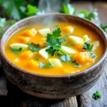 To make the Slow Cooker Butternut Squash Apple Soup, you need simple, fresh ingredients. Here’s what to gather: - 1 medium butternut squash, peeled and cubed - 2 apples (like Granny Smith or Honeycrisp), cored and chopped - 1 large onion, chopped - 3 cloves garlic, minced - 4 cups vegetable broth - 1 teaspoon ground cinnamon - ½ teaspoon ground nutmeg - Salt and pepper to taste - 1 tablespoon olive oil - 1 tablespoon maple syrup (optional, for sweetness) - Fresh parsley or chives, for garnish These ingredients blend well to create a warm and tasty soup. The butternut squash gives a smooth texture. The apples add a touch of sweetness that balances with the spices. The onion and garlic bring out rich flavors. Use fresh herbs for garnish to make the soup look bright and inviting. This soup is not just easy to make; it is also healthy. Butternut squash is full of vitamins. Apples provide fiber and sweetness. Together, they make a comforting meal you can enjoy any time. - Peeling and cubing the butternut squash: First, grab a sharp peeler. Peel the squash until no skin remains. Cut it in half and scoop out the seeds. Then, chop the squash into small cubes. This helps it cook faster and blend smoothly. - Chopping the apples: Choose your apples wisely. I love using Granny Smith for their tartness or Honeycrisp for sweetness. Core the apples, then chop them into bite-sized pieces. This makes them easy to mix with the squash. - Preparing onion and garlic: Take one large onion and chop it finely. Next, mince three cloves of garlic. The onion adds depth, and the garlic brings a lovely aroma to the soup. - Sautéing onion and garlic: Heat one tablespoon of olive oil in a skillet over medium heat. Toss in the chopped onion and minced garlic. Cook for about five minutes. You want the onion to turn soft and see-through. - Combining ingredients in the slow cooker: In your slow cooker, mix the cubed squash, chopped apples, sautéed onion, and garlic. Pour in four cups of vegetable broth. Add one teaspoon of ground cinnamon and half a teaspoon of nutmeg. Stir everything well to combine. - Cooking time and settings: Cover the slow cooker and set it to low for six to seven hours or high for three to four hours. Check that the squash is tender before blending. - Using an immersion blender: After cooking, take an immersion blender and blend the soup directly in the slow cooker. If you don’t have one, carefully transfer the hot soup in small batches to a regular blender. Blend until smooth. - Adjusting seasoning and sweetness: Taste the soup once blended. Add salt and pepper to your liking. If you want a sweeter taste, drizzle in one tablespoon of maple syrup. Blend again to mix. - Serving suggestions: Serve the soup warm in bowls. Garnish with fresh parsley or chives for a pop of color. This adds both flavor and visual appeal to your meal. To make your soup taste even better, try adding a splash of lemon juice. This adds brightness and balances the sweetness of the apples. If you want more depth, add a bay leaf while cooking. Just remember to take it out before blending! For spice variations, consider using ginger or curry powder. These spices can give the soup a warm and exciting twist. Slow cooking is easy, but a few tips help. Always cut your veggies into similar sizes. This ensures they cook evenly. Keep the lid on during cooking to retain heat and moisture. To check for doneness, pierce the squash with a fork. If it goes in easily, it is ready to blend. Garnishing your soup makes it special. Drizzle a little olive oil on top just before serving. This adds a nice shine and flavor. You can also sprinkle toasted pumpkin seeds for crunch. For pairing suggestions, serve the soup with crusty bread or a fresh salad. Both complement the soup's flavors and create a satisfying meal. {{image_2}} You can change the flavor of this soup by using different apples. Try using Fuji or Pink Lady apples for a sweeter taste. If you prefer tartness, go for Granny Smith apples. You can also mix apples for a balanced flavor. Adding other vegetables is a great way to boost nutrition. Carrots or sweet potatoes blend well with butternut squash. You can also add a few celery stalks for extra crunch. Just chop them into small pieces to cook evenly. To make this soup vegan, use vegetable broth instead of chicken broth. The soup is already dairy-free, so it’s perfect for vegan diets. If you want to make it gluten-free, just check your broth label. Most vegetable broths are gluten-free. For allergies, you can skip the maple syrup if you need a sugar-free option. Also, make sure to check for any allergens in your broth or spices. This soup is flexible and can fit many diets. Experimenting with spices can make this soup unique. Try adding ginger for a zesty kick. A dash of cayenne pepper can bring some heat if you like spice. You can also mix herbs like thyme or rosemary for a fresh flavor. If you want a creamier soup, stir in coconut milk or almond milk after blending. This adds richness and a smooth texture. You can also top it with a dollop of yogurt or sour cream for extra creaminess. Store leftovers in an airtight container. This keeps the soup fresh and tasty. Make sure to cool it first before sealing. Place it in the fridge within two hours of cooking. To freeze soup, pour it into freezer-safe bags or containers. Leave some space at the top for expansion. Label each bag with the date. For thawing, move it to the fridge overnight. Reheat on the stove or in the microwave until hot. In the fridge, this soup lasts about 3 to 5 days. If you freeze it, it can stay good for up to 3 months. Watch for signs of spoilage, like an off smell or color changes. If you see any mold, it is best to throw it away. Cooking this soup takes about 6 to 7 hours on low heat. You can cook it on high for 3 to 4 hours if you’re short on time. The longer cooking time helps the flavors blend well. This slow cooking method makes the squash very soft and easy to blend. Yes, you can use frozen butternut squash. Just be sure to thaw it first. Frozen squash is already cut and cooked, which saves time. It may change the texture slightly but will still taste great. If you don’t have vegetable broth, you can use chicken broth or water. For a richer flavor, add a bit of soy sauce or miso paste. You could also make your own broth using vegetable scraps and water. To make the soup creamier, you can add a splash of heavy cream or coconut milk. Blending the soup well helps, too. If you want a vegan option, stick with coconut milk for a creamy texture. Yes, you can make this soup in a regular pot. Sauté the onions and garlic on the stove first. Then, add all the ingredients and bring it to a boil. Lower the heat and let it simmer for about 30 to 40 minutes. Stir often to prevent sticking. This article covered how to make butternut squash soup using simple ingredients and clear steps. You learned the importance of preparation, cooking methods, and tips for enhancing flavor. Remember, cooking is fun! Experiment and adjust to your taste. Then, enjoy your delicious soup. With a few changes, you can also make it fit different diets. Share it with friends or save some for later. Happy cooking!