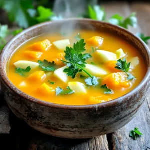 To make the Slow Cooker Butternut Squash Apple Soup, you need simple, fresh ingredients. Here’s what to gather: - 1 medium butternut squash, peeled and cubed - 2 apples (like Granny Smith or Honeycrisp), cored and chopped - 1 large onion, chopped - 3 cloves garlic, minced - 4 cups vegetable broth - 1 teaspoon ground cinnamon - 1/2 teaspoon ground nutmeg - Salt and pepper to taste - 1 tablespoon olive oil - 1 tablespoon maple syrup (optional, for sweetness) - Fresh parsley or chives, for garnish These ingredients blend well to create a warm and tasty soup. The butternut squash gives a smooth texture. The apples add a touch of sweetness that balances with the spices. The onion and garlic bring out rich flavors. Use fresh herbs for garnish to make the soup look bright and inviting. This soup is not just easy to make; it is also healthy. Butternut squash is full of vitamins. Apples provide fiber and sweetness. Together, they make a comforting meal you can enjoy any time. - Peeling and cubing the butternut squash: First, grab a sharp peeler. Peel the squash until no skin remains. Cut it in half and scoop out the seeds. Then, chop the squash into small cubes. This helps it cook faster and blend smoothly. - Chopping the apples: Choose your apples wisely. I love using Granny Smith for their tartness or Honeycrisp for sweetness. Core the apples, then chop them into bite-sized pieces. This makes them easy to mix with the squash. - Preparing onion and garlic: Take one large onion and chop it finely. Next, mince three cloves of garlic. The onion adds depth, and the garlic brings a lovely aroma to the soup. - Sautéing onion and garlic: Heat one tablespoon of olive oil in a skillet over medium heat. Toss in the chopped onion and minced garlic. Cook for about five minutes. You want the onion to turn soft and see-through. - Combining ingredients in the slow cooker: In your slow cooker, mix the cubed squash, chopped apples, sautéed onion, and garlic. Pour in four cups of vegetable broth. Add one teaspoon of ground cinnamon and half a teaspoon of nutmeg. Stir everything well to combine. - Cooking time and settings: Cover the slow cooker and set it to low for six to seven hours or high for three to four hours. Check that the squash is tender before blending. - Using an immersion blender: After cooking, take an immersion blender and blend the soup directly in the slow cooker. If you don’t have one, carefully transfer the hot soup in small batches to a regular blender. Blend until smooth. - Adjusting seasoning and sweetness: Taste the soup once blended. Add salt and pepper to your liking. If you want a sweeter taste, drizzle in one tablespoon of maple syrup. Blend again to mix. - Serving suggestions: Serve the soup warm in bowls. Garnish with fresh parsley or chives for a pop of color. This adds both flavor and visual appeal to your meal. To make your soup taste even better, try adding a splash of lemon juice. This adds brightness and balances the sweetness of the apples. If you want more depth, add a bay leaf while cooking. Just remember to take it out before blending! For spice variations, consider using ginger or curry powder. These spices can give the soup a warm and exciting twist. Slow cooking is easy, but a few tips help. Always cut your veggies into similar sizes. This ensures they cook evenly. Keep the lid on during cooking to retain heat and moisture. To check for doneness, pierce the squash with a fork. If it goes in easily, it is ready to blend. Garnishing your soup makes it special. Drizzle a little olive oil on top just before serving. This adds a nice shine and flavor. You can also sprinkle toasted pumpkin seeds for crunch. For pairing suggestions, serve the soup with crusty bread or a fresh salad. Both complement the soup's flavors and create a satisfying meal. {{image_2}} You can change the flavor of this soup by using different apples. Try using Fuji or Pink Lady apples for a sweeter taste. If you prefer tartness, go for Granny Smith apples. You can also mix apples for a balanced flavor. Adding other vegetables is a great way to boost nutrition. Carrots or sweet potatoes blend well with butternut squash. You can also add a few celery stalks for extra crunch. Just chop them into small pieces to cook evenly. To make this soup vegan, use vegetable broth instead of chicken broth. The soup is already dairy-free, so it’s perfect for vegan diets. If you want to make it gluten-free, just check your broth label. Most vegetable broths are gluten-free. For allergies, you can skip the maple syrup if you need a sugar-free option. Also, make sure to check for any allergens in your broth or spices. This soup is flexible and can fit many diets. Experimenting with spices can make this soup unique. Try adding ginger for a zesty kick. A dash of cayenne pepper can bring some heat if you like spice. You can also mix herbs like thyme or rosemary for a fresh flavor. If you want a creamier soup, stir in coconut milk or almond milk after blending. This adds richness and a smooth texture. You can also top it with a dollop of yogurt or sour cream for extra creaminess. Store leftovers in an airtight container. This keeps the soup fresh and tasty. Make sure to cool it first before sealing. Place it in the fridge within two hours of cooking. To freeze soup, pour it into freezer-safe bags or containers. Leave some space at the top for expansion. Label each bag with the date. For thawing, move it to the fridge overnight. Reheat on the stove or in the microwave until hot. In the fridge, this soup lasts about 3 to 5 days. If you freeze it, it can stay good for up to 3 months. Watch for signs of spoilage, like an off smell or color changes. If you see any mold, it is best to throw it away. Cooking this soup takes about 6 to 7 hours on low heat. You can cook it on high for 3 to 4 hours if you’re short on time. The longer cooking time helps the flavors blend well. This slow cooking method makes the squash very soft and easy to blend. Yes, you can use frozen butternut squash. Just be sure to thaw it first. Frozen squash is already cut and cooked, which saves time. It may change the texture slightly but will still taste great. If you don’t have vegetable broth, you can use chicken broth or water. For a richer flavor, add a bit of soy sauce or miso paste. You could also make your own broth using vegetable scraps and water. To make the soup creamier, you can add a splash of heavy cream or coconut milk. Blending the soup well helps, too. If you want a vegan option, stick with coconut milk for a creamy texture. Yes, you can make this soup in a regular pot. Sauté the onions and garlic on the stove first. Then, add all the ingredients and bring it to a boil. Lower the heat and let it simmer for about 30 to 40 minutes. Stir often to prevent sticking. This article covered how to make butternut squash soup using simple ingredients and clear steps. You learned the importance of preparation, cooking methods, and tips for enhancing flavor. Remember, cooking is fun! Experiment and adjust to your taste. Then, enjoy your delicious soup. With a few changes, you can also make it fit different diets. Share it with friends or save some for later. Happy cooking!