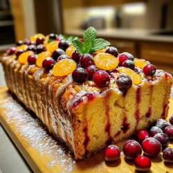To make the perfect cranberry orange loaf, you need these simple ingredients: - 2 cups all-purpose flour - 1 cup granulated sugar - 1 tablespoon baking powder - ½ teaspoon baking soda - ½ teaspoon salt - 1 cup fresh cranberries, halved - 1 orange, zested and juiced - ½ cup unsalted butter, melted - 2 large eggs - 1 teaspoon vanilla extract - ½ cup Greek yogurt or sour cream Each ingredient plays a key role. The flour gives structure, while the sugar adds sweetness. Baking powder and baking soda help the loaf rise. Salt balances the flavors, and cranberries add a tart punch. The orange zest and juice bring bright, fresh flavor. Butter adds richness, and eggs bind everything together. Finally, Greek yogurt or sour cream adds moisture and tang. These ingredients are easy to find. You can get them at any grocery store. Using fresh cranberries and a good orange makes a big difference. Enjoy the process! Cooking with quality ingredients always pays off in flavor. - Preheat your oven to 350°F (175°C). - Grease and line a 9x5-inch loaf pan with parchment paper. Start by setting your oven. This ensures your loaf bakes evenly. Greasing and lining the pan helps the loaf come out easily. - Combine 2 cups all-purpose flour. - Add 1 cup granulated sugar. - Mix in 1 tablespoon baking powder. - Add ½ teaspoon baking soda. - Stir in ½ teaspoon salt. In a large bowl, mix all the dry ingredients together. Whisk until everything blends well. This step adds great flavor to your loaf. - Whisk ½ cup melted butter. - Add 2 large eggs. - Mix in 1 teaspoon vanilla extract. - Zest and juice 1 orange. In another bowl, combine your wet ingredients. Whisk them until smooth. The orange zest and juice add a fresh taste that makes the loaf special. - Pour the wet mix into the dry mix. - Stir gently until just combined. - Fold in 1 cup halved fresh cranberries. Carefully mix the wet and dry ingredients. Overmixing can make the loaf tough. Gently fold in the cranberries, ensuring they are spread throughout the batter. - Pour the batter into the pan and smooth the top. - Bake for 50-60 minutes. Once the batter is in the pan, smooth the top with a spatula. Bake until a toothpick comes out clean. This step is key for a perfect loaf. - Allow to cool in the pan for 10 minutes before transferring. After baking, let the loaf cool in the pan. This helps it set and makes it easier to remove. After 10 minutes, transfer it to a wire rack to cool completely. To get the best texture, avoid overmixing the batter. When you mix too much, the loaf can turn dense. Just stir until the dry and wet ingredients blend. It’s okay to see some lumps. Also, ensure your oven is at the right temperature. An oven that’s too hot can burn the outside while leaving the inside raw. Use an oven thermometer to check if needed. Once your loaf cools, you can make it look special. Drizzle a simple icing made of powdered sugar and orange juice on top. This adds sweetness and a nice shine. For a colorful touch, garnish the loaf with whole cranberries and fresh mint. This makes it pop on any table. Having the right tools makes baking easier. Use a sturdy mixing bowl and a whisk for blending. A rubber spatula helps fold ingredients without overmixing. I recommend a 9x5-inch loaf pan for the best results. It helps the loaf bake evenly and gives you a nice shape. If you line it with parchment paper, removing the loaf is a breeze. {{image_2}} You can easily swap Greek yogurt for sour cream. This change gives a nice tang and keeps the loaf moist. If you want a healthier option, try using honey or maple syrup instead of granulated sugar. Both add sweetness without refined sugar. Want to make your loaf even more exciting? Add some nuts or chocolate chips to the batter. Walnuts or pecans give a nice crunch. If you're a chocolate lover, dark chocolate chips will melt in and add richness. You can also play with spices. Try adding cinnamon for warmth or nutmeg for a cozy flavor. Just a pinch can change the whole taste! This loaf can fit any holiday. You can switch the orange for lemon or lime for a fresh twist. Adding festive ingredients like dried fruits or nuts can make it special. Think of cranberries with ginger or even festive spices like allspice. These changes make your cranberry orange loaf perfect for holiday gatherings! To keep your cranberry orange loaf fresh, store it at room temperature. Use an airtight container to avoid drying out. If you plan to eat it within a few days, this method works well. For longer storage, wrap the loaf tightly in plastic wrap. Then, place it in a freezer bag. This keeps it safe from freezer burn. If you choose to refrigerate, use a container that seals well. This will help keep moisture in and flavors intact. However, the fridge can dry out the loaf faster than room temperature. When stored correctly, your cranberry orange loaf lasts about 4 to 5 days at room temperature. In the fridge, it can last up to a week. If you freeze it, expect it to stay good for about 3 months. Look for signs of spoilage. If the loaf feels hard or dry, it may be past its prime. Mold is also a clear sign to toss it. Trust your senses; if it smells off, it's best to throw it away. When it’s time to enjoy your loaf again, reheating is easy. Place slices in a toaster oven for about 5 minutes. This method warms the loaf while keeping it moist. You can also wrap slices in foil and use a regular oven at 350°F for about 10 minutes. Avoid using a microwave, as it can make the loaf rubbery. Enjoy your perfectly warmed cranberry orange loaf! You can use dried cranberries instead of fresh ones. They add a sweet flavor. If you want to try other fruits, go for blueberries or chopped apples. These fruits work well and keep the loaf tasty. Yes, you can make this loaf gluten-free. Use almond flour or coconut flour instead of all-purpose flour. You can also try a gluten-free flour blend. These options give you a great loaf without gluten. Serve this loaf with butter or cream cheese for a rich taste. A drizzle of honey also works well. For drinks, pair it with tea or coffee. These pairings make a lovely snack or breakfast. You can make a vegan version easily. Replace eggs with flaxseed meal mixed with water. Use coconut oil instead of butter. For yogurt, try a plant-based yogurt. These swaps keep the loaf moist and delicious. This blog post guides you through making a delicious cranberry orange loaf. We covered ingredients, step-by-step instructions, and tips for perfecting the texture. You also learned about variations, storage, and helpful FAQs. Seeing how easy it is to bake this loaf, you can impress friends and family. Enjoy your baking journey and feel free to explore your own twist on the recipe!