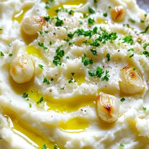 - 1 large head cauliflower, cut into florets - 1 whole bulb of garlic - 1 tablespoon olive oil - ½ cup grated Parmesan cheese - ½ cup unsweetened almond milk (or any milk of choice) - 2 tablespoons unsalted butter - Salt and pepper to taste - Fresh parsley, chopped (for garnish) You can tweak this recipe to match your taste. Here are some ideas: - Use different types of cheese like cheddar or feta. - Add a splash of lemon juice for brightness. - Mix in some cooked bacon for a savory kick. - Try fresh herbs like thyme or rosemary for more flavor. This dish is not only tasty but also healthy. Here’s what you gain per serving: - Calories: About 150 - Protein: 5 grams - Carbohydrates: 10 grams - Fiber: 3 grams - Fat: 10 grams Roasted Garlic Parmesan Mashed Cauliflower is a great choice for a side dish. It gives you the comfort of mashed potatoes but is lighter and full of flavor. You can enjoy it guilt-free! Start by preheating your oven to 400°F (200°C). Take a whole bulb of garlic and slice the top off. This exposes the cloves inside. Drizzle it with olive oil. Wrap the bulb in aluminum foil. Place it in the oven and roast for 30-35 minutes. You want the cloves to be soft and golden. Let it cool slightly after roasting. While the garlic roasts, bring a large pot of salted water to a boil. Add the cauliflower florets to the pot. Cook them for about 10-12 minutes. You want them to be fork-tender. Once cooked, drain the cauliflower and set it aside. Now, take the cooled garlic bulb and squeeze the soft cloves into a large mixing bowl. Add the drained cauliflower to this bowl. Use a potato masher or an immersion blender to mix them together. Aim for a smooth and creamy texture. Next, mix in the grated Parmesan cheese, almond milk, and butter. Stir until everything is well combined and creamy. Adjust the consistency by adding more almond milk if needed. Finally, season with salt and pepper to taste. Serve this warm and garnish with chopped fresh parsley for a lovely touch. To get smooth mashed cauliflower, cook the florets until they are fork-tender. This usually takes about 10-12 minutes. Drain the cauliflower well to remove excess water. For the creamiest result, use an immersion blender or potato masher. Blend until you reach your desired texture. If it feels too thick, add a splash of almond milk for creaminess. Roasted garlic adds a deep, rich flavor. Don’t skip this step! You can also mix in different cheeses, like cheddar or cream cheese, for a unique twist. A pinch of nutmeg can elevate the taste. Fresh herbs, like thyme or chives, also brighten the dish. Season with salt and pepper to enhance all the flavors. One common mistake is not draining the cauliflower fully. Excess water makes the mash watery. Another error is over-blending, which can lead to a gummy texture. Always taste and adjust seasoning as you go. Finally, don’t skip the garnish! Fresh parsley adds color and freshness to your final dish. {{image_2}} You can make this dish dairy-free easily. Replace the Parmesan cheese with a dairy-free cheese. Use a nut milk, like almond or cashew, instead of regular milk. You can also use a vegan butter for a perfect swap. This way, you keep the creamy texture while being dairy-free. To make your mashed cauliflower even more exciting, add herbs or spices. Fresh chives or thyme can add great flavor. If you want a kick, sprinkle in some chili flakes. Garlic powder can boost that garlic taste. Mix in your favorite herbs to make it your own. You can also try other veggies if you like. Turnips or parsnips work well for a twist. Sweet potatoes can give a lovely sweetness. Just make sure to cook them until they are soft. Mash them the same way as the cauliflower for a new favorite dish. After enjoying your Roasted Garlic Parmesan Mashed Cauliflower, let it cool. Transfer the leftovers to an airtight container. This keeps moisture in and prevents the dish from drying out. Store the container in the fridge. It will stay fresh for about three to four days. When you're ready to enjoy the leftovers, take them out of the fridge. You can reheat the mashed cauliflower in a few ways. The microwave is the quickest method. Place the cauliflower in a microwave-safe bowl. Heat it on medium power for one to two minutes. Stir halfway through to ensure even warming. You can also reheat it on the stovetop. Pour it into a small pot over low heat, stirring often. Add a splash of almond milk to help regain creaminess. If you want to keep the mashed cauliflower longer, freezing is a great option. Use a freezer-safe container or a resealable bag. Make sure to remove as much air as possible. Label the bag with the date. It can last in the freezer for up to two months. When you're ready to eat, thaw it in the fridge overnight. Reheat as noted above to enjoy its delicious taste again. Yes, you can use frozen cauliflower. Just cook it according to package directions. Frozen cauliflower can be soft, so watch the cooking time. Drain it well before mashing. This can help keep your dish smooth and creamy. To make this recipe vegan, replace the butter with vegan butter. Use nutritional yeast instead of Parmesan cheese for a cheesy flavor. Substitute almond milk with a plant-based milk of your choice. This keeps the taste rich and satisfying without dairy. Roasted Garlic Parmesan Mashed Cauliflower pairs well with many dishes. Serve it alongside grilled chicken or steak for a hearty meal. It also works great with roasted vegetables or a fresh salad. You can even enjoy it as a base for a savory mushroom stew. In this blog post, we explored the key ingredients for mashed cauliflower, the step-by-step instructions for preparation, and various tips for getting it just right. I shared options for customization and storage tips to keep your dish fresh. Remember, mixing flavors and textures can elevate your mashed cauliflower. Follow the advice shared here to avoid common mistakes and enjoy this healthy side dish. Now you're ready to create a tasty and versatile meal that everyone will love.