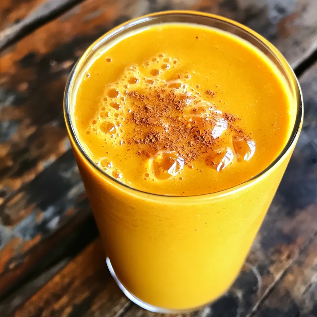 To make a tasty pumpkin spice protein smoothie, you need a few key ingredients: - 1 cup unsweetened almond milk - ½ cup canned pumpkin puree - 1 ripe banana - 1 scoop vanilla protein powder - 1 teaspoon pumpkin pie spice - ½ teaspoon vanilla extract - ¼ cup Greek yogurt These main ingredients create a creamy texture and a rich flavor. The almond milk provides a smooth base. Canned pumpkin adds nutrition and a lovely orange color. The ripe banana sweetens the mix naturally. You can add a few optional items to make your smoothie special: - 1 tablespoon maple syrup (for extra sweetness) - Ice cubes (for a cold, refreshing drink) If you like sweeter smoothies, the maple syrup is a great choice. Ice cubes will chill the drink and give it a frosty feel. Let’s break down the health perks of these ingredients: - Almond milk: Low in calories and a good source of vitamin E. - Pumpkin puree: High in fiber and packed with vitamins A and C. - Banana: Great for potassium and natural sweetness. - Vanilla protein powder: Helps build and repair muscles. - Pumpkin pie spice: Adds flavor and may boost your metabolism. - Greek yogurt: Full of protein and good for gut health. Each ingredient plays a role in making this smoothie not just tasty but also nutritious. Enjoy the rich flavors and health benefits all in one glass! To make the pumpkin spice protein smoothie, start by gathering your ingredients. You need: - 1 cup unsweetened almond milk - ½ cup canned pumpkin puree - 1 ripe banana - 1 scoop vanilla protein powder - 1 teaspoon pumpkin pie spice - 1 tablespoon maple syrup (optional) - ½ teaspoon vanilla extract - ¼ cup Greek yogurt - Ice cubes (optional) Now, take a blender and add the almond milk first. This helps the other ingredients blend smoothly. Next, add the canned pumpkin puree and ripe banana. Then, spoon in the Greek yogurt. This gives your smoothie a nice creamy texture. Next, sprinkle in the vanilla protein powder and pumpkin pie spice. If you like it sweeter, pour in the maple syrup and add the vanilla extract. Blend on high speed until everything is smooth and creamy. If you want it cold, toss in some ice cubes and blend again. To get the right consistency, consider the following tips: - Start with less almond milk. You can always add more if needed. - If your smoothie is too thick, add a splash more milk. - For a thicker smoothie, use more Greek yogurt or less milk. You can customize your smoothie based on what you like. If you want more spice, add a little extra pumpkin pie spice. If you prefer more sweetness, add more maple syrup. Just taste the smoothie as you blend. Adjust until it’s just right for you! To make a great smoothie, start with your liquid base. Use almond milk, as it adds creaminess. Next, layer in your pumpkin puree and banana. They create a rich, smooth texture. Add your Greek yogurt for protein and thickness. Blend on high speed. This helps mix all ingredients well. If you want it chilled, toss in ice cubes before blending. Blend until everything is smooth and creamy. You can boost your smoothie’s nutrition easily. Add a handful of spinach for extra vitamins. Chia seeds are another great choice. They add fiber and omega-3s. Try replacing some almond milk with Greek yogurt. This will up your protein content. If you need more sweetness, use honey instead of maple syrup. Just a small amount can make a big difference. Watch out for using too much liquid. This can make your smoothie too thin. Also, skip the overripe fruits. They can alter the taste. Don’t forget to measure your spices. Too much pumpkin pie spice can overpower the other flavors. Lastly, avoid blending too long. This can heat your smoothie and change its texture. Keep it simple, and enjoy your tasty treat! {{image_2}} You can easily make this smoothie vegan. Swap the Greek yogurt for a plant-based yogurt. Use a vegan protein powder too. Almond milk is already dairy-free, so you’re all set there. If you want, try coconut yogurt. It adds a nice creaminess and flavor. Want to spice it up? Add a pinch of nutmeg or cinnamon for more warmth. A scoop of almond butter can add a nutty taste. You can also toss in some spinach. It’s a great way to sneak in greens without changing the flavor much. If you don’t have protein powder, no worries! You can replace it with chia seeds or hemp seeds. These options boost protein and add healthy fats. Silken tofu is another great choice. It makes the smoothie creamy and packs a protein punch. If you have leftover smoothie, store it in an airtight container. Glass jars work well. Seal it tight to keep air out. This helps the smoothie stay fresh. You can keep it in the fridge for up to 24 hours. Shake it well before drinking. The ingredients may separate a bit. Freezing smoothie ingredients is smart and easy. Prepare your ingredients in advance. Use small containers or freezer bags. Measure out the almond milk, pumpkin puree, banana, and yogurt. You can freeze them in portions. When you want a smoothie, just blend the frozen mix with fresh almond milk. This makes for a quick and tasty treat. If you have a smoothie you don't want to drink, don't waste it. Use it in different ways. Pour it over oatmeal for a tasty breakfast. You can add it to pancakes for extra flavor. You can even freeze it into popsicles for a fun snack. There are many ways to enjoy your smoothie! Yes, you can use fresh pumpkin. Start by cooking the pumpkin until soft. Then, scoop it out and mash it. Use about half a cup of fresh pumpkin in your smoothie. It adds a nice, fresh flavor. However, canned pumpkin is easier and quicker. To make this smoothie dairy-free, you can skip the Greek yogurt. Use more almond milk instead. You can also add a dairy-free yogurt. Look for one made from almond or coconut. Both options keep it creamy and tasty. You can add many flavors to your smoothie! Try a pinch of nutmeg for warmth. Add a handful of spinach for extra nutrients. You can also mix in some peanut butter for protein. Each ingredient can change the taste and make it even better! You now know how to make a delicious pumpkin spice protein smoothie. We discussed key ingredients and their benefits. I shared step-by-step blending tips for the right mix. Remember to customize flavors and avoid common mistakes. You can also explore variations with vegan options and freezer methods for storage. This smoothie can boost your nutrition and taste great. Enjoy making it your own!