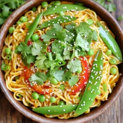 - 8 oz (226g) rice noodles - 3 tablespoons sweet chili sauce - 2 tablespoons soy sauce - 1 tablespoon sesame oil Rice noodles form the base of this dish. They soak up the flavors well. Sweet chili sauce adds a nice kick and sweetness. Soy sauce gives it that rich, umami taste. Sesame oil brings a nutty flavor that ties everything together. - 4 cloves garlic, minced - 1 teaspoon ginger, minced - 1 red bell pepper, sliced thin Garlic and ginger are the stars here. They add a fresh, zesty taste. The red bell pepper not only adds color but also a crunchy texture. These ingredients create a delightful mix of flavors. - 1 cup snap peas - 2 green onions, chopped - 1 tablespoon sesame seeds, for garnish - Fresh cilantro, for garnish Snap peas add a pop of sweetness and crunch. Green onions lend a fresh bite. Sesame seeds provide a nice crunch and visual appeal. Fresh cilantro adds brightness and aroma to finish the dish beautifully. This dish combines simple yet bold flavors to create a meal that is quick and satisfying. Start by boiling a pot of salted water. Use enough water to cover the noodles. Once it boils, add 8 oz of rice noodles. Cook them based on the package instructions. This usually takes about 4 to 5 minutes. After cooking, drain the noodles. Rinse them under cold water to stop the cooking. Set the noodles aside for later. In a small bowl, mix together three tablespoons of sweet chili sauce, two tablespoons of soy sauce, and one tablespoon of sesame oil. Stir well to combine all the flavors. Set this sauce aside for later use. Heat a drizzle of sesame oil in a large skillet or wok over medium heat. Once the oil is hot, add four cloves of minced garlic and one teaspoon of minced ginger. Sauté these for about 30 seconds until they smell great. Next, toss in one sliced red bell pepper and one cup of snap peas. Cook this for 2 to 3 minutes until they soften but still stay crunchy. Now, add the cooked rice noodles to the skillet along with the prepared sauce. Gently toss everything together using tongs or a fork. Make sure the noodles get well coated in the sauce. Keep cooking for another 2 to 3 minutes until everything is hot. Taste the noodles and adjust the flavors. Add salt and pepper to your liking. If you want more sweetness, add a bit more sweet chili sauce. When you are happy with the taste, toss in two chopped green onions. Serve hot, garnished with one tablespoon of sesame seeds and some fresh cilantro. Enjoy your tasty meal! To cook rice noodles just right, follow these steps: - Avoiding overcooking: Boil a pot of salted water. Add the noodles and check them often. They cook fast, usually in about 5 minutes. You want them firm, not mushy. - Rinsing tips: Once done, drain the noodles right away. Rinse them under cold water. This stops the cooking and helps them stay separate. You can change the sauce to fit your taste: - Adjusting sweetness: If you like it sweeter, add more sweet chili sauce. For less sweetness, cut back on the sauce. - Adding spice: Want some heat? Add red pepper flakes or a dash of sriracha to the mix. This gives it a nice kick! Pair your noodles for a complete meal: - Pairing with proteins: Chicken, shrimp, or tofu go great with these noodles. Just cook them first and toss them in. - Creative serving ideas: Serve your noodles in bowls and top with sesame seeds and fresh cilantro. You can even add lime wedges for a zesty touch! {{image_2}} You can easily add protein to your Minute Sweet Chili Garlic Noodles. Chicken, shrimp, or tofu all work great. - Chicken: Use diced chicken breast. Cook it in the skillet before adding the veggies. Cook until it’s no longer pink. - Shrimp: Add peeled shrimp after sautéing the garlic. Cook until they turn pink, then add veggies. - Tofu: Use firm tofu. Cut it into cubes and brown it in the skillet before the garlic. Adding protein makes the dish filling and satisfying. You can mix in other veggies to add flavor and color. Here are some great choices: - Carrots: Slice them thin for a nice crunch. - Broccoli: Cut into small florets and steam them lightly. - Spinach: Toss in fresh spinach at the end for a pop of green. Feel free to get creative! Use what you have on hand for a unique twist. If you need gluten-free noodles, options are easy to find. Look for rice noodles, which are naturally gluten-free. - Zucchini Noodles: Spiralize zucchini for a fun, veggie twist. - Shirataki Noodles: These are made from konjac yam and are very low in calories. These alternatives ensure everyone can enjoy this tasty dish without gluten. To store leftover Sweet Chili Garlic Noodles, first let them cool to room temperature. This step helps prevent steam from building up in the container, which can make the noodles soggy. Once cooled, place them in an airtight container. You can keep them in the fridge for 3 to 4 days. When you're ready to eat, just remember to check for any signs of spoilage before reheating. Reheating the noodles correctly keeps them tasty. The best method is to use a skillet. Heat a small splash of water or oil in the skillet over medium heat. Add the noodles and stir frequently until they are hot. This method helps keep the noodles from sticking together. You can also use the microwave, but be sure to cover the bowl with a lid or a damp paper towel. Heat in short intervals, stirring in between, until warmed through. If you want to freeze the dish, allow it to cool completely first. Then, pack the noodles tightly in a freezer-safe container or a zip-top bag. Remove as much air as possible to prevent freezer burn. The noodles can be stored in the freezer for up to 2 months. When ready to enjoy, thaw the noodles in the fridge overnight before reheating. This will help maintain their texture and flavor. Sweet chili garlic noodles last about 3 to 5 days in the fridge. Make sure to store them in an airtight container. This keeps them fresh and tasty. You can easily reheat them when you're ready to eat. Yes, you can use other types of noodles. Some good options are spaghetti, udon, or even egg noodles. Just cook them according to their package directions. Each noodle brings a unique flavor and texture to the dish, so feel free to experiment! Yes, this recipe is vegetarian. To make it vegan, ensure that the sweet chili sauce and soy sauce do not contain any animal products. Most brands are vegan, but it’s always good to check the label. You can serve sweet chili garlic noodles with lots of side dishes. Try a fresh salad or steamed broccoli for a crunchy addition. Grilled chicken, shrimp, or tofu also pair well, adding protein to your meal. Don’t forget about spring rolls or dumplings for a fun twist! This blog post covers how to make sweet chili garlic noodles using rice noodles, sauces, and fresh veggies. We walked through step-by-step instructions, from cooking the noodles to garnishing them. I shared tips for perfecting your dish, suggested variations, and gave storage ideas for leftovers. With these simple steps, you can create a delicious meal that suits your tastes. Enjoy making this dish your own with different proteins and veggies! It’s a fun and tasty way to impress your family or friends.