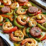 - 1 pound large shrimp, peeled and deveined - 1 pound smoked sausage, sliced - 1 red bell pepper, chopped - 1 green bell pepper, chopped - 1 yellow onion, sliced - 2 cups cherry tomatoes, halved For this sheet-pan meal, I love using large shrimp. They cook fast and soak up the flavor well. Smoked sausage adds a nice, rich taste. You can pick chicken or turkey sausage for a lighter meal. Bell peppers bring color and crunch. I use red, green, and yellow to keep it vibrant. Cherry tomatoes burst with juice and sweetness when baked. - 3 tablespoons olive oil - 2 tablespoons Cajun seasoning - 1 teaspoon paprika - ½ teaspoon cayenne pepper Olive oil helps the shrimp and sausage brown nicely. Cajun seasoning gives this dish its bold flavor. I often add paprika for depth. If you enjoy spice, cayenne pepper adds a kick. You can adjust this to meet your taste. - Fresh parsley, chopped Fresh parsley adds a pop of color and freshness. It makes the dish look appealing and bright. A sprinkle right before serving brings it all together. - First, preheat your oven to 400°F (200°C). This makes sure your meal cooks evenly. - Next, line a large baking sheet with parchment paper. This helps with easy cleanup later. - In a big bowl, combine 1 pound of shrimp and 1 pound of sliced sausage. I like using chicken or turkey sausage for a healthier choice. - Now, add chopped red and green bell peppers, sliced onion, halved cherry tomatoes, and minced garlic to the bowl. These veggies add color and flavor. - Drizzle 3 tablespoons of olive oil over everything. Then, sprinkle 2 tablespoons of Cajun seasoning, 1 teaspoon of paprika, and ½ teaspoon of cayenne pepper. Adjust the cayenne for your spice level. Add salt and pepper to taste. Toss everything until well coated. - Spread the shrimp and sausage mixture evenly on the lined baking sheet in a single layer. This ensures even cooking. - Bake in the preheated oven for 15 to 20 minutes. Keep an eye on it. The shrimp should turn pink and opaque, and the sausage should be heated through. Stir the mixture halfway through cooking for the best results. To get the best flavor, adjust the spice levels. If you like it hot, add more cayenne pepper. If you prefer it mild, skip the cayenne. Use about 2 tablespoons of Cajun seasoning for a good kick. I often add extra garlic for a rich taste. For the best seasoning blend, mix your spices well. Ensure each piece of shrimp and sausage is coated. This ensures every bite is full of flavor. Remember, fresh spices work best. Check the expiration date for your spices before cooking. To know if your shrimp are done, look for a pink color. They should also curl slightly. If they turn gray or feel rubbery, they are overcooked. Aim for 15-20 minutes of baking time. Stir halfway for even cooking. Common cooking mistakes to avoid include cooking shrimp at too high a temperature. This can make them tough. Never overcrowd the baking sheet. This can lead to steaming instead of roasting. For easy cleanup, line your baking sheet with parchment paper. It helps with sticking and makes washing easier. After cooking, let the pan soak in warm water for a few minutes. This will loosen any stuck bits. You can prepare some ingredients in advance. Chop the veggies and sausage a day before. Store them in the fridge. This saves time when you're ready to cook. {{image_2}} For a twist, you can swap shrimp for chicken. Use boneless, skinless chicken thighs for juiciness. Cut them into bite-sized pieces before adding them to the pan. Turkey sausage is also a great choice. It brings the same smoky flavor but with less fat. If you want a meat-free option, consider using tofu or tempeh. Both absorb flavors well and add protein. Just marinate them in the Cajun seasoning for extra zest. Get creative with your veggie choices! Seasonal vegetables work well here. Think zucchini, squash, or asparagus. They add nice colors and flavors. You can also add corn for sweetness and crunch. It pairs nicely with the Cajun spices. For a fun twist, try adding pineapple chunks. They will bring a sweet contrast to the dish. If you want to make your own Cajun seasoning, it’s easy! Combine paprika, garlic powder, onion powder, and dried oregano. Add cayenne pepper for heat. Adjust the spices to fit your taste. For store-bought options, look for brands that are low in sodium. Many grocery stores carry Cajun blends. Just check the label for quality ingredients. This way, you can enjoy great flavor without any hassle. Store leftovers in an airtight container. This keeps the dish fresh. Ensure it cools to room temperature first. Use within three days for best taste. If you want to keep it longer, consider freezing it. To freeze properly, place the dish in a freezer-safe container. Make sure to leave some space for expansion. You can freeze it for up to three months. When ready to eat, thaw it in the fridge overnight. Reheat in the oven at 350°F (175°C) until warm. In the fridge, the dish lasts about three days. Look for signs of spoilage: off smells, discoloration, or slimy texture. If you notice any of these, it’s best to throw it away. Enjoy your Cajun shrimp and sausage bake while it’s fresh! Yes, you can use frozen shrimp. Just make sure to thaw them first. Place the shrimp in a bowl of cold water for about 15-20 minutes. This method works well and keeps the shrimp fresh. You can also thaw shrimp overnight in the fridge. Avoid using hot water as it can cook the shrimp. Once thawed, pat them dry before adding them to your dish. This helps them stay juicy during cooking. The recipe has some spice, but you can adjust it. Cajun seasoning adds flavor, while cayenne pepper brings heat. If you prefer a milder dish, start with less cayenne. You can add more later if you want more heat. Always taste your dish as you cook. This way, you can get the spice just right for your taste buds. For a milder option, consider using smoked sausage with less spice. This dish pairs nicely with many sides. Here are some great ideas: - Rice: White or brown rice soaks up the flavors. - Salad: A fresh green salad adds crunch. - Cornbread: Sweet cornbread complements the spices well. - Vegetables: Steamed or roasted veggies brighten the plate. Feel free to mix and match! Enjoy your meal with a side that makes you smile. This blog post covers a flavorful dish with shrimp and sausage. We explored the key ingredients, including shrimp, sausage, peppers, and spices. I shared step-by-step instructions for preparation and baking, plus handy tips for perfect flavor and cooking. You learned about variations, from protein choices to vegetable options. Lastly, we discussed storage tips to keep your dish fresh. Try these strategies for a tasty meal and enjoy cooking!