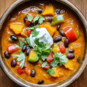 To make this spicy pumpkin chili, gather these main ingredients: - 1 can (15 oz) pumpkin puree - 1 can (15 oz) black beans, rinsed and drained - 1 can (15 oz) kidney beans, rinsed and drained - 1 can (14.5 oz) diced tomatoes with green chilies - 1 medium onion, diced - 3 cloves garlic, minced - 1 bell pepper (any color), chopped - 2 tablespoons chili powder - 1 teaspoon cumin - 1 teaspoon smoked paprika - 1/2 teaspoon cayenne pepper (adjust to taste) - Salt and pepper to taste - 2 cups vegetable broth - 1 tablespoon olive oil These ingredients mix together to create a warm and hearty meal. The pumpkin puree adds a creamy texture, while the beans provide protein. The spices deliver a flavor kick that keeps you coming back for more. For extra flavor and texture, consider these toppings: - Fresh cilantro, for garnish - Sour cream or Greek yogurt, for serving Adding a dollop of sour cream or Greek yogurt cools down the heat. Fresh cilantro adds a burst of color and freshness. You can even try avocado or tortilla chips for a fun twist. This chili is naturally vegan and can easily be gluten-free. To ensure it's gluten-free, check the labels on your canned ingredients. Most canned beans and tomatoes are safe. For a heartier meal, you can add extra vegetables like zucchini or carrots. This way, everyone can enjoy a warm bowl of spicy pumpkin chili! Start by gathering all your ingredients. This makes cooking easy and fun. In a skillet, heat 1 tablespoon of olive oil over medium heat. Add the diced onion and bell pepper. Sauté them for about 5 minutes until soft. Next, add 3 minced garlic cloves and cook for 1 more minute. This step adds great flavor! Once done, transfer this mixture to your slow cooker. Now, it’s time to add the rest of your ingredients. In the slow cooker, combine the following: - 1 can (15 oz) pumpkin puree - 1 can (15 oz) black beans, rinsed and drained - 1 can (15 oz) kidney beans, rinsed and drained - 1 can (14.5 oz) diced tomatoes with green chilies - 2 cups vegetable broth - 2 tablespoons chili powder - 1 teaspoon cumin - 1 teaspoon smoked paprika - 1/2 teaspoon cayenne pepper (adjust to taste) - Salt and pepper to taste Stir everything together until well mixed. Cover the slow cooker. Set it to low for 6 to 8 hours or high for 3 to 4 hours. The longer you cook, the better the flavors blend. When the cooking time is up, taste your chili. Adjust seasoning with more salt, pepper, or cayenne if you like it spicier. Once it’s just right, serve it hot. Garnish with fresh cilantro and a dollop of sour cream or Greek yogurt if you want. Enjoy your flavorful bowl of spicy pumpkin chili! To boost the taste of your chili, use fresh herbs. Adding fresh cilantro at the end gives a bright note. You can also use a squeeze of lime or lemon juice. This adds a nice zing. For an extra depth, try adding a splash of balsamic vinegar. This simple trick brightens the whole dish. Adjust the heat to match your taste. To make it spicier, add more cayenne pepper. You can also include diced jalapeños for a fresh kick. If you prefer a milder chili, cut the cayenne in half. Consider using sweet bell peppers instead of spicy ones. This keeps the flavor without too much heat. For the best results, sauté your onions and peppers first. This step adds more flavor. Make sure to stir your ingredients well in the slow cooker. This ensures even cooking. Always taste before serving. You can adjust the spices if needed. Cover your slow cooker tightly to keep moisture in. This helps your chili become thick and rich over time. {{image_2}} You can boost your chili's taste by adding more veggies. Try sweet corn, zucchini, or carrots. These options add texture and flavor. You can also use seasonal veggies for a fresh twist. Just chop them up and toss them in your slow cooker. Remember, the more color, the better! If you want meat in your chili, ground turkey or beef works well. Brown the meat in a skillet before adding it to the slow cooker. This adds a deeper flavor. You can also use shredded chicken for a lighter option. Just make sure to adjust the cooking time to ensure the meat is fully cooked. Beans add protein and heartiness to the dish. You can mix and match different beans. For example, use pinto beans or chickpeas along with the black and kidney beans. Each type brings its own flavor and texture. Rinse and drain them well before adding to the chili. This keeps your dish fresh and tasty. To keep your chili fresh, let it cool first. Use an airtight container to store it. Make sure to leave some space at the top for expansion. This way, it stays tasty and safe. You can freeze your chili, too! Use a freezer-safe container or bag. Remove as much air as possible before sealing. Label the container with the date. Your chili will stay good for about three months in the freezer. When you're ready to enjoy it, thaw the chili overnight in the fridge. Reheat it on the stove over medium heat. Stir it often until it's hot. You can also microwave it in a bowl, but cover it to avoid splatters. Enjoy your warm, spicy treat! Yes, you can use fresh pumpkin. Just cook and mash it first. Fresh pumpkin adds a nice texture. It can also boost the flavor. Cut the pumpkin into small pieces and roast or boil until soft. Then mash it well. This method makes your chili more flavorful. This chili lasts for about five days in the fridge. Store it in an airtight container. This helps keep the chili fresh and tasty. You can enjoy it for lunch or dinner later in the week. Just make sure to reheat it thoroughly before serving. Yes, you can make it on the stovetop. Start by sautéing the veggies as in the slow cooker steps. Then, add all the ingredients to the pot. Bring it to a boil, then reduce the heat. Let it simmer for about 30 to 45 minutes. Stir often to prevent sticking. Serve your chili with crusty bread or cornbread. These pair well and soak up the flavors. You can also top it with sour cream or Greek yogurt. Fresh cilantro adds a nice touch too. For a complete meal, consider a simple salad on the side. This chili recipe blends tasty pumpkin with spices for a unique dish. We explored key ingredients and optional toppings to suit your taste. I offered tips for flavor and adjustments for heat. You can use many vegetables and beans or add meats for variety. For storage, I highlighted safe methods for leftovers and freezing. This chili is easy to adapt, and you’ll love how it warms the soul. Enjoy the fun of cooking, and make it your own!