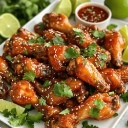 To make Air Fryer Honey Sriracha Wings, gather these items: - 2 lbs chicken wings - ¼ cup honey - 3 tablespoons Sriracha sauce - 2 tablespoons soy sauce (or coconut aminos for a gluten-free option) - 1 teaspoon garlic powder - 1 teaspoon onion powder - Salt and pepper to taste - Sesame seeds for garnish - Fresh cilantro for garnish (optional) You will need a few key tools for this recipe: - Air fryer - Large mixing bowl - Measuring cups and spoons - Tongs or a spatula - Meat thermometer These tools help ensure your wings turn out crispy and flavorful. If you want to change up the flavors or make it fit your diet, consider these swaps: - Use different hot sauces instead of Sriracha for a unique kick. - You can swap honey for maple syrup for a vegan option. - Coconut aminos can replace soy sauce for a gluten-free version. - For a milder taste, reduce the amount of Sriracha. These substitutions can make the dish your own while keeping it tasty! Start by washing the chicken wings. Pat them dry with paper towels. This step helps the wings get crispy later. Next, place them in a large mixing bowl. Make sure they have enough room to move around. This makes mixing easier. In the same bowl, add honey, Sriracha sauce, soy sauce, garlic powder, onion powder, salt, and pepper. Mix these well until combined. You want all the wings to be coated. Toss the wings in the marinade, ensuring every piece gets flavor. Let them sit for at least 30 minutes. If you have time, marinate them overnight. This deepens the flavor. Preheat your air fryer to 400°F (200°C) for about 5 minutes. Once hot, place the marinated wings in the air fryer basket. Lay them in a single layer. If your air fryer is small, cook in batches. Air fry them for 25-30 minutes. Flip the wings halfway for even cooking. Check the internal temperature. It should reach 165°F (74°C). When done, remove the wings and toss them in any leftover marinade. Garnish with sesame seeds and cilantro if you like. Serve them hot. To get crispy wings, start by drying them well. Pat them with paper towels. This step helps remove moisture. Moisture makes wings soggy, not crispy. Next, toss the wings in the marinade. Make sure every wing is coated. This adds flavor and helps with crispiness. Place the wings in the air fryer in a single layer. Don’t overcrowd them. This ensures good air flow. Flip the wings halfway through cooking. This helps them cook evenly and get crispy on all sides. For extra flavor, try adding spices to the marinade. Smoked paprika gives a nice smoky taste. You can also add a splash of lime juice. This adds brightness to the dish. Want more heat? Add more Sriracha or some crushed red pepper flakes. You can also sprinkle garlic powder and onion powder for more depth. Experiment with these options to find your perfect balance. Marinating is key to great flavor. I recommend marinating the wings for at least 30 minutes. If you have time, marinate them overnight. This allows the wings to soak in all the tasty goodness. Store them in the fridge while marinating. This keeps them fresh. Longer marinating times mean more flavor, so don’t rush this step! {{image_2}} You can change the sauce for different flavors. Try a BBQ sauce for a smoky taste. Or you can use teriyaki sauce for a sweet twist. If you want a tangy touch, a lemon garlic sauce works well too. Mix and match based on your taste. Each sauce gives wings a new life. Do you like it hot? Add more Sriracha to the marinade. For a milder flavor, reduce the Sriracha amount. You can also mix in some honey for extra sweetness. Another option is adding chili flakes for heat. Test different levels to find your perfect wing spice. Chicken wings are great, but you can switch things up. Try chicken drumsticks or thighs for a change. If you prefer something lighter, use turkey wings. You can also use tofu for a vegetarian option. Adjust cooking times for each protein type to ensure they cook well. After enjoying your Air Fryer Honey Sriracha Wings, you might have some left. To store them, let the wings cool down to room temperature first. Then, place them in an airtight container. They will stay fresh in the fridge for 3 to 4 days. Make sure to keep any extra marinade in a separate container. This helps keep the wings moist and flavorful when you reheat them. When you're ready to enjoy your wings again, reheating is key. The best way is to use the air fryer. Preheat the air fryer to 350°F (175°C) and cook the wings for about 5 to 7 minutes. This will help restore their crispiness. Alternatively, you can use an oven. Place the wings on a baking sheet and heat at 350°F (175°C) for around 10 to 15 minutes. If you're in a hurry, the microwave works too, but it may make the wings a bit soggy. If you want to save your wings for later, freezing is a great option. Let the wings cool completely, then place them in a freezer bag or airtight container. Be sure to remove as much air as possible to avoid freezer burn. They can stay frozen for up to 3 months. To enjoy them later, thaw the wings in the fridge overnight before reheating. Yes, you can use frozen chicken wings. Just keep in mind that you will need to adjust the cooking time. Frozen wings may take about 5 to 10 minutes longer than fresh wings. Make sure the wings reach an internal temperature of 165°F (74°C) for safety. Thawing them overnight in the fridge gives better results. If you are in a hurry, you can also use the microwave to defrost them. To make your wings spicier, add more Sriracha sauce to the marinade. You can also mix in some red pepper flakes or cayenne pepper for extra heat. Taste the marinade before adding the wings. This way, you can find the right spice level for your taste. If you like a tangy kick, add a splash of lime juice. Serve the wings hot on a platter. You can garnish them with sesame seeds and fresh cilantro for a nice touch. Offer extra Sriracha on the side for dipping. A few lime wedges add a fresh flavor. Pair these wings with crunchy veggies or a refreshing salad for a complete meal. You learned how to make tasty Air Fryer chicken wings. We covered the right ingredients, essential tools, and great substitutions. I shared easy-to-follow steps for prepping, marinating, and cooking wings. You also picked up tips for crispy results and flavor boosts. Don't forget the fun variations to keep things exciting. Lastly, I showed you how to store and reheat leftovers for later. Now, you’re ready to impress everyone with your cooking skills!