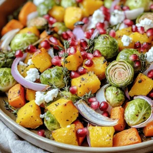 This dish shines with a mix of fall veggies. You will need: - 2 cups butternut squash, diced - 2 cups Brussels sprouts, halved - 2 cups carrots, sliced - 1 red onion, cut into wedges - 1 cup baby kale These vegetables bring color and flavor to your plate. The butternut squash gives sweetness. Brussels sprouts add a nice crunch. Carrots provide earthiness, while red onion adds zest. The baby kale will wilt just right when you mix it in at the end. To make your veggies pop, you need the right seasonings. Use: - 3 tablespoons olive oil - 2 teaspoons dried thyme - 2 teaspoons smoked paprika - Salt and pepper to taste - 1/4 cup pomegranate seeds (for garnish) - 1/4 cup feta cheese, crumbled (optional) The olive oil helps the veggies roast well. Thyme and smoked paprika add depth and warmth. Salt and pepper enhance every flavor. The pomegranate seeds give a lovely burst of sweetness and color. Feta cheese, if you choose to add it, brings creaminess. I recommend using olive oil for this recipe. It works well with all the flavors. You can also try avocado oil for a different taste. Both oils will help your veggies roast perfectly. Just remember, a good oil makes a big difference in taste! Start by washing all the vegetables. Clean the butternut squash, Brussels sprouts, carrots, and red onion. Cut the squash into small cubes. Halve the Brussels sprouts. Slice the carrots into thin rounds. Cut the red onion into wedges. Make sure all pieces are about the same size. This helps them cook evenly. In a large bowl, add the diced butternut squash, halved Brussels sprouts, sliced carrots, and onion wedges. Pour in three tablespoons of olive oil. Then, sprinkle on two teaspoons of dried thyme and two teaspoons of smoked paprika. Add salt and pepper to taste. Mix everything well with your hands or a spoon. You want each piece to be coated with oil and spices. Preheat your oven to 425°F (220°C). Spread the veggie mix in a single layer on a baking sheet lined with parchment paper. Make sure there is space between the veggies. This helps them roast better. Place the baking sheet in the oven. Roast for 25 to 30 minutes. Stir the veggies halfway through to ensure even cooking. When the veggies are golden brown and tender, take them out. Add one cup of baby kale and fold it in gently. The heat will wilt the kale. Plate the veggies and top with pomegranate seeds and feta cheese if you like. Enjoy your colorful and tasty dish! To get the best flavor, cut your veggies into even sizes. This helps them cook at the same rate. Use a large baking sheet. This gives the veggies room to roast without steaming. Always preheat your oven to 425°F (220°C). A hot oven gives that nice, crispy texture. Stir the veggies halfway through cooking. This helps them brown evenly. Add a splash of balsamic vinegar for a sweet touch. You can mix in garlic for extra aroma. Fresh herbs like rosemary or sage can boost the flavor. If you like heat, sprinkle some red pepper flakes. For a sweet contrast, pomegranate seeds add a nice pop. If you enjoy cheese, crumbled feta brings creaminess to the dish. Serve the veggies in a shallow bowl for a nice look. You can arrange them by color for a vibrant display. Drizzle a little olive oil on top for shine. A sprinkle of extra salt just before serving adds flavor. Garnish with fresh pomegranate seeds for a festive touch. This will make your dish eye-catching and tasty. {{image_2}} You can swap out the butternut squash for sweet potatoes. They add a nice sweetness. If you don’t like Brussels sprouts, try green beans or broccoli. Carrots can be replaced with parsnips for a different taste. A yellow onion works well if you can’t find red onions. This dish is easy to make vegan. Just skip the feta cheese, and you’re set. For gluten-free, this recipe is already safe. You won’t need to change any ingredients. If you want to add protein, try chickpeas or lentils. They mix well with the veggies and add fiber. For a meaty option, add diced chicken or turkey. You can also sprinkle some nuts or seeds for crunch. A splash of balsamic vinegar can bring extra flavor to the mix. To store leftovers, let the veggies cool first. Place them in an airtight container. Keep them in the fridge for up to four days. Make sure to label the container with the date. This helps you remember when you made them. To reheat, use an oven for best results. Preheat it to 350°F (175°C). Spread the veggies on a baking sheet. Heat for about 10 to 15 minutes. Stir them halfway through for even heating. You can also use a microwave. Heat in short bursts until warm. Add a little olive oil for extra flavor. You can freeze the veggie medley too. First, let it cool completely. Then, pack it in freezer-safe bags. Remove as much air as possible. This helps prevent freezer burn. Store in the freezer for up to three months. When you're ready to eat, thaw in the fridge overnight. Then, reheat as mentioned above. Enjoy your tasty medley later! Roast the veggies for 25-30 minutes. Check them halfway through. Stirring helps them cook evenly. Look for a golden brown color and tender texture. This timing works best at 425°F. Yes, you can use different vegetables. Try sweet potatoes, peppers, or zucchini. Just cut them into similar sizes. Make sure they have about the same cooking time. This way, they all cook evenly and taste great. This veggie medley goes well with many dishes. You can serve it with grilled chicken or fish. It also pairs nicely with quinoa or rice. Consider adding it to a salad for extra flavor. A nice crusty bread on the side is also a good choice. This blog post covered how to make a delicious sheet pan fall veggie medley. We talked about choosing fresh vegetables and the right seasonings. You learned the steps to prep, season, and roast the veggies perfectly. I shared tips for great flavor and stunning presentation. I also included variations for dietary needs and how to store leftovers. Roasting veggies can be easy and fun. Enjoy your cooking and experimenting with these ideas!