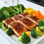To make Teriyaki Salmon Sheet Pan with Broccoli, gather these fresh items: - 4 salmon fillets - 2 cups broccoli florets - 1 bell pepper, sliced (red or yellow) - 1 medium carrot, julienned - ¼ cup soy sauce (low sodium) - 2 tablespoons honey - 2 tablespoons sesame oil - 1 tablespoon rice vinegar - 2 garlic cloves, minced - 1 teaspoon ginger, grated - 1 tablespoon sesame seeds (for garnish) - Salt and pepper to taste - Cooked rice or quinoa (for serving, optional) These ingredients combine to create a dish full of flavor and nutrition. When you choose fresh salmon, look for bright color and a firm texture. The vegetables add crunch and color. Each component works together to make your meal both tasty and healthy. The teriyaki marinade gives a sweet and savory touch. You can adjust the flavors to suit your taste, making this recipe fun and flexible. Enjoy cooking! First, set your oven to 400°F (200°C). This temperature helps cook the salmon and veggies just right. It also makes sure everything bakes evenly. Preheating is key for great results. Next, grab a small mixing bowl. Add ¼ cup of low-sodium soy sauce. Then, mix in 2 tablespoons of honey for sweetness. Pour in 2 tablespoons of sesame oil to give it a rich flavor. Now, add 1 tablespoon of rice vinegar for a little tang. Don't forget 2 minced garlic cloves and 1 teaspoon of grated ginger for a burst of taste. Whisk everything together until smooth. This marinade adds a tasty glaze to the salmon. Now, take a large sheet pan and line it with parchment paper. Place 4 salmon fillets on one side of the pan. Season each fillet with salt and pepper. Then, brush them with the teriyaki marinade. On the other side, arrange 2 cups of broccoli florets, 1 sliced bell pepper, and 1 medium julienned carrot. Drizzle a bit of sesame oil over the veggies and season with salt and pepper. Pour any leftover marinade over the vegetables. This step helps everything soak up the flavors. Slide the sheet pan into your preheated oven. Bake for about 15-20 minutes. You’ll know it’s done when the salmon flakes easily and the veggies are tender but crisp. The salmon should look glossy and caramelized. Once it's ready, take the pan out of the oven. Let it cool for a few minutes. Sprinkle 1 tablespoon of sesame seeds over the salmon and veggies for a nice touch. Serve your teriyaki salmon and vegetables warm over cooked rice or quinoa if you like. When picking salmon, look for bright, shiny skin. The flesh should be firm and moist. Fresh salmon smells like the sea, not fishy. Wild-caught salmon often tastes better than farmed. Varieties like sockeye or king have rich flavors. If you can, buy salmon from a trusted source. Always check the sell-by date to ensure freshness. The teriyaki marinade is key to this dish. Use low-sodium soy sauce for a balanced taste. Honey adds sweetness, while sesame oil gives a nutty flavor. Rice vinegar adds a tangy kick. For depth, don't skip the garlic and ginger. Mix all ingredients well. Let the salmon marinate for at least 15 minutes for the best flavor. To keep your vegetables crisp, don't overcook them. Arrange them on the sheet pan in a single layer. This helps them cook evenly. Drizzle a little sesame oil on top for extra flavor. Season with salt and pepper, but don’t drown them. Bake until they are bright in color and tender but still crunchy. Serve the teriyaki salmon over warm rice or quinoa. This adds a nice base and absorbs the sauce. Top with fresh herbs like cilantro or green onions for color. A sprinkle of sesame seeds adds a lovely crunch. You can also add lime wedges for a zesty twist. Enjoy your meal with a side salad for balance. {{image_2}} You can change up the veggies in this dish. Use snap peas for a crisp bite. Carrots add color and sweetness. Zucchini slices cook fast and soak up flavor. Cauliflower florets are a great option too. Each veggie brings its own taste and texture. Feel free to mix and match based on what you love. Not a fan of teriyaki? Try a honey mustard glaze. Mix honey, mustard, and a splash of vinegar for a tangy kick. You can also use a simple lemon and herb mix. This brings a fresh taste that pairs well with salmon. Barbecue sauce can add a smoky flavor. Choose a sauce that excites your taste buds. Baking is easy, but you can grill the salmon too. This adds a nice char and smoky flavor. Cooking it in a skillet works well for a quick meal. Just sear the salmon on medium heat. If you have a steamer, use it for tender salmon. Each method gives a unique taste to your dish. Experiment to find your favorite way! After enjoying your teriyaki salmon, let any leftovers cool down. Place the salmon and veggies in an airtight container. This keeps them fresh longer. You can store them in the fridge for up to three days. Make sure to cover them well to keep out air. To reheat your salmon, you can use the oven or a microwave. If using the oven, set it to 350°F (175°C). Place the salmon and veggies on a baking sheet. Heat for about 10 minutes or until warmed through. If you prefer the microwave, heat in short bursts, about 30 seconds at a time. Check often to avoid overcooking. You can freeze leftover teriyaki salmon for later. Wrap each fillet tightly in plastic wrap. Then, place them in a freezer-safe bag or container. This keeps the salmon fresh for up to three months. When you are ready to eat, thaw it in the fridge overnight and reheat as mentioned above. You can serve teriyaki salmon with cooked rice or quinoa. Both options soak up the sauce well. You can also add a side of fresh salad for a crunchy feel. Sliced cucumbers with a bit of vinegar make a nice touch. Adding a fruit salad can bring sweetness to your meal. Yes, you can prep the salmon and vegetables ahead of time. Marinate the salmon and chop the veggies. Store them in the fridge for up to a day. When you are ready, just bake them. This saves time and makes dinner easy. The salmon is done when it flakes easily with a fork. It should look glossy and have a nice caramelized color on top. For safety, the internal temperature should reach 145°F (63°C). Use a food thermometer for the best results. To make this recipe gluten-free, use tamari instead of soy sauce. Tamari is a great substitute that tastes similar. Check the labels on honey and other sauces to ensure they are gluten-free too. This way, you can enjoy teriyaki salmon without worry. This blog post explains how to make teriyaki salmon, covering ingredients and steps. I provided tips for choosing salmon and using fresh vegetables. You can also explore variations and smart storage tips. In the end, cooking teriyaki salmon is simple and fun. Enjoying this tasty meal can impress your family and friends. Experiment with flavors and ingredients to make it your own. Enjoy your cooking adventure!