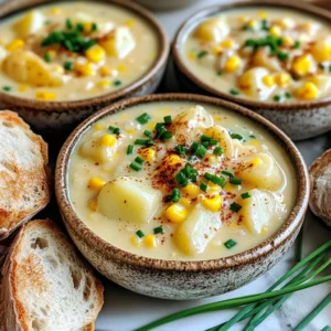 - 4 large russet potatoes, peeled and diced - 2 cups frozen sweet corn - 1 medium onion, chopped - 3 cloves garlic, minced - 1 teaspoon dried thyme - 1 teaspoon smoked paprika - 4 cups vegetable broth - 1 cup heavy cream or coconut cream - Salt and pepper to taste - 2 tablespoons butter or olive oil - Fresh chives or parsley for garnish Gather these simple yet flavorful ingredients to make your chowder shine. The russet potatoes create a creamy base, while the sweet corn adds a pop of flavor. Onions and garlic bring depth, and the thyme and smoked paprika add warmth to every bite. You can choose heavy cream for richness or coconut cream for a light, dairy-free option. Don't forget your seasonings! Salt and pepper will help balance the flavors, while butter or olive oil adds a nice touch. Finally, fresh herbs like chives or parsley elevate your dish. Prepare these ingredients, and you are ready to cook! - Start by heating the butter or olive oil in a skillet over medium heat. - Add the chopped onion and minced garlic. Sauté until they are soft and smell great, about 3-4 minutes. - In your slow cooker, add the diced potatoes and frozen corn. - Next, mix in the sautéed onion and garlic, vegetable broth, dried thyme, smoked paprika, and a pinch of salt and pepper. Stir well to combine everything. - Cover the slow cooker and set it on low heat for 6-8 hours or high for 3-4 hours. The potatoes should be tender and easy to pierce with a fork. - After cooking, use a potato masher to gently mash some of the potatoes. This gives the chowder a creamier texture while keeping some chunks for bite. - Stir in the heavy cream or coconut cream until it is well mixed. - Taste and adjust the seasoning with more salt and pepper if needed. Let it cook for another 15-20 minutes on low to heat through. To get a creamy chowder, you should mash some of the potatoes. Use a potato masher after cooking. Mash until you see a smooth mix but leave some chunks for texture. This adds both creaminess and interest to your dish. Cooking time is key too. If you cook on low, let it go for 6 to 8 hours. For a quicker meal, set it on high for 3 to 4 hours. Just make sure the potatoes are tender. You can boost the flavor with extra spices. Try a pinch of cayenne for heat or a touch of cumin for warmth. Fresh herbs can make a big difference too. When serving, sprinkle chopped chives or parsley on top. They add a pop of color and fresh taste. Not all slow cookers are the same. Look for one with a good temperature range. Brands like Crock-Pot and Hamilton Beach work well for this chowder. Always check the seal on the lid. A tight seal helps keep the heat in. Also, be safe while using a slow cooker. Keep it on a flat surface and away from edges. If you need to lift it, use oven mitts. Enjoy your cooking! {{image_2}} You can make this chowder dairy-free by using coconut cream. It adds a rich taste without any dairy. For vegetarians, this recipe is already great. If you want a vegan option, just skip the butter and heavy cream. Use olive oil and coconut cream instead. This keeps the dish plant-based while still creamy. Feel free to use different types of potatoes. Yukon Gold or red potatoes work well and add flavor. You can also substitute other vegetables. Try carrots or bell peppers for more color and nutrients. Adding these swaps can change the taste and texture of the chowder. For a heartier chowder, add proteins like bacon or chicken. These will give the dish depth and flavor. You can also mix in fresh herbs. Rosemary and oregano are excellent choices. They bring out the natural sweetness of the corn and potatoes. Don’t be afraid to experiment with flavors! To store your chowder, use airtight containers. Glass or BPA-free plastic work best. Let the chowder cool before placing it in the fridge. This helps keep it fresh longer. You can freeze chowder for later use. First, let it cool completely. Then, pour it into freezer-safe containers. Leave some space at the top for expansion. It lasts about three months in the freezer. For thawing, move it to the fridge overnight before reheating. For reheating, use the stove or microwave. If using the stove, warm it over low heat. Stir often to avoid burning. If using a microwave, heat in short bursts, stirring in between. To restore creaminess, add a splash of cream or milk when reheating. How long does it take to cook Slow Cooker Potato Corn Chowder? Cooking this chowder takes about 6-8 hours on low or 3-4 hours on high. The longer cooking time helps the flavors blend well. It also makes the potatoes very soft and tasty. Can I add more vegetables to the chowder? Yes, you can add more vegetables! Carrots, celery, or bell peppers work great. Just chop them small, so they cook well and blend into the chowder. Can I use fresh corn instead of frozen? Fresh corn is a fantastic option! If you have fresh corn, cut it off the cob and use it. This will add a nice, sweet flavor to your chowder. What can I use instead of heavy cream? You can use coconut cream for a dairy-free option. It gives a nice creamy texture. Another choice is using milk or a nut milk for a lighter chowder. What to serve with Potato Corn Chowder? This chowder pairs well with crusty bread or a fresh salad. You can also serve it with biscuits for a cozy meal. Can I turn this chowder into a casserole? Yes, you can make a casserole! Just pour the chowder into a baking dish, top with cheese, and bake until golden. This gives a fun twist to your classic chowder. This chowder combines simple ingredients, like potatoes and sweet corn, with spices to create a warm dish. You learned how to prepare it step-by-step, ensuring a flavorful outcome. You can modify the recipe to fit dietary needs or personal tastes. Proper storage keeps leftovers fresh, and reheating tips restore creaminess. Overall, this recipe is perfect for cozy meals and gatherings. Enjoy making your own!