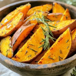 - 2 large sweet potatoes - 2 tablespoons olive oil - 1 teaspoon garlic powder - 1 teaspoon smoked paprika - ½ teaspoon salt - ½ teaspoon black pepper - 1 tablespoon fresh rosemary, chopped (optional) - 1 tablespoon honey or maple syrup (optional for sweetness) The key to crispy air fryer sweet potato wedges starts with the right ingredients. First, I choose 2 large sweet potatoes. They give a nice balance of sweetness and texture. Next, I use 2 tablespoons of olive oil. This oil helps the wedges crisp up nicely. Then, I add 1 teaspoon of garlic powder and 1 teaspoon of smoked paprika. These spices bring out great flavor. A pinch of salt (½ teaspoon) and black pepper (½ teaspoon) enhance the taste further. For an extra touch, I might add 1 tablespoon of fresh rosemary, chopped. It gives a lovely herb flavor. If you enjoy a bit of sweetness, consider adding 1 tablespoon of honey or maple syrup. It can elevate the dish even more. With these simple ingredients, you can create a dish that is both crispy and flavorful. First, set your air fryer to 400°F (200°C). This helps the sweet potatoes cook evenly. Preheat it for about 5 minutes. You want it hot and ready for the wedges. Next, wash and scrub 2 large sweet potatoes. This removes dirt and makes them clean. After that, cut each sweet potato into wedges. Aim for pieces about ½ inch thick. This size cooks well and gets crispy. In a large bowl, toss the sweet potato wedges with 2 tablespoons of olive oil. Add 1 teaspoon of garlic powder, 1 teaspoon of smoked paprika, ½ teaspoon of salt, and ½ teaspoon of black pepper. If you like, add 1 tablespoon of fresh rosemary, chopped. For a hint of sweetness, drizzle in 1 tablespoon of honey or maple syrup. Mix everything well until the wedges are coated. Place the sweet potato wedges in the air fryer basket. Make sure to lay them in a single layer. Do not crowd them. You may need to cook in batches. Cook for 15 to 20 minutes. Halfway through, give the basket a shake. This helps them cook evenly and get extra crispy. Once the wedges are golden brown and crispy, take them out of the air fryer. Let them cool slightly. Serve warm with your favorite dipping sauce. They also taste great on their own! To make your sweet potato wedges crispy, start by preheating your air fryer to 400°F (200°C) for about 5 minutes. This step helps get that nice crunch. Cut the sweet potatoes into wedges, about ½ inch thick. Thinner wedges cook faster and get crispier. When you cook, make sure to place the wedges in a single layer in the basket. If you overcrowd them, they won’t crisp up well. Shake the basket halfway through cooking, about 10 minutes in. This helps them cook evenly. Cook for 15-20 minutes total, until they are golden brown. To boost the flavor of your sweet potato wedges, try adding extra spices. You can mix in a pinch of cayenne pepper for heat or a sprinkle of cinnamon for warmth. Fresh herbs like thyme or oregano work well too. If you want a smoky taste, smoked paprika is perfect. You can also drizzle honey or maple syrup for a touch of sweetness. Experiment with these flavors to find your favorite mix! Dipping sauces can elevate your sweet potato wedges. Here are some tasty ideas: - Sour Cream: A classic choice that adds creaminess. - Ranch Dressing: This tangy sauce pairs nicely with the sweet flavor. - Chipotle Mayo: For a spicy kick, mix mayo with chipotle sauce. - Honey Mustard: A sweet and tangy option that complements the wedges well. Feel free to mix and match these sauces. They can add a whole new layer of flavor to your delicious wedges! {{image_2}} You can change the flavor of your sweet potato wedges easily. Here are some spice blends to try: - Cajun Seasoning: Adds a kick with herbs and spices. - Italian Herbs: Mix dried oregano, basil, and thyme for a fresh taste. - Cinnamon and Nutmeg: These spices give a warm, sweet flavor. Each blend can make your wedges unique and exciting. You can add sweetness or savory flavors to your wedges. Here are some ideas: - Sweet Options: Drizzle honey or maple syrup for a sweet touch. You can also sprinkle brown sugar on top. - Savory Options: Add grated Parmesan cheese or a sprinkle of chili powder for heat. These options let you play with different flavors and make every batch special. If you don’t have an air fryer, you can still enjoy sweet potato wedges. Here are some other cooking methods: - Oven Baking: Preheat your oven to 425°F (220°C). Spread wedges on a baking sheet and cook for 25-30 minutes. Flip halfway for even cooking. - Roasting: Use a cast-iron skillet. Preheat it, then add the wedges. Cook on medium heat until crispy, turning often. These methods give you tasty wedges even without an air fryer. To keep your leftover sweet potato wedges fresh, place them in an airtight container. Refrigerate them within two hours of cooking. They last up to three days in the fridge. Make sure to separate layers with parchment paper if you stack them. This helps prevent sogginess. To reheat your wedges and keep them crispy, use the air fryer again. Preheat it to 350°F (175°C). Place the wedges in a single layer. Heat for about 5 to 7 minutes. Shake the basket halfway through. This method keeps them crunchy and warm. You can also use an oven for reheating. If you want to freeze sweet potato wedges, first let them cool completely. Spread them in a single layer on a baking sheet. Freeze them for about one hour. Once frozen, transfer them to a freezer bag. Remove as much air as possible. They can last up to three months in the freezer. To thaw, place them in the fridge overnight before reheating. To make sweet potato wedges crispy, start by cutting them into even pieces, about ½ inch thick. This helps them cook evenly. Toss the wedges in olive oil and spices for flavor. A key tip is to not overcrowd the air fryer basket. Leave some space between the wedges. This allows hot air to flow and crisp them up. Shake the basket halfway through cooking to ensure all sides get nice and crispy. Yes, you can use other potatoes! Regular potatoes like russets or Yukon golds work well. They have a similar texture and will still taste great. Just keep in mind that cooking times may vary. You might need to adjust the time based on the type of potato you use. Experiment with different varieties for fun flavors. Sweet potato wedges can last about 3 to 5 days in the fridge. Store them in an airtight container to keep them fresh. If they start to lose their crispness, you can reheat them in the air fryer. This helps restore their texture. Just heat them for a few minutes until they warm up and crisp up again. Many tasty sauces go well with sweet potato wedges. Here are some popular options: - Ketchup - Honey mustard - Ranch dressing - Sriracha mayo - Chipotle aioli Try different sauces to find your favorite! These dips add extra flavor and make your meal even more enjoyable. Sweet potato wedges are easy and fun to make. You need simple ingredients and a few steps. First, prepare the sweet potatoes and mix in spices. Then, cook them in the air fryer for crispy goodness. You can add your favorite dips or sauces too. In short, this dish is versatile and delicious. You can change up flavors and try new spices. Enjoy these tasty wedges any time, knowing they are good for you. Happy cooking!