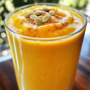 - 1/2 cup canned pumpkin puree - 1 frozen banana - 1 cup unsweetened almond milk - 1 scoop vanilla or pumpkin spice protein powder - 1/2 teaspoon ground cinnamon - 1/4 teaspoon ground nutmeg - 1/4 teaspoon ground ginger - 1 teaspoon maple syrup for sweetness - 1 tablespoon chia seeds - Ice cubes for thickness Using canned pumpkin puree makes this smoothie easy and quick. It gives a rich, creamy texture. The frozen banana adds natural sweetness and makes it cold. Unsweetened almond milk serves as a great base. For flavor, I always add protein powder. You can choose vanilla or pumpkin spice. Ground spices like cinnamon, nutmeg, and ginger give that warm, cozy taste. You can adjust these spices based on your own taste. If you like it sweeter, add maple syrup. Chia seeds add a healthy boost and texture. They also help keep you full. Ice cubes are a fun option if you want a thicker drink. With these ingredients, you can whip up a tasty and healthy drink in just minutes! First, grab your blender. Add 1/2 cup of canned pumpkin puree. Next, toss in one frozen banana. Pour in 1 cup of unsweetened almond milk. Then, add 1 scoop of your favorite protein powder. Finally, sprinkle in your spices: 1/2 teaspoon of ground cinnamon, 1/4 teaspoon of ground nutmeg, and 1/4 teaspoon of ground ginger. Don’t forget 1 tablespoon of chia seeds for extra nutrition. Now, blend everything on high. You want it to be smooth and creamy. If you like a thicker drink, toss in some ice cubes and blend again. This makes it super refreshing! After blending, taste your smoothie. If it needs more sweetness, add a teaspoon of maple syrup. Pour it into your favorite glass or bowl. For a fun touch, garnish with a sprinkle of cinnamon or some pumpkin seeds on top. Enjoy your drink! To make a great pumpkin pie protein smoothie, start with the right pumpkin puree. Look for pure pumpkin, not pumpkin pie filling. Pure pumpkin has no added sugar or spices. Check labels when shopping. For protein powder, I recommend vanilla or pumpkin spice. Both flavors blend well with pumpkin. If you prefer plant-based options, choose a pea or rice protein. These options add protein without extra sugar. Getting the right texture is key. Start by blending the pumpkin puree, frozen banana, and almond milk. Blend on high until smooth. If you want it thicker, add ice cubes. Blend again until you reach your desired thickness. Frozen fruits help create a creamy texture. They chill the smoothie and make it refreshing. Always keep some frozen bananas on hand for this reason. To make your smoothie shine, add more spices. A pinch of extra cinnamon or nutmeg can enhance the flavor. For sweetness, you might consider more maple syrup if you like it sweeter. Garnishing can also boost presentation. A sprinkle of cinnamon or a few pumpkin seeds on top adds color and texture. It makes the smoothie look even more appetizing. {{image_2}} You can switch up the milk in this smoothie. Almond milk works great, but you can try oat or coconut milk too. Each milk brings a new flavor. Oat milk adds a creamy touch. Coconut milk gives a tropical vibe. Choose what you like best! Want to mix things up? Add other fruits like apples or pears. These fruits pair well with pumpkin. They bring sweetness and freshness. You can also change the spices. If you like more heat, add extra ginger. If you prefer a sweeter taste, add more cinnamon or nutmeg. Adjust the spices to match your taste! For an extra protein kick, try adding nut butter or Greek yogurt. Almond or peanut butter can enhance the flavor. They also make the smoothie richer. Greek yogurt adds creaminess and protein. Both options will keep you full longer. Feel free to experiment with different boosts! You can store leftover pumpkin pie protein smoothie in the fridge. Use an airtight container. This keeps it fresh for up to 24 hours. After that, the taste and texture may change. If you want to save your smoothie longer, freeze it. Pour it into ice cube trays or freezer bags. This makes it easy to use later. When you want a smoothie, take it out. Blend the frozen cubes with a little almond milk until smooth. Enjoy your pumpkin pie protein smoothie as a meal or snack. It works great for breakfast. You can also have it after a workout. For a fun twist, top it with pumpkin seeds or extra cinnamon. Yes, you can use fresh pumpkin. First, cook the pumpkin until soft. Then, blend it until smooth. Fresh pumpkin gives a great taste, but it takes more time. This smoothie has about 300 calories. The exact amount can change based on your choices. Using sweeteners or different milk can change the count. Absolutely! This smoothie is great for recovery. It has protein from the powder and chia seeds. The carbs from the banana and pumpkin help refuel your energy. You can make this smoothie ahead of time. Store it in the fridge for up to 24 hours. Just give it a good shake or stir before drinking. You can use avocado instead of banana. It adds creaminess without the carbs. Another option is unsweetened applesauce for a different taste. You now know how to make a delicious pumpkin pie protein smoothie. We discussed the main ingredients, flavor enhancers, and optional add-ins that elevate your drink. I shared tips for blending and adjusting flavors to suit your taste. You also learned about storage and serving suggestions. Incorporate variations to keep it fresh. This smoothie is not only tasty but also nutritious. Enjoy it as a meal or snack, knowing you can easily customize it to fit your needs. Start blending today for a healthy treat!