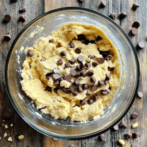 To make Cottage Cheese Chocolate Chip Cookie Dough, gather these simple ingredients: - 1 cup cottage cheese, drained - 1/2 cup brown sugar - 1/4 cup granulated sugar - 1/3 cup unsalted butter, softened - 1 teaspoon vanilla extract - 1 cup all-purpose flour - 1/2 teaspoon baking soda - 1/4 teaspoon salt - 1 cup chocolate chips - Optional: 1/2 cup chopped nuts (walnuts or pecans) Cottage cheese is a great choice for this dough. It adds protein and calcium. Protein helps your body grow and repair. Calcium is vital for strong bones. Cottage cheese is low in fat, which makes it a smart pick for a treat. It also keeps the dough moist and rich in flavor. Plus, it gives a unique twist to the classic cookie dough. You can get creative with this dough. If you want a crunch, add chopped nuts like walnuts or pecans. If you don’t have cottage cheese, Greek yogurt works well too. You can swap out white sugar for coconut sugar for a richer taste. Use gluten-free flour if you need a gluten-free option. Get fun with flavors! Start by gathering your ingredients. You need cottage cheese, sugars, butter, and vanilla. In a mixing bowl, combine the drained cottage cheese, brown sugar, granulated sugar, softened butter, and vanilla extract. Beat these together until smooth and creamy. This step is key to a rich flavor. In another bowl, whisk together the all-purpose flour, baking soda, and salt. This mix gives your cookies structure. Gradually add the dry mix to the wet mix. Stir until just combined. Avoid overmixing to keep cookies soft and chewy. Finally, fold in the chocolate chips and any nuts if you want extra crunch. Cover the bowl with plastic wrap and chill the dough for about 30 minutes. This step firms it up, making it easier to scoop. Once chilled, you can enjoy the dough raw or bake it. To bake, preheat your oven to 350°F (175°C). Drop tablespoons of dough onto a lined baking sheet. Bake for 10-12 minutes until lightly golden at the edges. Let them cool a bit before moving them to a wire rack. Enjoy your Cottage Cheese Chocolate Chip Cookie Dough! To get soft and chewy cookies, start with room-temperature butter. Mix the butter well with sugars until creamy. This creates air pockets that help cookies rise. Use cottage cheese to keep the dough moist. Don't overmix when adding flour. This keeps the cookies light and fluffy. One big mistake is using too much flour. Always measure flour correctly. Scoop it lightly into the measuring cup and level it off. Another mistake is not chilling the dough. Chilling helps the dough firm up, which stops cookies from spreading too much. Lastly, avoid baking them too long. Watch for light golden edges. You can change this cookie recipe to fit your taste. Try adding spices like cinnamon or nutmeg for warmth. Swap chocolate chips for white chocolate or butterscotch chips for a fun twist. For extra crunch, add nuts like walnuts or pecans. You can even mix in dried fruits like cranberries or raisins for a chewy surprise. {{image_2}} You can make your cookie dough more fun by adding mix-ins. Here are some great ideas: - Chopped nuts: Walnuts or pecans add a nice crunch. - Dried fruit: Raisins or cranberries give a sweet twist. - Peanut butter chips: This adds rich flavor and creaminess. - Coconut flakes: These add a chewy texture and tropical taste. These additions can change the taste and texture, making each batch unique. If you want a healthier cookie dough, you can swap some ingredients. Consider these options: - Sugar substitutes: Use stevia or monk fruit sweetener. - Whole wheat flour: This adds more fiber than all-purpose flour. - Greek yogurt: You can replace some cottage cheese for extra protein. These swaps help make your cookie dough lighter while still tasty. For a vegan or dairy-free version, you'll need to change a few ingredients. Try these ideas: - Cottage cheese substitute: Use silken tofu or cashew cream. - Butter alternative: Coconut oil or vegan butter works well. - Egg replacement: Use a flaxseed or chia seed mixture if needed. These changes let you enjoy cookie dough without dairy while keeping it delicious. To keep your cottage cheese chocolate chip cookie dough fresh, place it in an airtight container. You can also cover the bowl tightly with plastic wrap. This helps keep moisture in and prevents your dough from drying out. Make sure to store it in the fridge if you plan to use it within a few days. If you want to save some dough for later, freezing is a great option. Scoop the dough into small balls and place them on a baking sheet. Freeze them until solid, then transfer the balls to a freezer bag. This helps prevent them from sticking together. When you're ready to bake, simply take out the dough and let it thaw in the fridge for a few hours. Bake them straight from the fridge for the best results. Baked cookies can last in an airtight container at room temperature for about a week. If you want them to stay fresh longer, store them in the fridge. For even longer storage, you can freeze the baked cookies too. Just wrap them tightly in plastic wrap or foil. When you're ready to enjoy them, thaw them at room temperature. This way, you can have your delicious cookies whenever you crave them! Yes, you can eat the cookie dough raw. The cottage cheese makes it safe. It adds creaminess and protein. Just remember that it may not taste like traditional dough. To make the cookies softer, use more butter. Try adding an extra tablespoon. You can also reduce the baking time. Bake until just golden at the edges. You can use Greek yogurt instead of cottage cheese. It gives similar creaminess and protein. Cream cheese is another option, but it will change the taste slightly. These cookies are lower in calories than traditional cookies. Cottage cheese adds protein without too many calories. Each cookie has a good balance of taste and nutrition. Store leftover cookie dough in an airtight container. You can keep it in the fridge for up to a week. If you want to save it longer, freeze it for up to three months. Just thaw before use. This blog covered the ingredients, steps, and tips for making cookie dough with cottage cheese. You learned about nutrition and how to customize flavors. We discussed storage and common mistakes too. Now you have the tools to bake perfect cookies. Experiment with the tips given. Enjoy the process and share your results! Happy baking!