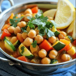 To make this Moroccan chickpea stew, you need a few key items: - 2 cups canned chickpeas, drained and rinsed - 1 large onion, diced - 2 cloves garlic, minced - 1 can (14 oz) diced tomatoes, with juices - 1 medium zucchini, diced - 1 cup carrots, sliced - 1 red bell pepper, diced - 2 cups vegetable broth - 2 tablespoons olive oil - 2 teaspoons ground cumin - 1 teaspoon ground coriander - 1 teaspoon ground cinnamon - 1 teaspoon turmeric - ½ teaspoon cayenne pepper (adjust to taste) - Salt and pepper to taste - Fresh cilantro or parsley, for garnish - Lemon wedges, for serving For added taste, consider these optional ingredients: - 1 cup spinach or kale, for extra greens - 1 cup sweet potato, diced, for sweetness - 1 tablespoon fresh ginger, grated, for warmth - ¼ cup raisins or dried apricots, for sweetness - A dash of smoked paprika, for smokiness You can swap several ingredients based on what you have: - Use dried chickpeas instead of canned; just soak and cook them first. - Swap vegetable broth with chicken broth for more flavor. - Replace zucchini with eggplant for a different texture. - Use any bell pepper color you prefer. - If you're out of cayenne, try red pepper flakes for spice. Start by gathering all your ingredients. You need: - 2 cups canned chickpeas, drained and rinsed - 1 large onion, diced - 2 cloves garlic, minced - 1 can (14 oz) diced tomatoes, with juices - 1 medium zucchini, diced - 1 cup carrots, sliced - 1 red bell pepper, diced - 2 cups vegetable broth - 2 tablespoons olive oil - 2 teaspoons ground cumin - 1 teaspoon ground coriander - 1 teaspoon ground cinnamon - 1 teaspoon turmeric - ½ teaspoon cayenne pepper (adjust to taste) - Salt and pepper to taste - Fresh cilantro or parsley, for garnish - Lemon wedges, for serving Once you have everything, chop your veggies into small pieces. This helps them cook evenly. In a skillet, heat the olive oil over medium heat. Add the diced onion and sauté it until soft, about 5 minutes. Next, stir in the minced garlic and cook for one more minute. This step adds a rich aroma. Transfer this mixture to your slow cooker. Now, add the chickpeas, diced tomatoes, zucchini, carrots, and red bell pepper to the slow cooker. Pour in the vegetable broth. Add all the spices: cumin, coriander, cinnamon, turmeric, and cayenne pepper. Stir well to combine. Season with salt and pepper to your taste. Cover the slow cooker and set it to cook on low for 6-8 hours or on high for 3-4 hours. The goal is to make the vegetables tender and let the flavors blend. When the cooking time is done, taste the stew. Adjust the seasoning if needed. Serve it hot, garnished with fresh cilantro or parsley. Add lemon wedges on the side for a zesty finish. This adds a bright note to your rich stew! To boost the flavor of your stew, try these tips: - Fresh Herbs: Add fresh cilantro or parsley at the end. This brightens the dish. - Citrus Zest: Grate lemon zest into the stew. It adds a nice kick. - Adjust Spices: Taste the stew before serving. Add more cayenne if you like heat. - Umami Boost: Stir in a tablespoon of soy sauce or miso for depth. These simple changes make a big difference! Every slow cooker cooks differently. Here are my tips: - Low Setting: Cook for 6-8 hours. This gives the best flavor and texture. - High Setting: If short on time, cook for 3-4 hours. The stew will still be good. - Check Early: If you use a new slow cooker, check the stew an hour early. Some models cook faster. Adjust based on your cooker to ensure perfect results. Pair this stew with easy sides to complete your meal: - Couscous: Fluffy couscous soaks up the stew's sauce well. - Rice: Serve over brown or white rice for a hearty dish. - Flatbread: Offer warm flatbread for dipping and scooping. - Salad: A fresh salad adds crunch and brightness. These pairings make your meal even more delightful! {{image_2}} If you want to add protein, you can easily do so. Chicken or turkey works well. Just add bite-sized pieces to the slow cooker. You can also use tofu for a plant-based option. Cook it until it’s hot and tender. These options will make the stew heartier and more filling. This stew is already vegetarian. To make it vegan, ensure you use vegetable broth. You can also add more veggies, like spinach or kale. This adds nutrients and color to the dish. Both versions taste great and are healthy too. You can change ingredients based on the season. In spring, use fresh peas or asparagus. In fall, add sweet potatoes or butternut squash. Using seasonal veggies keeps the stew fresh and exciting. It also helps you enjoy what’s local and in season. Store your leftover Moroccan chickpea stew in an airtight container. Let it cool first. Once cooled, place it in the fridge. It stays fresh for several days. If you want to keep it longer, you can freeze it. To reheat the stew, use a pot on the stove. Heat it over medium heat until warm. Stir often to prevent sticking. You can also use the microwave. Heat in short bursts and stir in between. The stew lasts up to five days in the fridge. If you freeze it, it can last up to three months. Make sure to label your containers with the date. This way, you know when to use them! Yes, you can freeze this stew. Let it cool first. Then, place it in a freezer-safe container. It keeps well for up to three months. When ready to eat, thaw it in the fridge overnight. Reheat it on the stove or in the microwave. To add heat, increase the cayenne pepper. Start with an extra ¼ teaspoon. You can also add sliced jalapeños for more spice. If you want a deeper heat, try smoked paprika. Remember to taste as you go to find your perfect level of heat. This stew pairs well with warm bread like pita or crusty rolls. You can also serve it over fluffy couscous or rice for a filling meal. A fresh salad with lemon dressing adds a nice crunch. For a complete meal, offer yogurt or a dollop of sour cream on the side. We explored the key ingredients, cooking steps, and tips for your Slow Cooker Moroccan Chickpea Stew. You can use essential and optional items for the best flavor. Adjust cooking times based on your slow cooker. We also discussed how to store leftovers and answered common questions. Embrace your creativity with variations like adding protein or seasonal swaps. Your stew will shine and warm any table. Enjoy discovering new flavors and impressing everyone with your skills!