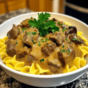 For a tasty beef stroganoff, you'll need: - 1.5 pounds beef chuck roast, cut into bite-sized pieces - 1 onion, finely chopped - 3 cloves garlic, minced - 8 ounces mushrooms, sliced - 2 cups beef broth - 1 tablespoon Worcestershire sauce - 1 teaspoon dried thyme - Salt and pepper to taste - 1 cup sour cream These ingredients create a rich and hearty dish. The beef chuck roast gives a tender texture. The onion and garlic add a sweet flavor, while mushrooms bring an earthy taste. Worcestershire sauce adds depth, and thyme gives a hint of freshness. For the egg noodles, gather: - 12 ounces egg noodles Egg noodles cook quickly and soak up the rich sauce well. They provide a soft base for the beef stroganoff and create a cozy meal. If you want a thicker sauce, consider using: - 2 tablespoons cornstarch (optional, for thickening) Using cornstarch helps to create a creamy and satisfying texture. You can mix it with a bit of water before adding it to the sauce. This step is optional, but it can enhance the dish's richness. Start by cutting the beef chuck roast into small, bite-sized pieces. You want them easy to eat. Next, finely chop the onion and mince the garlic cloves. Slice the mushrooms into thin pieces. These steps make the dish more flavorful. Now, in a large bowl, season the beef with salt and pepper. This adds taste to the meat. You can also prepare the beef broth and Worcestershire sauce now. Measure them out so you can add them quickly later. Begin layering in your crockpot. Place the chopped onion, minced garlic, and sliced mushrooms at the bottom. This forms a tasty base. Next, add the seasoned beef on top of the veggies. Pour the beef broth over everything. Add the Worcestershire sauce and sprinkle dried thyme on top. This combination will create a rich flavor as it cooks. Make sure all the ingredients are evenly distributed. Cover the crockpot with its lid. Cook on low for 6 to 8 hours or on high for 4 hours. The beef should be tender when done. If you want a thicker sauce, mix cornstarch with water about 30 minutes before serving. Stir it into the mixture to thicken. About 30 minutes before serving, mix in the sour cream. This adds creaminess to the dish. During the last 10 to 15 minutes, cook the egg noodles according to the package instructions. Drain and set them aside. When everything is ready, combine the noodles with the beef stroganoff or serve the sauce on top. Don’t forget to garnish with chopped parsley for a fresh touch! To get tender beef in your stroganoff, you need the right cut. I use beef chuck roast. It cooks well low and slow. Cut it into small, bite-sized pieces. Season with salt and pepper before cooking. This helps to enhance the beef’s flavor. Cook it for six to eight hours on low. This long cook time makes the beef melt in your mouth. The sauce should be creamy and rich. To get this, add sour cream about 30 minutes before serving. Stir it in well to mix. If you like a thicker sauce, use cornstarch. Mix it with a little water and add it in the last 30 minutes of cooking. This will make your sauce nice and thick. It coats the noodles perfectly. Egg noodles are a great match for beef stroganoff. Cook them just before serving. Drain them and toss them with the sauce. You can also serve the sauce on top of the noodles. For a nice touch, sprinkle fresh parsley on top. It adds color and flavor. Enjoy this cozy meal with a side salad or some crusty bread. {{image_2}} You can swap beef for other meats. Chicken works great in stroganoff. Just use boneless chicken thighs or breasts. Cook them the same way as beef. Pork is another tasty option. Use pork shoulder for a rich flavor. You can even try turkey for a lighter dish. Each protein gives a unique twist to the classic recipe. If you want a meatless meal, there are many tasty swaps. Try using mushrooms as the main ingredient. Portobello mushrooms have a great texture and flavor. You can also add lentils or chickpeas for protein. Use vegetable broth instead of beef broth. This keeps the dish hearty and satisfying. Don’t forget to stir in some sour cream or plain yogurt for creaminess. Egg noodles are a classic, but other options exist. You can use wide pasta like fettuccine or tagliatelle. They hold the sauce well and taste great. If you want a gluten-free option, try rice noodles or zucchini noodles. They add a fresh touch and are fun to eat. Choose your noodles based on your taste and dietary needs. Store leftover beef stroganoff in an airtight container. It keeps well in the fridge for 3-4 days. Make sure to let it cool to room temperature before sealing. This helps prevent moisture build-up. If you need more time, consider freezing it. Reheat beef stroganoff on the stove for best results. Use low heat and stir often. You can also microwave it in short bursts. Just cover the bowl to keep it moist. Add a splash of beef broth if it seems dry. To freeze beef stroganoff, let it cool first. Portion it into freezer-safe containers. Label each container with the date. It will last up to 3 months in the freezer. Thaw it overnight in the fridge before reheating. This keeps the flavors fresh and tasty. Yes, you can make this beef stroganoff ahead of time. Just follow the recipe as usual. Once you finish cooking, let it cool. Then, store it in the fridge. This dish tastes even better the next day as the flavors blend. Just reheat it on the stove or in the microwave before serving. If you need a substitute for sour cream, try Greek yogurt. It has a similar texture and tangy flavor. You can also use cream cheese or buttermilk. Adjust the amount to your liking. Each will give a nice creaminess to the dish. To make this beef stroganoff gluten-free, use gluten-free egg noodles. Check the labels to ensure they are truly gluten-free. For thickening, replace cornstarch with a gluten-free flour mix. The rest of the recipe stays the same, and you will still enjoy a cozy meal! Beef Stroganoff is a tasty dish made with beef and creamy sauce over noodles. You learned about the main ingredients, how to prep them, and cooking tips for the best flavor. I shared variations, storage tips, and answers to common questions. Enjoy experimenting with this dish and find what you love. Cooking can be fun and simple. Try new things, and make it your own! Your kitchen is a place of joy.