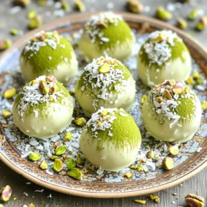 To make No Bake Matcha White Chocolate Truffles, gather these simple ingredients: - 1 cup white chocolate chips - 2 tablespoons unsweetened matcha powder - 1/2 cup heavy cream - 1 teaspoon vanilla extract - 1/4 cup crushed pistachios (for coating) - 1/4 cup desiccated coconut (for coating) - Pinch of sea salt These ingredients create a rich and tasty treat. The white chocolate gives a sweet base. Matcha adds a unique flavor and color. Heavy cream makes the truffles creamy. Vanilla gives a warm note. The coatings of pistachios and coconut add crunch and visual appeal. When choosing your matcha, look for a vibrant green color. This means it is fresh and high quality. The same goes for white chocolate; choose good quality chips for the best taste. You can find these ingredients at most grocery stores. This recipe is easy to follow and great for sharing. It takes simple items to make something special. Enjoy the fun of making these truffles! 1. Heating the heavy cream: Start by pouring the heavy cream into a small saucepan. Heat it over medium-low heat. Watch it closely so it doesn’t boil. You want it hot, just before simmering. 2. Melting the white chocolate: Once the cream is hot, remove it from heat. Add the white chocolate chips right into the cream. Let them sit for about one to two minutes. This helps them melt perfectly. 3. Mixing in the matcha and flavors: After the chocolate is melted, whisk it well. Add the unsweetened matcha powder, vanilla extract, and a pinch of sea salt. Keep whisking until the mixture is smooth and creamy. 1. Cooling the mixture: Transfer the mixture into a bowl. Cover it tightly with plastic wrap. Place this bowl in the fridge for about one hour. This helps it firm up nicely. 2. Scooping and rolling the truffles: After chilling, take the mixture out of the fridge. Use a small cookie scoop or your hands to scoop out small balls. Roll each ball quickly between your palms. This forms smooth truffles. 1. Combining coating ingredients: In a shallow dish, mix the crushed pistachios and desiccated coconut. This will be your coating for the truffles. 2. Rolling and setting the truffles: Roll each truffle in the coating mixture. Make sure they are fully covered. Place the finished truffles on a parchment paper-lined baking sheet. Chill them in the fridge for another 30 minutes to set. These steps ensure your no-bake matcha white chocolate truffles turn out perfect every time. Enjoy the fun of making these delicious treats! To make the best truffles, smoothness is key. Start by gently heating the heavy cream. Use low heat to avoid burning it. When the cream is close to simmering, take it off the heat. Next, add the white chocolate chips to the hot cream. Let them sit for one to two minutes. This allows the chocolate to melt without stirring. Once melted, whisk in the matcha powder, vanilla extract, and a pinch of sea salt. This creates a smooth and creamy mixture. After mixing, transfer it to a bowl. Cover the bowl with plastic wrap and place it in the fridge. The ideal refrigeration time is about one hour. This ensures the mixture firms up enough for easy scooping. Presentation matters. Arrange the truffles on a decorative plate. For added flair, sprinkle some extra matcha powder on top. You can also add whole pistachios for a nice touch. If you want to impress, consider using small cupcake liners. These can make your truffles look more elegant. Adding garnishes not only enhances visual appeal but also adds texture and flavor. Enjoy your beautiful creations! {{image_2}} To make your truffles unique, try different coatings. You can use cocoa powder for a rich taste. Crushed nuts, like almonds or hazelnuts, add crunch and flavor. You can also switch up the flavorings. Almond extract gives a nice twist to the matcha. Just a few drops will change the taste. If you need vegan options, use dairy-free white chocolate. Coconut cream works great instead of heavy cream. This way, you can still enjoy the creamy texture. For gluten-free options, check your chocolate chips. Most are gluten-free, but always read the labels. This way, everyone can enjoy these tasty truffles. To keep your matcha white chocolate truffles fresh, store them in an airtight container. This method keeps moisture out and helps maintain their texture. Place a piece of parchment paper between layers if stacking them. I recommend storing the truffles in the fridge. This keeps them cool and firm. The shelf life of these truffles is about one week in the fridge. If you want them to last longer, freezing is a great option. Freezing your truffles is easy. First, place the truffles on a baking sheet lined with parchment paper. Make sure they are not touching. Freeze them for about one hour until they are solid. Once frozen, transfer them to an airtight container or a freezer bag. Be sure to label the bag with the date. When you're ready to serve, take out only what you need. Thaw them in the fridge for a few hours. This helps them regain their creamy texture. Enjoy their rich flavor once they are thawed! How to make the truffles vegan? To make these truffles vegan, use dairy-free white chocolate chips. You can replace heavy cream with coconut cream or almond milk. Both options work well and add flavor. What can I substitute for heavy cream? You can use coconut cream, almond milk, or cashew cream instead of heavy cream. These options give you a nice texture. They also keep the truffles rich and creamy. Can I use different types of chocolate? Yes! You can use dark or milk chocolate instead of white chocolate. Each chocolate type will change the flavor a bit. Feel free to experiment with your favorite chocolate. What to do if my truffles are too soft? If your truffles are too soft, chill them longer in the fridge. If they still don’t firm up, add a bit more matcha powder or melted chocolate. Mix well and chill again. How can I prevent the coating from falling off? To keep the coating on, make sure the truffles are cold before rolling. You can also press the coatings gently onto the truffles. This helps them stick better. These matcha white chocolate truffles are fun to make and delicious to eat. You learned about the key ingredients and followed easy steps to create them. With tips for perfect texture and presentation, you can impress anyone. You also saw how to store and freeze your truffles for later enjoyment. Experimenting with flavors and dietary swaps makes this treat even more exciting. Now, gather your ingredients and start crafting your own sweet masterpieces!